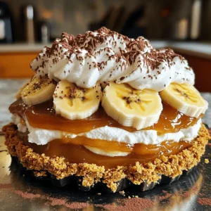 To make the easy banoffee pie, gather these ingredients: - 1 packet of digestive biscuits (approximately 250g) - 100g unsalted butter, melted - 1 can (400g) sweetened condensed milk - 3 ripe bananas, sliced - 300ml heavy cream - 2 tablespoons powdered sugar - 1 teaspoon vanilla extract - Grated dark chocolate or cocoa powder for garnish You can swap some ingredients if needed: - Use graham crackers instead of digestive biscuits for a different base. - Coconut oil can replace butter for a dairy-free option. - Try caramel sauce if you want a quicker version instead of making dulce de leche. - For a lighter cream, use whipped topping instead of heavy cream. Make sure you have these tools ready: - A food processor or rolling pin for crushing biscuits - A mixing bowl for combining ingredients - A 9-inch pie dish for the crust - A whisk or electric mixer for whipping cream - A pot for boiling the sweetened condensed milk Gathering these ingredients and tools makes the process smooth and fun. Enjoy making your easy banoffee pie! For the full recipe, check the detailed instructions. To start, you need to make the biscuit base. First, crush the digestive biscuits. You can use a food processor or a zip-lock bag with a rolling pin. Aim for fine crumbs. Next, mix the crushed biscuits with melted butter in a bowl. Make sure all crumbs get coated well. Now, press this mixture firmly into the bottom and sides of a 9-inch pie dish. This forms your crust. After that, put the pie dish in the fridge for about 30 minutes. This helps the crust to set nicely. Dulce de leche adds a rich flavor. To make it, take a can of sweetened condensed milk. Place it in a pot and cover it with water. Boil the can for about 2 hours. It’s important to keep the can submerged in water during cooking. Once the time is up, turn off the heat and let it cool. After it cools, you can open the can. You will find a smooth, caramel-like spread inside. Now comes the fun part: assembling your banoffee pie! Start by spreading the dulce de leche evenly over the biscuit crust. Make sure it covers the base well. Next, layer the sliced bananas on top of the dulce de leche. Don’t be shy; add enough bananas for a tasty bite! In another bowl, whip the heavy cream with powdered sugar and vanilla extract. Beat until you see soft peaks form. Carefully spread this whipped cream over the banana layer. Finally, you can garnish your pie with grated dark chocolate or a dusting of cocoa powder. This adds a lovely touch. Don’t forget to refrigerate your pie for at least 1 hour before serving. This helps all the flavors meld together. For the full recipe, check out the detailed instructions above! To make a great crust, use fresh digestive biscuits. They should be finely crushed for a smooth base. Mix the crumbs with melted butter well. Press the mixture firmly into the pie dish. This helps it hold together. Chill the crust for at least 30 minutes. Cooling helps it set, so it's sturdy when you add the layers. For fluffy whipped cream, start with cold cream. Use a chilled bowl for best results. Beat the cream on medium speed. Add powdered sugar and vanilla extract for taste. Whip until soft peaks form. Be careful not to overbeat, or it can turn into butter. Soft peaks mean the cream holds its shape but is still smooth. One mistake is not chilling the crust long enough. This can lead to a soggy base. Another mistake is overwhipping the cream, which can ruin its texture. Avoid using overly ripe bananas. They should be firm and sweet, not mushy. Finally, don’t forget to refrigerate the pie before serving. This helps meld the flavors beautifully. Check out the Full Recipe for more details on making this delight! {{image_2}} You can switch up the base for your banoffee pie. Try using graham crackers instead of digestive biscuits. Graham crackers add a sweet, slightly honeyed taste. If you need a gluten-free option, use gluten-free cookies. They work great and taste just as good. Just crush them like you would the biscuits. Want to add a twist? Mix in some peanut butter for a rich flavor. Spread it on the crust before adding the dulce de leche. For chocolate lovers, add cocoa powder to the whipped cream. You can also drizzle melted chocolate on top for extra indulgence. These flavors make your banoffee pie even more special! Make your pie look stunning. Use a piping bag to swirl the whipped cream on top. Add banana slices and chocolate shavings for a pop of color. You can also serve slices with a drizzle of caramel sauce. Presenting your pie well makes it even more tempting to eat. Enjoy this delightful dessert in style! To keep your leftover banoffee pie fresh, cover it tightly. You can use plastic wrap or a lid. This prevents the pie from drying out. Place it in the fridge. It should stay good for about three days. Make sure to keep it chilled until you are ready to enjoy it again. You can freeze banoffee pie, but it may change the texture. To freeze, slice the pie first. Wrap each slice in plastic wrap. Then, place the slices in a freezer bag. This way, you can take out one slice at a time. It will last up to two months in the freezer. When ready to eat, thaw it in the fridge overnight. For the best taste, eat the pie within three days of making it. The bananas will brown over time. If you freeze it, try to eat it within two months for the best flavor. Enjoying it fresh ensures you taste all the layers. Each layer blends well when you eat it soon after making it. For the full recipe, check the earlier section. Banoffee pie can last up to three days in the fridge. Make sure to cover it to keep it fresh. The bananas may darken, but the taste stays great. Yes, you can make banoffee pie a day ahead. Just keep it in the fridge. This helps the flavors mix well. It’s perfect for parties or gatherings! If you don’t have bananas, try using sliced strawberries or peaches. These fruits will give a fresh taste. You can also use apples for a crunchier texture. Yes, you can use low-fat cream, but the texture may change. It might not whip as well as heavy cream. Your pie will still taste good, just a bit different. The traditional recipe is not gluten-free because of the biscuits. To make it gluten-free, use gluten-free biscuits. It will still taste amazing! To keep bananas from browning, add a bit of lemon juice on top. This helps keep them fresh and bright. It also adds a nice tangy flavor. Freezing banoffee pie is not recommended. The cream and bananas do not freeze well. However, you can freeze the crust and dulce de leche separately. Banoffee pie pairs well with coffee or tea. You can also serve it with a scoop of vanilla ice cream. This adds a creamy touch to your dessert. For the complete recipe, check the section titled Full Recipe. It has all the steps and tips to create this delicious dessert! In this post, we explored the simple steps to make an easy banoffee pie. We covered the key ingredients and offered substitutions. You learned how to prepare the biscuit base and make dulce de leche. I shared tips for the perfect crust and whipped cream. We discussed variations and how to store leftovers. Banoffee pie is a fun, tasty treat you can customize. With these tips, you'll impress anyone who enjoys dessert. Now, grab your tools and start baking!