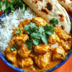 For a great Slow Cooker Chicken Tikka Masala, you need some key items: - 2 lbs chicken thighs, boneless and skinless - 1 can (14 oz) diced tomatoes - 1 can (13.5 oz) coconut milk - Spices: garam masala, cumin, coriander, turmeric, chili powder These ingredients create a rich and creamy dish. Chicken thighs give you juicy meat that absorbs all those flavors. Diced tomatoes and coconut milk add a nice sauce base. The spices bring warmth and depth. You can also add some optional ingredients for extra flair: - Fresh cilantro for garnish - Alternative proteins like chicken breast or tofu - Variations in spices for different flavor profiles Fresh cilantro adds a pop of color and fresh taste. If you want to switch proteins, chicken breast or even tofu work well. You can also play with spices. Try adding a pinch of cinnamon for a different twist. For the full recipe, check out the details above. Enjoy making this tasty dish! To start, you need to sauté onions, garlic, and ginger. Heat olive oil in a skillet over medium heat. Add the chopped onion and cook until it turns translucent, about 5-7 minutes. Then, stir in the minced garlic and grated ginger. Cook them for one more minute until you smell the aromas. Next, it's time to measure your spices correctly. Use a measuring spoon for accuracy. This ensures the flavors balance well. For this recipe, you'll need garam masala, cumin, coriander, turmeric, and chili powder. Remember, these spices give your dish its unique taste. Now, let's add the ingredients into the slow cooker. In the slow cooker, mix the sautéed onion mixture, diced tomatoes, coconut milk, and tomato paste. Then, add the garlic, ginger, and all the spices. Stir them well to combine. After mixing, add the chicken chunks. Make sure they get coated in the sauce. When it comes to cooking times, you have options. Cook on low for 6-7 hours for tender chicken. If you're short on time, you can set it to high for 3-4 hours. Your chicken will be ready when it's tender and fully cooked. Once the cooking time is up, stir the chicken tikka masala well. Taste it and adjust the seasoning if needed. You may want to add more salt or spices to suit your taste. For serving, I recommend basmati rice or naan. The rice helps soak up the sauce, while the naan is perfect for dipping. Serve the chicken tikka masala in bowls, layered with rice, and sprinkle fresh cilantro on top for a beautiful presentation. Enjoy your meal! To make your chicken tender, always use thighs. They stay juicy and cook well. Cut the chicken into even chunks. This helps them cook at the same rate. For cooking times, I suggest 6-7 hours on low or 3-4 hours on high. Check the chicken at the end. If you prefer it more tender, cook for a bit longer. Using a slow cooker is easy, but a few tips can help. First, don't lift the lid too much. Each time you do, heat escapes and cooking time increases. Second, layer ingredients correctly. Place the meat at the bottom. This helps it cook evenly. Lastly, avoid overfilling the cooker. Leave some space for steam to circulate. If you can’t find coconut milk, try unsweetened almond milk or cashew cream. Both work well and add a nice flavor. For toppings, fresh cilantro is a must for color and taste. You can also use sliced green onions or a dollop of yogurt. These add a nice touch to your dish. If you want a spicy kick, add fresh chilies or chili flakes right before serving. For the full recipe, refer to the instructions above. {{image_2}} You can easily make chicken tikka masala gluten-free. Just check the labels on your spices and sauces. Many brands offer gluten-free options. To make it dairy-free, skip the coconut milk. Use almond milk or cashew cream instead. For a vegan twist, swap the chicken for chickpeas or lentils. Both options are filling and tasty. Just add them to the slow cooker at the same time as the other ingredients. They will soak up all the great flavors. Want to kick up the heat? Add more chili powder or fresh peppers. You can also mix in smoked paprika for depth. Try adding a pinch of cinnamon for warmth, or some cardamom for a sweet note. Pair your tikka masala with basmati rice or warm naan. A side of cucumber salad or raita can cool down the heat. These sides balance the spices and make your meal complete. Chicken tikka masala varies across regions. In the UK, it often features a creamy sauce. In India, it may be spicier and less creamy. You can also find versions with different meats, like lamb or paneer. Regional spices change the flavor too. In the south of India, curry leaves are popular. In Punjab, they use more tomatoes and cream. Explore these styles to find your favorite version. To keep your chicken tikka masala fresh, store it in an airtight container. Let the dish cool before sealing it. Place it in the fridge if you plan to eat it in a few days. Chicken tikka masala stays good in the fridge for up to four days. If you want to save it longer, freeze it. In the freezer, it can last for three months. To enjoy the flavors again, reheat your chicken tikka masala carefully. The microwave is quick; just heat it in short bursts. Stir often to ensure even heating. You can also use the stovetop. Warm it in a pot over low heat, stirring regularly. This method helps keep the sauce thick and tasty. Want to make meals easy? Prep some chicken tikka masala for later. Before freezing, divide it into portions. Use freezer-safe bags or containers. This way, you can grab just what you need. When you want a meal, thaw it overnight in the fridge. Then, reheat and serve. You’ll have a delicious dinner ready in no time! For the full recipe, check out the complete guide. Can I use frozen chicken for this recipe? Yes, you can use frozen chicken. Just add about an hour to the cooking time. Ensure the chicken reaches a safe temperature of 165°F. What can I substitute for garam masala? You can mix ground cumin, coriander, and a pinch of cinnamon. This blend gives a nice flavor boost. How long does chicken take to cook in a slow cooker? Chicken usually takes 6-7 hours on low or 3-4 hours on high. Always check for tenderness. Differences in cooking times between chicken thighs and breasts Chicken thighs are more forgiving. They stay juicy and may take the same time. Breasts cook quicker but can dry out if overcooked. What to serve with chicken tikka masala? Serve with basmati rice or warm naan. Both soak up the sauce well and enhance the meal. Can I make this dish spicier? Yes! Add more chili powder or fresh chilies for heat. Start small to find your perfect spice level. In this blog post, we explored how to make a delicious chicken tikka masala, focusing on essential and optional ingredients. I provided step-by-step instructions for prepping, slow cooking, and serving. You also learned tips to enhance your dish and variations for dietary needs. In closing, you have all the tools to create a mouth-watering meal. Enjoy experimenting with flavors and ingredients. Happy cooking!
