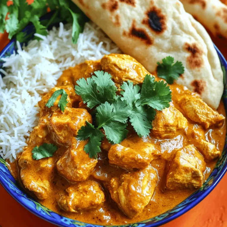 For a great Slow Cooker Chicken Tikka Masala, you need some key items: - 2 lbs chicken thighs, boneless and skinless - 1 can (14 oz) diced tomatoes - 1 can (13.5 oz) coconut milk - Spices: garam masala, cumin, coriander, turmeric, chili powder These ingredients create a rich and creamy dish. Chicken thighs give you juicy meat that absorbs all those flavors. Diced tomatoes and coconut milk add a nice sauce base. The spices bring warmth and depth. You can also add some optional ingredients for extra flair: - Fresh cilantro for garnish - Alternative proteins like chicken breast or tofu - Variations in spices for different flavor profiles Fresh cilantro adds a pop of color and fresh taste. If you want to switch proteins, chicken breast or even tofu work well. You can also play with spices. Try adding a pinch of cinnamon for a different twist. For the full recipe, check out the details above. Enjoy making this tasty dish! To start, you need to sauté onions, garlic, and ginger. Heat olive oil in a skillet over medium heat. Add the chopped onion and cook until it turns translucent, about 5-7 minutes. Then, stir in the minced garlic and grated ginger. Cook them for one more minute until you smell the aromas. Next, it's time to measure your spices correctly. Use a measuring spoon for accuracy. This ensures the flavors balance well. For this recipe, you'll need garam masala, cumin, coriander, turmeric, and chili powder. Remember, these spices give your dish its unique taste. Now, let's add the ingredients into the slow cooker. In the slow cooker, mix the sautéed onion mixture, diced tomatoes, coconut milk, and tomato paste. Then, add the garlic, ginger, and all the spices. Stir them well to combine. After mixing, add the chicken chunks. Make sure they get coated in the sauce. When it comes to cooking times, you have options. Cook on low for 6-7 hours for tender chicken. If you're short on time, you can set it to high for 3-4 hours. Your chicken will be ready when it's tender and fully cooked. Once the cooking time is up, stir the chicken tikka masala well. Taste it and adjust the seasoning if needed. You may want to add more salt or spices to suit your taste. For serving, I recommend basmati rice or naan. The rice helps soak up the sauce, while the naan is perfect for dipping. Serve the chicken tikka masala in bowls, layered with rice, and sprinkle fresh cilantro on top for a beautiful presentation. Enjoy your meal! To make your chicken tender, always use thighs. They stay juicy and cook well. Cut the chicken into even chunks. This helps them cook at the same rate. For cooking times, I suggest 6-7 hours on low or 3-4 hours on high. Check the chicken at the end. If you prefer it more tender, cook for a bit longer. Using a slow cooker is easy, but a few tips can help. First, don't lift the lid too much. Each time you do, heat escapes and cooking time increases. Second, layer ingredients correctly. Place the meat at the bottom. This helps it cook evenly. Lastly, avoid overfilling the cooker. Leave some space for steam to circulate. If you can’t find coconut milk, try unsweetened almond milk or cashew cream. Both work well and add a nice flavor. For toppings, fresh cilantro is a must for color and taste. You can also use sliced green onions or a dollop of yogurt. These add a nice touch to your dish. If you want a spicy kick, add fresh chilies or chili flakes right before serving. For the full recipe, refer to the instructions above. {{image_2}} You can easily make chicken tikka masala gluten-free. Just check the labels on your spices and sauces. Many brands offer gluten-free options. To make it dairy-free, skip the coconut milk. Use almond milk or cashew cream instead. For a vegan twist, swap the chicken for chickpeas or lentils. Both options are filling and tasty. Just add them to the slow cooker at the same time as the other ingredients. They will soak up all the great flavors. Want to kick up the heat? Add more chili powder or fresh peppers. You can also mix in smoked paprika for depth. Try adding a pinch of cinnamon for warmth, or some cardamom for a sweet note. Pair your tikka masala with basmati rice or warm naan. A side of cucumber salad or raita can cool down the heat. These sides balance the spices and make your meal complete. Chicken tikka masala varies across regions. In the UK, it often features a creamy sauce. In India, it may be spicier and less creamy. You can also find versions with different meats, like lamb or paneer. Regional spices change the flavor too. In the south of India, curry leaves are popular. In Punjab, they use more tomatoes and cream. Explore these styles to find your favorite version. To keep your chicken tikka masala fresh, store it in an airtight container. Let the dish cool before sealing it. Place it in the fridge if you plan to eat it in a few days. Chicken tikka masala stays good in the fridge for up to four days. If you want to save it longer, freeze it. In the freezer, it can last for three months. To enjoy the flavors again, reheat your chicken tikka masala carefully. The microwave is quick; just heat it in short bursts. Stir often to ensure even heating. You can also use the stovetop. Warm it in a pot over low heat, stirring regularly. This method helps keep the sauce thick and tasty. Want to make meals easy? Prep some chicken tikka masala for later. Before freezing, divide it into portions. Use freezer-safe bags or containers. This way, you can grab just what you need. When you want a meal, thaw it overnight in the fridge. Then, reheat and serve. You’ll have a delicious dinner ready in no time! For the full recipe, check out the complete guide. Can I use frozen chicken for this recipe? Yes, you can use frozen chicken. Just add about an hour to the cooking time. Ensure the chicken reaches a safe temperature of 165°F. What can I substitute for garam masala? You can mix ground cumin, coriander, and a pinch of cinnamon. This blend gives a nice flavor boost. How long does chicken take to cook in a slow cooker? Chicken usually takes 6-7 hours on low or 3-4 hours on high. Always check for tenderness. Differences in cooking times between chicken thighs and breasts Chicken thighs are more forgiving. They stay juicy and may take the same time. Breasts cook quicker but can dry out if overcooked. What to serve with chicken tikka masala? Serve with basmati rice or warm naan. Both soak up the sauce well and enhance the meal. Can I make this dish spicier? Yes! Add more chili powder or fresh chilies for heat. Start small to find your perfect spice level. In this blog post, we explored how to make a delicious chicken tikka masala, focusing on essential and optional ingredients. I provided step-by-step instructions for prepping, slow cooking, and serving. You also learned tips to enhance your dish and variations for dietary needs. In closing, you have all the tools to create a mouth-watering meal. Enjoy experimenting with flavors and ingredients. Happy cooking!
