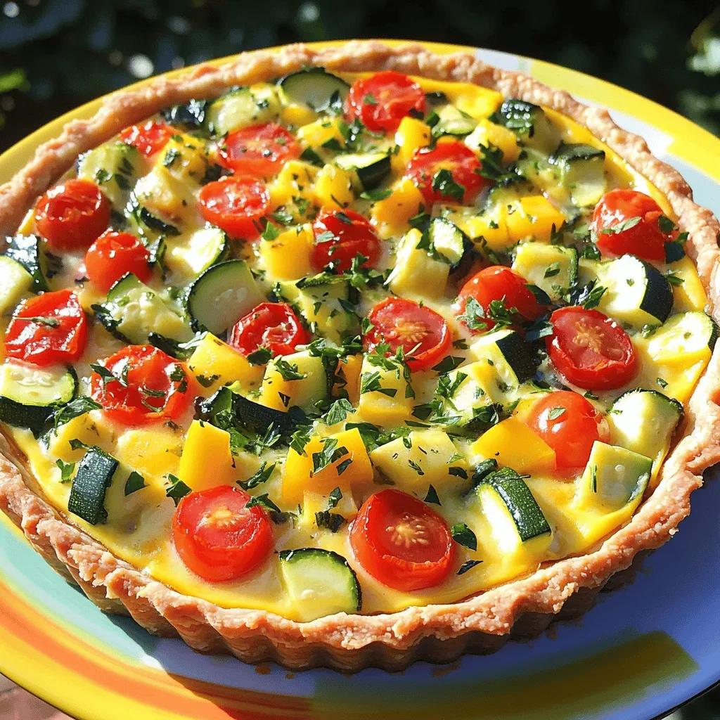To make a tasty vegetable quiche, you need some fresh and colorful ingredients. Here's the list you will need: