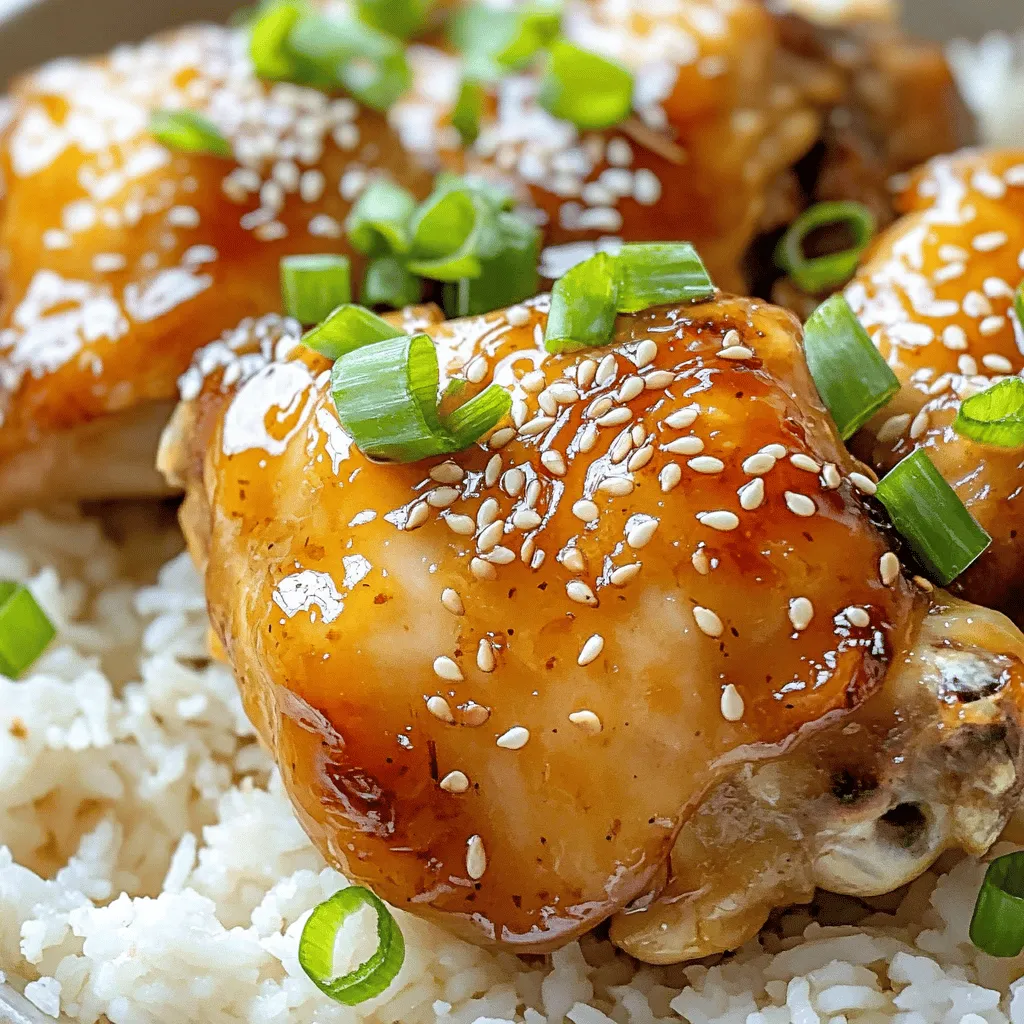 - 1.5 lbs (680g) chicken thighs, boneless and skinless - 1/3 cup honey - 1/4 cup soy sauce (low sodium)