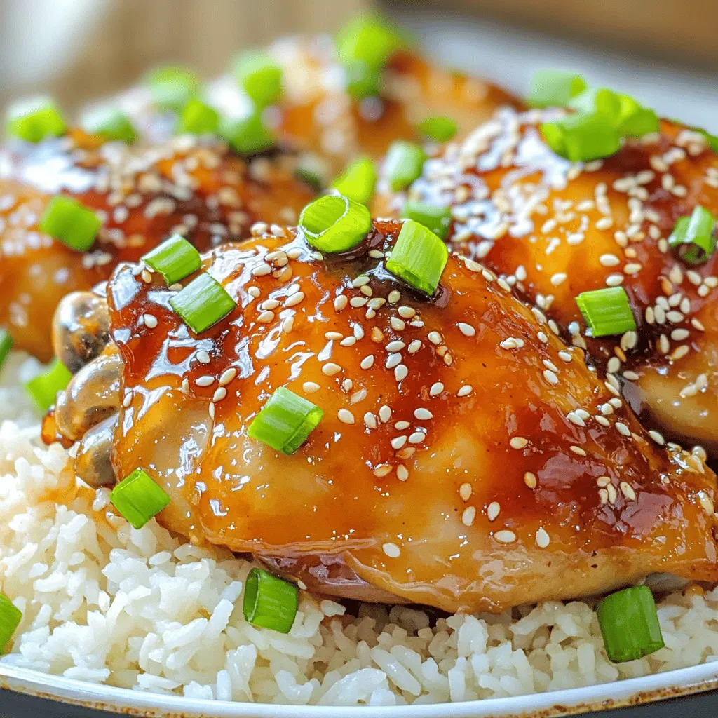- 1.5 lbs (680g) chicken thighs, boneless and skinless - 1/3 cup honey - 1/4 cup soy sauce (low sodium)