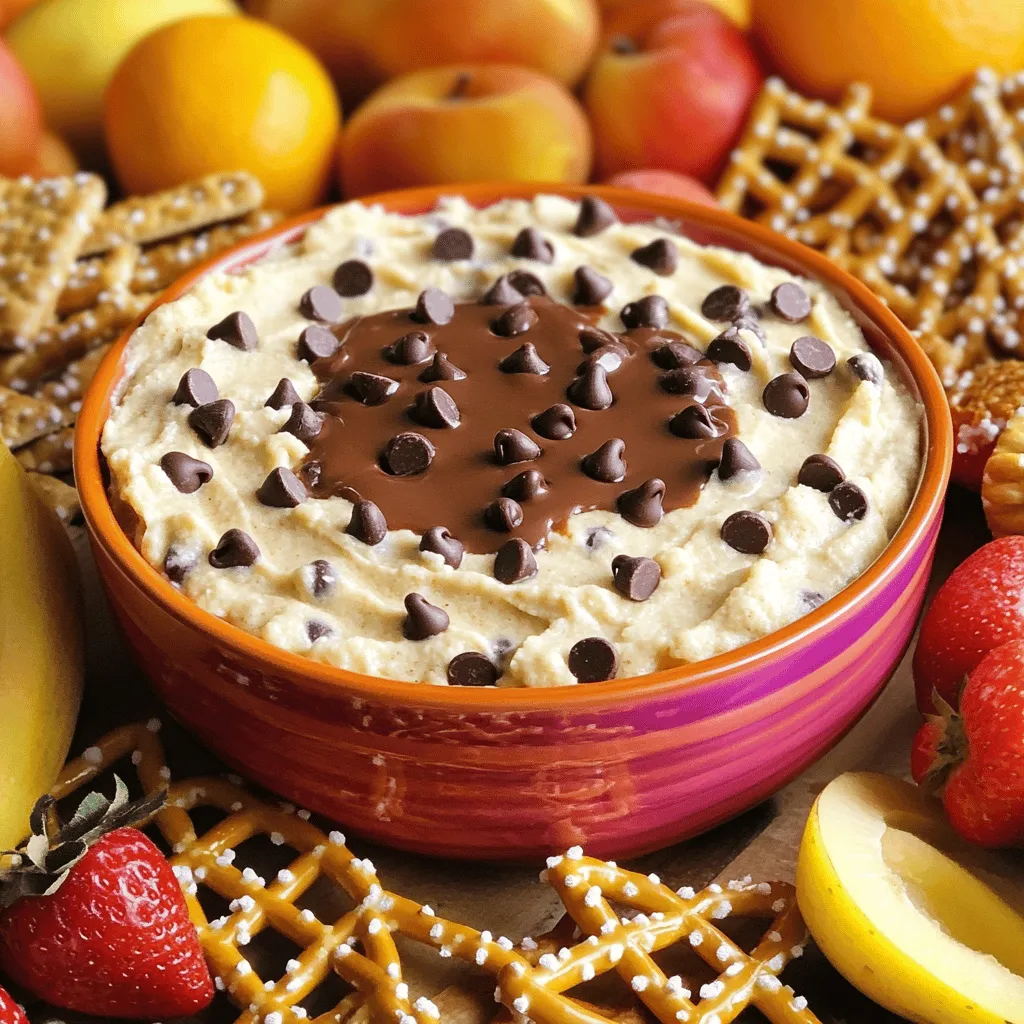 To make this tasty dip, gather these simple ingredients: - 1 cup creamy peanut butter - 1/2 cup unsalted butter, softened - 3/4 cup brown sugar, packed - 1/2 cup granulated sugar - 1 teaspoon vanilla extract - 1 cup all-purpose flour (heat-treated) - 1/4 teaspoon salt - 1/2 cup mini chocolate chips - Fresh fruit, pretzels, or graham crackers for dipping Choosing good ingredients makes a big difference. Here are some tips: - Use fresh unsalted butter for a rich taste. - Pick a creamy peanut butter without added sugar. - Choose light brown sugar for a soft, caramel flavor. - Select mini chocolate chips for easier dipping. - For flour, ensure it’s heat-treated to avoid any raw taste. You can adapt this dip for different diets. Here are some swaps: - For gluten-free, use almond flour or a gluten-free flour blend. - To make it vegan, switch to a plant-based butter and use maple syrup instead of sugar. - You can use dairy-free chocolate chips for a fully vegan option. These changes keep the dip tasty while meeting dietary needs. To start, gather all your ingredients. You will need peanut butter, butter, sugars, vanilla, flour, salt, and chocolate chips. In a large bowl, add the softened unsalted butter and creamy peanut butter. Mix these two until they are smooth. Next, add the brown sugar and granulated sugar. Mix until everything is fluffy. This step is key to making your dip light and tasty. Now, pour in the vanilla extract and mix again. Now it’s time to add the heat-treated flour and salt. Stir these in gently. Make sure not to overmix; just combine until you can’t see any flour. It should look creamy and rich. Finally, fold in the mini chocolate chips. This is where you get that delicious cookie dough flavor. Once you have mixed everything well, transfer the dip to a serving bowl. Cover it and place it in the fridge for at least 30 minutes. This helps the dip to set and brings out the flavors. When ready to serve, take it out and enjoy it with fresh fruit, pretzels, or graham crackers. For a fun touch, drizzle some melted chocolate on top. This makes your dip look extra special and inviting. For the full recipe, click here. When making chocolate chip cookie dough dip, a few mistakes can happen. First, do not skip the heat-treating of the flour. This step helps kill bacteria. Second, avoid over-mixing the flour. Doing so can make the dip tough. Lastly, ensure your butter is soft. Cold butter does not mix well and makes lumps. You can take this dip to the next level. Try adding a pinch of sea salt. This will balance the sweetness. For a richer taste, mix in some cocoa powder. You can also swap regular peanut butter for crunchy peanut butter. This change adds a fun texture. Add a splash of maple syrup for a unique flavor twist. To wow your guests, focus on how you serve the dip. Use a fun, colorful bowl. Arrange fresh fruits, pretzels, and graham crackers around it. You can even drizzle melted chocolate on top for flair. Consider using small cups for individual servings. This makes it easy for guests to enjoy. For a festive touch, add some sprinkles on top. {{image_2}} You can make Chocolate Chip Cookie Dough Dip your own! Start by switching the peanut butter with almond or cashew butter for a new flavor. You can even try different cookie dough flavors. Instead of mini chocolate chips, add chunks of dark chocolate or white chocolate. Want a fun twist? Mix in some crushed cookies like Oreos or graham crackers. Each change gives a fresh taste to this classic dip. For a festive touch, add peppermint extract during winter holidays. You can fold in sprinkles for birthdays or celebrations. In summer, consider adding some crushed berries for a fruity flavor. Each season brings a chance to create something special with the dip. This dip pairs well with many snacks. Fresh fruit like apples, strawberries, or bananas make great dippers. You can also use pretzels or graham crackers for crunch. For a fun idea, serve it with mini chocolate chip cookies for double the cookie goodness! Arrange everything on a platter for a colorful and tasty display. Try these options to impress your friends at any gathering. To keep your Chocolate Chip Cookie Dough Dip fresh, store it in an airtight container. This helps to prevent the dip from drying out. Place it in the fridge right after serving. Always use a clean spoon when scooping out more dip. This stops germs from getting in and keeps it safe to eat. When stored properly, your dip can last up to a week in the fridge. However, it tastes best within the first few days. After that, the flavors may fade a bit. Always check for any changes in smell or texture before eating. You can freeze this dip if you want to save it for later. Just scoop it into a freezer-safe container. Make sure to leave some space at the top, as the dip will expand when frozen. It can last up to three months in the freezer. To eat, thaw it in the fridge overnight. Stir it well before serving. You can find the full recipe for this delicious dip to make it whenever you crave it! No, do not use regular flour. Heat-treated flour is safe to eat raw. It kills harmful bacteria. You can easily heat-treat flour at home. Spread flour on a baking sheet. Bake at 350°F for five minutes. Let it cool before using. Your dip should be smooth and creamy. If it’s too thick, add a bit of milk. Start with one tablespoon and mix well. If it’s too runny, add more heat-treated flour. Mix until you get the right texture. You can serve this dip with many tasty items. Here are some great options: - Fresh fruit like apples and strawberries - Pretzels for a salty crunch - Graham crackers for a sweet touch - Vanilla wafers for a classic pairing These choices make your dip even more fun! This blog post covered how to make a delicious Chocolate Chip Cookie Dough Dip. We discussed the best ingredients and tips for selecting quality items. I shared how to prepare, mix, and serve the dip for a great consistency. We explored common mistakes and fun variations to impress your guests. Finally, I offered storage tips, so you can enjoy leftovers later. With these insights, you can create a fantastic dip that pleases everyone. Enjoy making it your own!