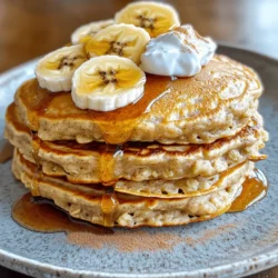- 1 cup rolled oats - 1 ripe banana, mashed - 1 cup milk (dairy or non-dairy) You need rolled oats as the base. They give the pancakes a great texture. Use a ripe banana, as it adds natural sweetness. You can pick any milk you like. Almond or soy milk works well for a dairy-free option. - 1/2 teaspoon baking powder - 1/2 teaspoon cinnamon - 1/4 teaspoon salt - 1 large egg (or flax egg for vegan option) - 1 tablespoon honey or maple syrup (optional) - 1/2 teaspoon vanilla extract - Cooking spray or butter for frying Baking powder helps the pancakes rise. Cinnamon adds warmth and flavor. A pinch of salt balances the sweetness. If you want a vegan option, you can use a flax egg. Honey or maple syrup is optional but adds a lovely touch. Vanilla extract enhances all the flavors. Finally, use cooking spray or butter to fry the pancakes. These ingredients come together to create a simple and tasty meal. For the full recipe, check out the detailed instructions. To start, take 1 cup of rolled oats and place them in a blender. Blend the oats until they turn into a fine flour. This oat flour is key for our pancakes. It gives them a great texture and a lovely flavor. Next, grab a large bowl. Combine the oat flour with 1/2 teaspoon of baking powder, 1/2 teaspoon of cinnamon, and 1/4 teaspoon of salt. Mix these dry ingredients well. In another bowl, mash 1 ripe banana until it’s smooth. Add 1 cup of milk, 1 large egg, 1 tablespoon of honey or maple syrup, and 1/2 teaspoon of vanilla extract. Stir this mixture until it’s all combined. Now, pour the banana mixture into the dry ingredients. Mix gently until just combined. Let the batter sit for 5 minutes. This helps it thicken a bit. Now it's time to cook! Heat a non-stick skillet over medium heat. Lightly grease it with cooking spray or butter. Pour about 1/4 cup of pancake batter onto the skillet for each pancake. Cook them for about 2-3 minutes. You will see bubbles forming on the surface when they are ready to flip. Once the edges look set, flip the pancakes. Cook for another 2-3 minutes until they are golden brown. Repeat this with the remaining batter. Adjust the heat as needed to avoid burning. Enjoy your pancakes warm! You can find the complete recipe in the [Full Recipe]. To make your banana oatmeal pancakes fluffy, you should let the batter rest. This resting time helps the oats absorb moisture. A good five minutes is usually enough. During this time, you can heat your skillet. Now, let’s talk about the heat. It’s important to adjust the heat properly. You want medium heat for even cooking. If it’s too hot, the pancakes will burn outside but stay raw inside. If it’s too low, they will take longer to cook and may become tough. When it comes to serving, presentation matters. Stack your pancakes high on a plate. Drizzle them with honey or maple syrup to add sweetness. Sliced bananas on top look great and add flavor. For a special touch, sprinkle cinnamon over the stack. You can also pair these pancakes with sides. Greek yogurt adds creaminess and protein. A handful of berries brings freshness and color. Fresh orange juice or a smoothie can make a perfect drink choice. Want to boost nutrition? You can add protein powders to the batter. This gives your pancakes a protein kick. Nut butters, like almond or peanut, are great options too. Stir in a spoonful for extra flavor and nutrition. Have dietary needs? You can make easy substitutions. Use a flax egg instead of a regular egg for a vegan option. Choose non-dairy milk, like almond or oat milk, to keep it plant-based. These swaps keep the taste while meeting different diets. For the complete method, check the Full Recipe. {{image_2}} You can make banana oatmeal pancakes even more fun by adding flavors. Try mixing in chocolate chips for a sweet twist. The melted chocolate adds a rich taste that kids and adults love. You can also add nuts like walnuts or pecans for a crunchy texture. This gives each bite a nice surprise. Another idea is to use spices. A pinch of nutmeg can warm up the flavor. It pairs well with the banana and gives the pancakes a cozy feel. Cinnamon is great, but nutmeg takes it to another level. Experiment with these ideas to find your favorite mix. If you follow a vegan diet, you can still enjoy these pancakes. Use a flax egg instead of a regular egg. To make a flax egg, mix one tablespoon of ground flaxseed with three tablespoons of water. Let it sit for a few minutes until it thickens. This works well in the recipe. Also, you can choose non-dairy milk like almond or oat milk. This keeps the pancakes vegan and delicious. For those who need gluten-free options, use gluten-free rolled oats. These oats work just like regular oats but are safe for gluten-free diets. You can enjoy banana oatmeal pancakes without worry. These variations make the recipe fit many diets. Try them out and enjoy your pancakes your way! To keep your banana oatmeal pancakes fresh, store them in the fridge. Place them in an airtight container. They stay good for about three days. You can also freeze them. Stack the pancakes with parchment paper between each one. This helps you pull them apart later. Then, wrap the stack tightly in plastic wrap. Place the wrapped pancakes in a freezer bag. They can last up to two months in the freezer. When you want to eat them, reheat the pancakes. For refrigerated pancakes, microwave them for 20-30 seconds. This warms them up nicely. If they are frozen, microwave them for about 1 minute. You can also use a toaster oven. Heat them at 350°F for 5-7 minutes for a crispy edge. Enjoy them warm for the best taste! You can make pancake mix ahead of time. To do this, combine the dry ingredients. These are oat flour, baking powder, cinnamon, and salt. Store this mix in an airtight container. It stays fresh for up to two weeks. Just add the wet ingredients when you are ready to cook. Batch cooking is another great idea. Make a double or triple batch of pancakes. Cook them all and let them cool. Store them in the fridge or freezer. This way, you have a quick meal ready for busy mornings. Simply reheat, and you have a delicious breakfast in no time. For the full recipe, check out the detailed instructions above! To make banana oatmeal pancakes vegan, you can swap out the egg for a flax egg. Just mix one tablespoon of ground flaxseed with two and a half tablespoons of water. Let it sit for five minutes until it thickens. For the milk, use any non-dairy milk like almond milk or oat milk. These swaps work well and keep the pancakes tasty. Yes, you can freeze banana oatmeal pancakes. Let them cool completely after cooking. Then, place them in a single layer on a baking sheet. Once frozen, stack them in an airtight container or a freezer bag. They can last up to three months in the freezer. To enjoy, just pop them in the toaster or microwave until warm. You can serve banana oatmeal pancakes with many tasty toppings. Fresh fruit like berries or sliced bananas works great. Drizzle maple syrup or honey for sweetness. Greek yogurt adds creaminess. You can also sprinkle nuts or seeds on top for a nice crunch. To make your pancakes fluffier, let the batter rest for about five minutes before cooking. This helps the baking powder work better. Also, don’t overmix the batter. A few lumps are fine and help keep the pancakes light. You can also add a touch more baking powder for extra lift. Banana oatmeal pancakes can last in the fridge for about three to four days. Store them in an airtight container to keep them fresh. To reheat, you can use a microwave or a toaster. This way, they stay warm and yummy. Banana oatmeal pancakes are easy to make and delicious. We covered key ingredients, steps, and helpful tips. You can customize them with fun flavors or dietary needs. Store extras easily for busy days. Enjoy these pancakes warm, topped how you like. They're a great choice for breakfast or a snack. Now, get cooking and enjoy these tasty pancakes!