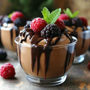 This dairy-free chocolate mousse is a rich and creamy treat. It uses simple ingredients to create a dessert that fits many diets. You can whip it up in just 15 minutes, then chill it for a few hours. The result is a light and fluffy mousse that tastes amazing. - 1 cup full-fat coconut milk (chilled overnight) - 1 cup dark dairy-free chocolate chips (or dairy-free chocolate, chopped) - 2 tablespoons maple syrup (adjust for sweetness) - 1 teaspoon vanilla extract - Pinch of sea salt - Fresh berries (for garnish) - Mint leaves (for garnish) If you want to switch things up, you can try some alternatives. Use almond milk instead of coconut milk for a lighter taste. For sweeteners, agave syrup or honey can work well too. If you need it nut-free, avoid almond milk and stick with coconut milk. You can also use different types of dairy-free chocolate, like semi-sweet or dark chocolate. Explore what fits your taste buds! Start by chilling a can of full-fat coconut milk overnight. This step is key. When you open the can, you will find a thick layer of cream on top. Scoop out this solid cream and place it in a mixing bowl. Leave the watery liquid behind. This creamy base gives the mousse its rich texture. Next, we will melt the dark dairy-free chocolate. You can use a microwave or a double boiler. If using a microwave, place the chocolate chips in a bowl. Heat the chocolate in 20-second bursts. Stir it often to avoid burning. If you choose the double boiler, heat water in a pot and place a bowl with chocolate on top. Stir until smooth and melted. Now it’s time to mix everything. Add maple syrup, vanilla extract, and a pinch of sea salt into the melted chocolate. Stir well to combine. Then, gently fold the chilled coconut cream into the chocolate mixture. Use a spatula for this step. Be careful not to deflate the cream. Mix until it is fully combined and smooth. This is where the magic happens! To get the best texture, use chilled coconut milk. This makes a thick cream. Scoop out the solid part only. Leave the watery part behind. This cream blends well with melted chocolate. Gently fold the cream into the chocolate. Avoid stirring too hard, or you will lose the air. The mousse should be light and fluffy. Taste is key when making mousse. Start with two tablespoons of maple syrup. You can add more if you like it sweeter. Remember, dark chocolate has its own sweetness. Adjust slowly to find your perfect balance. Always taste as you mix. This helps you get it just right. Serve the mousse in clear cups for a pretty look. Top each serving with fresh berries. Berries add a nice pop of color. A sprig of mint adds freshness. You can also drizzle some melted chocolate on top. For extra flair, use a spoon to create fun designs. Enjoy this simple and delicious treat with friends and family. For the full recipe, see above. {{image_2}} You can add different flavors to your mousse for fun. Try mixing in a tablespoon of strong coffee for a mocha twist. Coffee enhances the rich chocolate flavor. You can also add a pinch of cinnamon or nutmeg for warmth. These spices give the mousse a cozy, unique taste. Consider adding a splash of orange zest for a bright, citrusy kick. The options are endless! This mousse is already vegan-friendly, but you can tweak it further. Use agave syrup instead of maple syrup for a different sweetener. You can swap coconut milk with almond milk, cashew milk, or any nut milk. Just remember that nut milks may change the mousse's texture. For creaminess, add extra coconut cream or silken tofu. These choices keep it tasty and dairy-free! You can serve the mousse in many ways. Individual cups look great and are easy to share. Use small glass jars or dessert cups for a neat look. If you want something special, try a tart shell. Fill a pre-baked shell with the mousse for a stunning dessert. Top it with fresh berries and mint for color and flavor. Both styles will impress your guests! To keep your mousse fresh, store it in airtight containers. Use small jars or bowls for best results. Make sure the mousse is fully chilled before sealing. This helps keep the texture smooth. Avoid placing it near strong-smelling foods, as it may absorb those odors. You can freeze dairy-free chocolate mousse, but it may change texture. Scoop the mousse into freezer-safe containers. Leave some space at the top for expansion. Seal tightly and label with the date. When ready to eat, thaw it in the fridge overnight for the best results. Dairy-free chocolate mousse lasts about 3 to 5 days in the fridge. If stored properly, it remains tasty for a while. Check for changes in smell or texture before serving. If it looks or smells off, it’s best to toss it out. Enjoy your mousse while it’s fresh for the best flavor! Yes, you can easily make this mousse nut-free. The main ingredient is coconut milk, which is safe for those with nut allergies. Ensure your chocolate chips are also nut-free. Most dark chocolate brands are free from nuts, but always check labels. You can enjoy this treat without worry! To boost the chocolate flavor, use a higher percentage of cocoa in your chocolate chips. You can also add cocoa powder to the mixture. Start with one tablespoon, and mix it in after melting the chocolate. Taste as you go. This way, you can find the perfect level of chocolate that you love! This mousse pairs well with many flavors. Fresh berries like raspberries and strawberries add a nice tartness. Mint leaves give a refreshing touch. You can also serve it with coconut whipped cream for extra creaminess. If you enjoy crunch, try adding nuts or granola on top. These pairings enhance the dessert and make it even more enjoyable! This blog post covered how to make a delicious dairy-free chocolate mousse. We explored the ingredients you need, step-by-step instructions, and helpful tips. You learned about storage and variations, like flavor options and serving styles. Now you can create your own tasty mousse with ease. Remember to adjust sweetness to your taste. Enjoy your dessert, and share it with friends or family. Happy cooking!