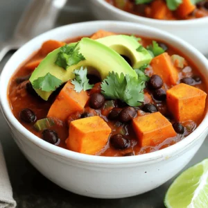 For the best sweet potato and black bean chili, gather these ingredients: - 2 medium sweet potatoes, peeled and diced - 1 can (15 oz) black beans, drained and rinsed - 1 medium onion, diced - 2 cloves garlic, minced - 1 red bell pepper, diced - 1 can (14 oz) diced tomatoes (with juices) - 2 cups vegetable broth - 1 tablespoon chili powder - 1 teaspoon cumin - 1 teaspoon smoked paprika - ½ teaspoon cayenne pepper (adjust to taste) - 1 tablespoon olive oil - Salt and pepper to taste - Fresh cilantro, for garnish - Avocado slices, for serving There are many tasty toppings to enhance your chili: - Sour cream or yogurt for creaminess - Shredded cheese for a savory touch - Lime wedges for a zesty kick - Jalapeño slices for some heat You can easily swap some items if needed: - Use pumpkin instead of sweet potatoes for a twist. - Any canned beans work well; try pinto or kidney beans. - If you lack vegetable broth, water will do. - Use fresh herbs like parsley if cilantro isn’t your favorite. This flavorful chili recipe is a great way to enjoy healthy ingredients. For the full recipe, check out the recipe section. First, gather all your ingredients. You will need: - 2 medium sweet potatoes, peeled and diced - 1 can (15 oz) black beans, drained and rinsed - 1 medium onion, diced - 2 cloves garlic, minced - 1 red bell pepper, diced - 1 can (14 oz) diced tomatoes (with juices) - 2 cups vegetable broth - 1 tablespoon chili powder - 1 teaspoon cumin - 1 teaspoon smoked paprika - ½ teaspoon cayenne pepper (adjust to taste) - 1 tablespoon olive oil - Salt and pepper to taste - Fresh cilantro, for garnish - Avocado slices, for serving Make sure everything is ready. This helps the cooking go smoothly. Start by heating the olive oil in a large pot over medium heat. Once the oil is hot, add the diced onion. Sauté it for about 5 minutes. Wait until it turns translucent. Then, add the minced garlic and diced red bell pepper. Cook these for another 3-4 minutes. The bell pepper should soften. Next, stir in the diced sweet potatoes. Add the chili powder, cumin, smoked paprika, cayenne pepper, salt, and pepper. Mix all the spices well to coat the sweet potatoes. Now, pour in the diced tomatoes and vegetable broth. Stir to combine all the ingredients. Bring this mixture to a boil. Once it boils, reduce the heat to low and cover the pot. Let it simmer for about 25-30 minutes. You want the sweet potatoes to be tender. After that, add the black beans to the pot. Stir gently to mix them in. Allow it to heat through for another 5-10 minutes. Check the seasoning and adjust if needed. Finally, remove the pot from heat. Let the chili sit for a few minutes before serving. To make your chili pop with flavor, use fresh spices. Fresh spices are more fragrant and give a better taste. You can also add a squeeze of lime before serving. This adds a bright note that balances the sweetness of the potatoes. If you want more depth, try toasting the chili powder and cumin in the oil before adding the onion. This boosts their flavor. Serve the chili in bowls, topped with fresh cilantro and avocado slices. A lime wedge on the side can give that final zest. You can follow the full recipe for detailed steps and timing. Enjoy your cooking! To adjust spice levels, start slow. If you like heat, add cayenne pepper. Use only half a teaspoon at first. You can always add more later if needed. For a milder chili, skip the cayenne. Instead, use sweet paprika for flavor without heat. Remember, you control the spice! Meal prepping this chili makes your life easier. Chop all your vegetables ahead of time. Store them in airtight containers in the fridge. You can also make a big batch of chili. It keeps well in the fridge for up to four days. This chili freezes nicely too. Just store in freezer-safe bags or containers. For a thicker chili, mash some of the sweet potatoes. This step adds creaminess and depth. You can also add corn for a sweet crunch. Fresh herbs, like cilantro, brighten the dish. Squeeze fresh lime juice on top before serving for a zesty kick. These tips will take your chili from great to amazing! {{image_2}} You can switch out black beans for other beans. Kidney beans, pinto beans, or chickpeas work well. Each bean adds its own flavor and texture. If you want creaminess, use cannellini beans. Feel free to mix beans to create your own blend. You can add more veggies to boost flavor and nutrition. Corn, zucchini, or carrots can enhance the chili. For a hearty touch, try adding chopped spinach or kale. This gives a fresh taste and bright color to your dish. Just make sure to adjust cooking times to keep veggies tender. Adjust the heat to fit your taste. To make it spicy, add more cayenne pepper. You can also use fresh jalapeños for a kick. If you prefer mild chili, skip the cayenne. Add more sweet potatoes to balance the heat. You can enjoy this chili no matter your spice level. For the full recipe, check out the Spicy Sweet Potato & Black Bean Chili. To keep your Sweet Potato and Black Bean Chili fresh, let it cool first. Once cooled, transfer it to an airtight container. Store it in the fridge for up to five days. Make sure to label the container with the date. This way, you will know how long it has been there. When you're ready to enjoy your leftovers, you can reheat them easily. Pour the chili into a pot over medium heat. Stir it often until it gets hot. You can also use a microwave. Just place the chili in a microwave-safe bowl and cover it. Heat it in 30-second bursts, stirring in between, until warm. If you want to save some for later, freezing is a great option. Allow the chili to cool completely. Then, pour it into freezer-safe bags or containers. Remove as much air as possible to prevent freezer burn. Label the bags with the date. You can freeze the chili for up to three months. To thaw, place it in the fridge overnight before reheating. For the full recipe, check out the Spicy Sweet Potato & Black Bean Chili . Yes, you can make this chili in a slow cooker. Just follow these steps: - Sauté the onion and garlic in olive oil on the stove. - Add all ingredients to the slow cooker. - Cook on low for 6-8 hours or on high for 3-4 hours. This method allows the flavors to blend well. You will still enjoy a rich taste! Yes, this chili is vegan-friendly! It uses only plant-based ingredients. - Sweet potatoes provide great texture and flavor. - Black beans add protein and fiber. - All spices and vegetables are also vegan. You can enjoy this dish without any animal products. This chili is almost gluten-free as it is! Just make sure of a few things: - Check the vegetable broth label to ensure it’s gluten-free. - Use gluten-free spices if you have any concerns. With these small changes, you will have a delicious gluten-free meal! For the full recipe, check out the Spicy Sweet Potato & Black Bean Chili . Enjoy making this dish! You now know how to make delicious Sweet Potato and Black Bean Chili. We covered the ingredients, step-by-step cooking, and clever tips to boost flavor. I shared easy ways to adjust spice levels and suggested various ingredient options. Storage tips ensure your leftovers stay fresh. This chili is versatile and packed with nutrients. Whether you enjoy it mild or spicy, you’ll make a dish that warms hearts. Give it a try and savor the rich flavors!
