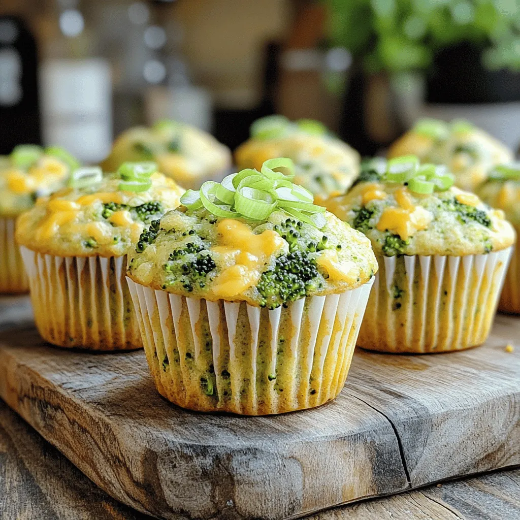 To make these tasty Savory Cheddar and Broccoli Muffins, you'll need simple and fresh ingredients. Here’s what you should gather: - 1 cup all-purpose flour - 1 teaspoon baking powder - 1/2 teaspoon baking soda - 1/2 teaspoon salt - 1/4 teaspoon black pepper - 1 cup fresh broccoli florets, finely chopped - 1 cup sharp cheddar cheese, grated - 2 large eggs - 1/2 cup milk - 1/4 cup olive oil - 1 tablespoon Dijon mustard (optional) - 1/4 cup green onions, sliced (for garnish) Using fresh broccoli and sharp cheddar makes these muffins bright and full of flavor. The green onions add a nice touch on top. You can also use the optional Dijon mustard to boost the taste. These ingredients work together to create a delicious snack or side dish. Check out the Full Recipe for all the steps and tips! Start by preheating your oven to 375°F (190°C). While it warms up, grab your muffin tray. You can line it with paper liners or give it a light grease. This helps the muffins pop out easily later. Next, let's mix the dry ingredients. In a mixing bowl, add: - 1 cup all-purpose flour - 1 teaspoon baking powder - 1/2 teaspoon baking soda - 1/2 teaspoon salt - 1/4 teaspoon black pepper Whisk these together until they are well mixed. This step ensures even flavor in every bite. Now, it’s time to combine the wet ingredients. In another bowl, whisk together: - 2 large eggs - 1/2 cup milk - 1/4 cup olive oil - 1 tablespoon Dijon mustard (optional) Mix until it looks smooth. Then, add the finely chopped broccoli and grated cheddar cheese to the dry mix. Stir gently to coat them well. Finally, pour in the wet ingredients and stir until just combined. Remember, a few lumps are okay. Don't overmix! Now we fill the muffin cups. Use a spoon or an ice cream scoop to fill each cup about 3/4 full with your batter. This gives them room to rise. Place the tray in the oven and bake for 18-20 minutes. You want them to turn golden brown. To check doneness, insert a toothpick into the center of a muffin. If it comes out clean, they are ready! Once done, let the muffins cool in the tray for about 5 minutes. This helps them firm up a bit. After that, transfer them to a wire rack to cool completely. For serving, enjoy them warm or at room temperature. Garnish with sliced green onions for a pop of color and added flavor. These tips will help you make the most of your Savory Cheddar and Broccoli Muffins! For the full recipe, check out the details above. To get the best texture in your muffins, avoid overmixing the batter. When you mix too much, the muffins can turn out tough. Just stir until the dry and wet ingredients blend. A few lumps are okay! Using fresh ingredients also helps. Fresh broccoli gives a nice crunch and bright color. Fresh cheese melts better and adds more flavor. Always choose the best ingredients for tasty muffins. You can boost the flavor by adding spices or herbs. Try garlic powder, onion powder, or even dried herbs like oregano or thyme. These add depth to your muffins and make them more interesting. If you want to change the cheese, feel free! Gouda or Gruyere can give a different taste. Feta adds a nice tang too. Experimentation is key to finding your favorite flavor combo. To make your muffins look great, garnish with green onions. Just slice them thin and sprinkle on top. This adds color and taste. Serving your muffins with dips or spreads can make them even better. Try sour cream or a yogurt dip. A simple avocado spread can also work wonders. These add creaminess and extra flavor to each bite. {{image_2}} You can switch up the cheese in your muffins. Gouda adds a rich, smoky flavor. Gruyere gives a nutty taste that melts well. Both cheeses can replace cheddar in equal amounts. You might enjoy feta cheese for a tangy twist. Crumble it into the batter for a unique flavor. Feel free to add more veggies to your muffins. Spinach or kale can boost nutrition. Just chop them finely and mix them in. Red bell peppers add crunch and sweetness. Dice them small and fold into the batter for extra color. You can also make these muffins fit your diet. To make them gluten-free, swap out all-purpose flour for a gluten-free blend. This keeps the texture light and fluffy. For a vegan option, replace the eggs with flax eggs. Use plant-based milk and olive oil, too. These swaps keep the muffins tasty and satisfying. To keep your savory cheddar and broccoli muffins fresh, store them in an airtight container. This helps maintain moisture and flavor. If you leave them out, they may dry out quickly. For best results, place the container in a cool, dry area. These muffins stay fresh for up to three days at room temperature. If you need more time, consider freezing. When you are ready to enjoy your muffins again, you have options. The oven works best for reheating. Preheat it to 350°F (175°C). Place the muffins on a baking sheet and heat for about 10 minutes. This way, they stay crispy outside and soft inside. If you use a microwave, heat each muffin for about 20-30 seconds. It’s faster, but they may become soft. Freezing muffins is a great way to save them for later. First, let the muffins cool completely. Then, wrap each muffin tightly in plastic wrap. Place the wrapped muffins in a freezer-safe bag. Make sure to remove as much air as possible. They can last up to three months in the freezer. To thaw, take them out and leave them in the fridge overnight. You can also reheat them directly from the freezer in the oven. This keeps them tasty and fresh. Savory Cheddar and Broccoli Muffins stay fresh for about 3 to 4 days. Store them in an airtight container at room temperature. If you want them to last longer, you can freeze them. Just remember to wrap them well before freezing. Yes, you can make these muffins ahead of time. They taste great fresh, but they also store well. Bake them and let them cool. Then, keep them in the fridge for up to four days. Reheat them in the oven for a warm treat. Absolutely! You can use other veggies like spinach, zucchini, or bell peppers. Just chop them finely like you would with broccoli. Each vegetable brings a different taste, making your muffins unique and fun. These muffins pair well with a simple salad or a bowl of soup. They also work great with dips like hummus or tzatziki. You can serve them as a snack or as part of a meal. Check for doneness by inserting a toothpick into the center of a muffin. If it comes out clean, the muffins are ready. They should also look golden brown on top. Enjoy the smell as they bake; that’s a good sign they are almost done! For the full recipe, follow the instructions provided earlier. Happy baking! These savory cheddar and broccoli muffins are simple and tasty. We covered the key ingredients, step-by-step instructions, and handy tips. Plus, you learned about fun variations and storage options. In the end, these muffins are perfect for any meal or snack. Enjoy trying new flavors and making them your own. Happy baking!