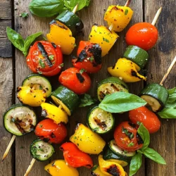 To make Grilled Vegetable Skewers, you need: - 1 red bell pepper, cut into chunks - 1 yellow bell pepper, cut into chunks - 1 zucchini, sliced into rounds - 1 red onion, cut into wedges - 8 cherry tomatoes - 1 cup mushrooms, halved - 3 tablespoons olive oil - 2 cloves garlic, minced - 1 teaspoon dried oregano - Salt and pepper to taste - Fresh basil leaves for garnish When making skewers, fresh vegetables taste best. They have better flavor and texture. Fresh veggies also hold their shape well while grilling. However, frozen vegetables can work in a pinch. They are often pre-cut and ready to use. If you pick frozen, thaw them first and drain excess water. This helps avoid soggy skewers. Adding seasonings can elevate your skewers. You can use: - Lemon juice for brightness - Balsamic vinegar for sweetness - Smoked paprika for depth You can also mix in fresh herbs like thyme or rosemary. These add extra flavor and aroma. Marinating the veggies in oil and spices helps them absorb these tasty notes. Just remember to marinate for at least 30 minutes for the best results. If you want a quick option, the recipe I mentioned has a simple marinade that works great! Start by washing all your vegetables. This ensures they are clean and fresh. Cut the red and yellow bell peppers into chunks. Slice the zucchini into rounds. Cut the red onion into wedges. Halve the mushrooms. Finally, keep the cherry tomatoes whole. This mix of shapes adds fun to your skewers. In a large bowl, combine three tablespoons of olive oil, two minced garlic cloves, and one teaspoon of dried oregano. Add salt and pepper to taste. Mix it well until you see a nice blend. Toss in all your chopped vegetables. Make sure each piece gets a good coat of the marinade. This step adds great flavor to your skewers. Preheat your grill to medium-high heat. Place your skewers on the grill carefully. Cook them for about 10-12 minutes. Turn them occasionally to avoid burning. You want them tender and lightly charred. Once done, let them rest for a couple of minutes. This helps the juices settle. You can find the full recipe within this guide. To stop your vegetables from sticking, oil your grill grates. Use a paper towel soaked in oil. Wipe it on the grates before you start grilling. This helps create a non-stick surface. You can also brush your vegetables with olive oil. This adds flavor while keeping them from sticking. Wooden skewers work well, but soak them in water first. This keeps them from burning on the grill. Metal skewers are great because they won't catch fire. They also let heat pass through evenly. Choose skewers that are sturdy enough to hold your veggies. Grill your skewers on medium-high heat for the best results. Space the veggies evenly on the skewers. This way, they cook at the same rate. Turn them every few minutes for even cooking. Look for grill marks and slight charring for that perfect flavor. Cook them until they are tender but still crisp. {{image_2}} You can switch up your grilled vegetable skewers with many veggies. Try adding asparagus, eggplant, or butternut squash. Each brings its own taste and texture. For a bit of sweetness, use corn on the cob cut into chunks. You can also include fresh herbs like rosemary or thyme for a fragrant touch. Mixing colors and shapes makes your skewers look great and taste even better. While olive oil and garlic are classic choices, you can explore other marinades. Try balsamic vinegar for a tangy flavor. A mix of soy sauce and ginger adds an Asian twist. If you like heat, add some chili flakes or hot sauce. You can also use lemon juice for freshness. Experiment with spices like cumin or paprika for an extra kick. Each new blend gives your skewers a unique taste. To make your skewers heartier, add protein options. Cubes of chicken or beef work well. Marinade them just like the veggies for great flavor. If you want a meatless option, try tofu or tempeh. These absorb marinades well and add protein. Shrimp is another quick and tasty choice. Just remember to soak wooden skewers in water before grilling to avoid burning. You can find the full recipe for grilled vegetable skewers to guide you through these variations. To keep your leftover grilled vegetable skewers fresh, place them in an airtight container. Make sure they cool down first. You can store them in the fridge for up to three days. If you want to eat them later, consider freezing them. When you reheat your skewers, avoid the microwave if you can. Instead, use the oven or grill. Preheat your oven to 350°F (175°C). Place the skewers on a baking sheet and cover them lightly with foil. Heat for about 10 minutes. This way, the veggies stay tender and tasty. To freeze your vegetable skewers, first, let them cool completely. Then, wrap them tightly in plastic wrap. After that, place them in a freezer-safe bag or container. Label the bag with the date. They can last for up to three months in the freezer. When you’re ready to enjoy, thaw them in the fridge overnight before reheating. For a quick meal, just grab your frozen skewers and cook them straight from the freezer on the grill for about 15 minutes. Yes, you can make Grilled Vegetable Skewers ahead of time. I recommend preparing the vegetables and marinating them a few hours before grilling. This gives the flavors time to blend. Store your skewers in the fridge until you're ready to grill. Just remember, grilling them fresh makes them taste best. Grilled vegetable skewers are fun and versatile. You can serve them with a side of rice or quinoa. They also pair well with dips like hummus or yogurt sauce. For a complete meal, add grilled chicken or shrimp. You can even toss them on a salad for extra flavor and color. You can easily customize the skewers to fit dietary needs. For vegan diets, skip any animal products and stick to veggies. If someone is gluten-free, check your marinades. You can also swap in different vegetables based on what you have. For protein options, consider adding tofu or tempeh for a filling choice. You can create tasty Grilled Vegetable Skewers by using fresh veggies and great seasonings. I showed you how to prepare, marinate, and grill them perfectly. Remember the tips to keep them from sticking and choose the best skewers. Try different veggies and spices to discover new flavors. Storing leftovers correctly keeps them tasty for later. With these ideas, you can make delicious skewers that suit your needs. Enjoy your grilling adventure!