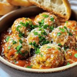 To make tasty turkey meatballs, gather these key ingredients: - 1 pound ground turkey - 1/2 cup breadcrumbs - 1/4 cup grated Parmesan cheese - 1/4 cup fresh parsley, chopped - 1 large egg - 2 cloves garlic, minced - 1 teaspoon onion powder - 1 teaspoon Italian seasoning - Salt and pepper to taste These ingredients create a great mix of flavor and texture. Ground turkey keeps meatballs light and healthy. Breadcrumbs help bind the mix and add a nice bite. The egg works as a binder too. For the marinara sauce, you need: - 2 cups marinara sauce (store-bought or homemade) - Olive oil for cooking Marinara sauce adds a rich taste and moisture to the meatballs. You can use store-bought sauce for speed or make your own for a personal touch. To make your meal even better, consider these garnishes and serving ideas: - Extra grated Parmesan cheese - Fresh parsley for garnish - Crusty bread on the side - Spaghetti for a classic pairing These options not only add flavor but also make your dish look inviting. Serving with bread or pasta turns this simple meal into a feast. For the full recipe, check out Turkey Meatball Bliss! Start by gathering your ingredients. You will need ground turkey, breadcrumbs, Parmesan cheese, parsley, an egg, garlic, onion powder, Italian seasoning, salt, and pepper. In a large bowl, mix the ground turkey with the breadcrumbs. Add the grated Parmesan and chopped parsley. Crack the egg into the bowl. Then, add the minced garlic, onion powder, and Italian seasoning. Season with salt and pepper. Now, use your hands or a spatula to combine everything. Mix gently, but do not over-mix. This keeps the meatballs tender. Once mixed, shape the mixture into meatballs about one inch in size. You should get around 18 to 20 meatballs. Place them on a baking tray as you shape them. Heat a large skillet over medium heat. Add a drizzle of olive oil to the hot pan. Carefully add the meatballs in batches. Make sure not to crowd the pan. Cook the meatballs for about 5 to 7 minutes. Turn them occasionally to brown all sides. This gives them a nice crust. Once browned, it’s time to add the marinara sauce. Carefully pour it over the meatballs in the skillet. Lower the heat and let it simmer for 10 to 15 minutes. This step helps the flavors blend and ensures the meatballs cook through. Use a meat thermometer to check; the internal temperature should reach 165°F. For the marinara sauce, you can use store-bought or make your own. If you want to make it, use canned tomatoes, garlic, onion, and herbs. Cook the sauce until thickened. Once the meatballs are done, they should be coated in the warm marinara. Serve the turkey meatballs hot. You can enjoy them on their own, over pasta, or in a sub sandwich. For a special touch, sprinkle extra Parmesan cheese and parsley on top. This adds color and flavor. You can find the full recipe linked above for more details. To make your turkey meatballs pop, use a mix of spices. I love combining Italian seasoning with garlic and onion powder. This adds depth and warmth. You can also try adding crushed red pepper for some heat. Fresh herbs like parsley and basil brighten the flavor. Keep in mind that salt and pepper are key. Always taste your mixture and adjust as needed. Cooking meatballs may seem easy, but there are tricks for the best results. First, do not overcrowd the pan. Cook them in batches if needed. This ensures even cooking and browning. Use a medium heat. It helps to cook the meatballs through without burning them. Once browned, adding marinara sauce allows flavors to blend. Let them simmer until the internal temperature reaches 165°F. This way, they stay juicy and tender. Presentation matters when serving turkey meatballs. Start by placing meatballs in a bowl or on a plate. Spoon marinara sauce generously over them. Use a sprinkle of grated Parmesan cheese for a tasty touch. Add fresh parsley on top for color. Serve with crusty bread or over pasta for a lovely meal. You can also use a sub roll for a delicious meatball sandwich. These small details make your dish look inviting and delicious. {{image_2}} You can easily swap ingredients in this recipe. If you can't find ground turkey, try ground chicken or beef. Breadcrumbs can be replaced with crushed crackers or oats. For a gluten-free option, use gluten-free breadcrumbs. Instead of Parmesan cheese, try Pecorino or nutritional yeast for a dairy-free choice. Fresh parsley can be replaced with basil or cilantro to change the flavor. You can serve turkey meatballs in many fun ways. Try them over spaghetti for a classic dish. Slide them into a sub roll for a tasty meatball sandwich. You can also serve them on a bed of mashed potatoes or rice. For a lighter meal, pair them with a fresh salad. They are great for meal prep and can be eaten cold in wraps too. Your marinara sauce can become even better with some tweaks. Add red pepper flakes for a spicy kick. For depth, include a splash of red wine or balsamic vinegar. You can mix in sautéed mushrooms, bell peppers, or spinach for extra veggies. If you love herbs, toss in fresh basil or oregano while it simmers. For a sweet touch, add a pinch of sugar or a grated carrot. Check out the Full Recipe for more ideas! After you enjoy your turkey meatballs, store any leftovers in an airtight container. This keeps them fresh and tasty. You can place them in the fridge for up to three days. Be sure to let them cool first. This helps prevent condensation, which can make them soggy. If you have more meatballs than you can eat, freezing is a great option. First, let the cooked meatballs cool completely. Then, place them in a freezer-safe bag or container. You can also freeze the marinara sauce in a separate container. They can last up to three months in the freezer. When you're ready to enjoy them, just thaw in the fridge overnight. To reheat, you can use the microwave or the stove. If using the microwave, heat in short bursts. Stir in between to ensure even heating. If you use the stove, add a little marinara sauce to prevent drying out. Heat over medium-low until warm. This keeps your turkey meatballs juicy and flavorful. For more detailed cooking, check the Full Recipe. If you want to swap out ground turkey, you have options. You can use ground chicken or lean beef. These meats have similar textures and flavors. You can also try ground pork or a plant-based option like lentils. Each choice will give a unique taste to your meatballs. Yes, you can easily make marinara sauce from scratch. Just use canned tomatoes, garlic, onion, and herbs. Cook them together for about 20 minutes to blend the flavors. This homemade sauce can add a special touch to your turkey meatballs. If you want a quick option, you can use store-bought sauce. Cooked turkey meatballs last about 3 to 4 days in the fridge. Make sure to store them in an airtight container. This keeps them fresh and tasty for your next meal. If you want to keep them longer, consider freezing them. They can last for up to 3 months in the freezer. For best flavor, reheat them gently before serving. Turkey meatballs are tasty and easy to make, as we discussed. You learned about ingredients, step-by-step cooking, and great tips. Exploring variations adds fun, too. Storing leftovers keeps meals quick and fresh. In the end, turkey meatballs are a great dish. They fit many tastes and fit into your meal plan easily. Enjoy trying these tips and sharing them with others!