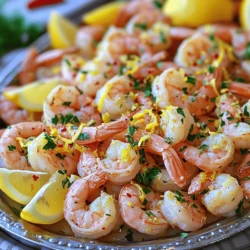 - 1 lb large shrimp, peeled and deveined - 4 cloves garlic, minced - Zest and juice of 2 lemons - 1/4 cup olive oil The main ingredients are simple. The star of the dish is large shrimp. You want them peeled and deveined for a clean taste. Fresh garlic brings a strong flavor that pairs well with lemon. Zest and juice from two lemons add a bright, zesty note. Olive oil keeps everything moist and adds richness. - 1 teaspoon red pepper flakes (adjust to taste) - Salt and pepper to taste - 1/4 cup fresh parsley, chopped - Lemon wedges for serving Seasonings make the dish pop. Red pepper flakes add heat, so adjust to your liking. Salt and pepper enhance all the flavors. Fresh parsley gives a nice green touch and freshness. Lemon wedges serve as a bright garnish and add extra zing when served. For the full recipe, you can look above. This dish is not only tasty but also quick to make, perfect for any weeknight dinner or special occasion. To start, grab a large mixing bowl. In this bowl, combine the shrimp, minced garlic, lemon zest, and lemon juice. The garlic adds a strong flavor, while the lemon gives a bright taste. Next, drizzle in the olive oil. This helps to keep the shrimp moist. Sprinkle in the red pepper flakes, salt, and pepper. Adjust the red pepper flakes based on how spicy you like it. Toss everything well so the shrimp get fully coated in the mix. After mixing, let the shrimp sit in the marinade. This is key for flavor. I suggest letting it marinate for at least 15 minutes. You can even let it sit longer if you have the time. The longer it marinates, the better the taste will be. Now, heat a large skillet over medium-high heat. Make sure it gets nice and hot. Once ready, add the marinated shrimp in a single layer. Cook the shrimp for about 2-3 minutes on each side. They should turn pink and opaque when done. Be careful not to overcook them. Overcooked shrimp can become tough and chewy. Once cooked, take them off the heat. Sprinkle chopped parsley on top for a fresh touch. You can serve this dish right away with lemon wedges on the side for that extra zing. For the full recipe, check the details above. To get tender shrimp, avoid overcooking them. Shrimp cooks fast, usually in just 2-3 minutes per side. When they turn pink and opaque, they are ready. If you cook them too long, they become tough and rubbery. To check, cut one shrimp in half; it should be opaque all the way through. You can boost the flavor with more herbs or spices. Try adding fresh basil or thyme for a twist. A pinch of cumin can add warmth. For a kick, use cayenne pepper instead of red pepper flakes. Fresh herbs like cilantro can also give a nice touch. Serve your shrimp on a large platter. Garnish it with chopped parsley and lemon wedges for a bright look. This adds color and freshness. You can also pair it with crusty bread or rice for a complete meal. The visual appeal makes it more inviting to eat. For the full recipe, check out the detailed steps above. {{image_2}} You can make your shrimp spicier by adding hot sauce. Start with a few drops of your favorite sauce. Taste and adjust until it meets your spice level. You might try sriracha or cayenne for a kick. This change adds a nice heat without losing the lemon and garlic flavor. If you want variety, use scallops or chicken instead of shrimp. For scallops, cook them for 2-3 minutes per side, just like shrimp. They will get a nice golden crust. For chicken, cut it into small pieces and cook until it’s no longer pink. Both options keep the bright lemon and garlic taste. Zesty Lemon Garlic Shrimp pairs well with many sides. Try serving it over pasta, rice, or a fresh salad. Pasta soaks up the lemon juice and adds heartiness. Rice makes it a filling meal. A salad offers a light, crisp contrast to the shrimp. Don’t forget to check the Full Recipe for more serving ideas! To store leftovers, let the shrimp cool to room temperature. Place them in an airtight container. Make sure to seal it tightly. This keeps the shrimp fresh and flavorful. Store it in the fridge for up to three days. To reheat, warm shrimp gently on the stove. Avoid using the microwave, as it can make shrimp rubbery. For freezing, first, cool the shrimp completely. Then, place them in a freezer-safe bag. Remove as much air as possible. This helps prevent freezer burn. You can freeze shrimp for up to three months. When ready to eat, thaw them in the fridge overnight. Reheat them in a skillet over low heat. This keeps them tender and juicy. In the fridge, cooked shrimp lasts about three days. If you freeze them, they can last up to three months. Always check for any off smells or changes in texture before using. Fresh shrimp should look moist and firm. This way, you ensure the best taste and quality for your meals. For the complete recipe, visit the Full Recipe section. If you want a different protein, you have options. You can use scallops, chicken, or tofu. Each choice brings its own taste and texture. Scallops cook quickly, just like shrimp. Chicken takes longer, so cut it into small pieces. Tofu works well for a plant-based meal. Make sure to adjust cooking times for each protein. Yes, you can prepare this recipe ahead of time. Marinating the shrimp in advance enhances the flavor. I suggest marinating for at least 30 minutes, but you can do it up to 2 hours. Just keep it covered in the fridge until you're ready to cook. This saves time for busy days or special meals. To make this dish gluten-free, check all your ingredients. Olive oil, garlic, and fresh herbs are safe. The shrimp is also gluten-free. Avoid using any sauces that may contain gluten. Always read labels for hidden gluten sources. This way, you can enjoy your meal worry-free. This blog post covered how to make zesty lemon garlic shrimp. We explored key ingredients, step-by-step cooking instructions, and tips for great flavor. You learned about variations with other proteins and ways to store leftovers. You can enjoy this dish with many sides, making it a versatile choice. Remember, perfect shrimp need careful cooking. Experiment with flavors and options to make it your own. Enjoy your cooking journey!