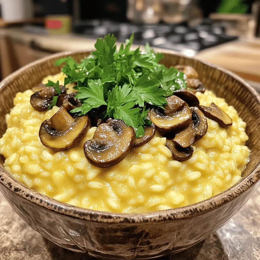 Here’s what you need for the Instant Pot Creamy Mushroom Risotto. Gather these fresh items to create a delicious dish: - 1 cup Arborio rice - 2 cups vegetable broth - 1 cup mushrooms (cremini or button), sliced - 1 small onion, finely chopped - 2 cloves garlic, minced - 1/2 cup heavy cream - 1/2 cup grated Parmesan cheese - 2 tablespoons olive oil - 1 teaspoon fresh thyme (or 1/2 teaspoon dried thyme) - Salt and pepper to taste - Fresh parsley, chopped (for garnish) These ingredients shine on their own and work together to give you a rich, creamy risotto. Arborio rice is key. It holds moisture well and creates that creamy texture we love. The mushrooms add depth and umami, while the heavy cream and Parmesan cheese provide richness. Don’t forget fresh thyme! It adds a lovely aroma and flavor. You can also adjust the salt and pepper to your liking. Fresh parsley gives a nice touch when you serve it. For the full recipe, follow the steps closely, and you'll have a dish that impresses everyone! - Sauté the Aromatics: First, set your Instant Pot to ‘Sauté’ mode. Add 2 tablespoons of olive oil and let it heat. Once hot, toss in 1 finely chopped onion. Cook for about 3-4 minutes until it turns translucent. Then, add 2 minced garlic cloves and cook for 1 more minute. The smell will be amazing! - Cook the Mushrooms: Next, add 1 cup of sliced mushrooms to the pot. I love cremini or button mushrooms for this dish. Sauté them for 5-7 minutes until they brown and release their moisture. Don’t forget to season with salt, pepper, and 1 teaspoon of fresh thyme! - Add the Rice: Now, stir in 1 cup of Arborio rice. Cook for 1-2 minutes. This step helps the rice absorb all those tasty flavors and gives it a nice toast. - Pressure Cook: Pour in 2 cups of vegetable broth and stir well. Close the Instant Pot lid and set the valve to sealing. Choose ‘Manually’ and set the timer for 6 minutes on high pressure. - Release Pressure: After the timer goes off, let the pot naturally release pressure for 5 minutes. Then, carefully switch the valve to venting to release any remaining pressure. - Finish the Risotto: Open the lid and stir in 1/2 cup of heavy cream and 1/2 cup of grated Parmesan cheese. This makes the risotto creamy! If you want a thinner risotto, add more broth. - Garnish and Serve: Taste your risotto and adjust seasoning with more salt and pepper if needed. Serve hot, garnished with freshly chopped parsley. Enjoy your delightful meal! For the full recipe, check out the details above. - Choosing the right mushrooms: Use cremini or button mushrooms for great flavor. These mushrooms add depth to your risotto. You can try shiitake for a fun twist. Just chop them well. - Avoiding undercooked rice: Arborio rice is key for risotto. It has starch that makes it creamy. Make sure to pressure cook it for the right time. Six minutes is perfect. - Managing the consistency: If you want a thicker risotto, use less broth. For a creamier dish, add more broth or cream. Stir well before serving. This helps mix everything nicely. - Importance of natural pressure release: Let the Instant Pot release pressure naturally for five minutes. This step makes the risotto fluffy and tender. It also keeps flavors locked in. - Adjusting seasoning effectively: Taste your risotto before serving. You can add more salt or pepper as needed. This little step makes a big difference. - How to avoid the burn notice: Stir the rice well before adding broth. This prevents the rice from sticking to the pot. If you see the burn notice, add more liquid and stir. {{image_2}} You can make tasty changes to the recipe. Here are some ideas: - Using different types of mushrooms: Try shiitake, portobello, or oyster mushrooms. Each type brings a unique flavor and texture. - Alternative cheese options: You can swap Parmesan for Pecorino or even a vegan cheese. Each option adds its own twist. - Vegetable broth vs. chicken broth: If you prefer a richer taste, use chicken broth. For a vegetarian option, stick with vegetable broth. Enhancing the dish can make it even better. Consider these options: - Adding proteins: You can mix in cooked chicken or shrimp. This adds protein and makes the meal heartier. - Using herbs for different flavors: Basil or parsley can change the taste. Fresh herbs add brightness to the rich risotto. - Incorporating vegetables: Add peas, spinach, or asparagus for color and nutrients. These veggies not only taste great but also boost health benefits. Feel free to get creative! Each variation can make the risotto a new experience. For the complete recipe, check the Full Recipe. To keep your creamy mushroom risotto fresh, follow these tips: - Refrigeration tips: Place the risotto in an airtight container. It will last about 3 to 4 days in the fridge. Make sure to cool it to room temperature before sealing it up. - Freezing instruction: If you want to store it longer, freeze the risotto. Use a freezer-safe container and keep it for up to 2 months. Just remember to leave some space at the top since it may expand when frozen. Reheating risotto can be simple if you follow these methods: - Best methods to reheat risotto: The stovetop is the best choice. Add a splash of broth or water to a pan. Heat it on low, stirring often to keep it creamy. You can also use the microwave. Place it in a microwave-safe dish, add a little liquid, and cover it with a damp paper towel. Heat in short bursts, stirring in between. - Enhancing flavor when reheating: To boost the flavor, stir in a bit more Parmesan cheese or fresh herbs. A drizzle of olive oil can also add richness and depth. This little trick can make your risotto taste just as good as when it was first made. How to make risotto creamier? To make your risotto creamier, add more heavy cream or broth. Stir often as you mix in the cheese. This helps create a smooth texture. You can also use a bit of butter for richness. Can I use brown rice in this recipe? You can use brown rice, but it needs longer cooking time. Brown rice takes about 22-25 minutes under pressure. Keep in mind, the texture will be different. It won’t be as creamy as Arborio rice. How long is leftover risotto good for? Leftover risotto is good for about 3-4 days in the fridge. Store it in an airtight container. Make sure to cool it to room temperature before sealing. What if I overcooked the risotto? If you overcook the risotto, it might become mushy. You can try adding a little broth to help bring back some texture. Stir gently to combine everything. How does cooking time change with variations? Cooking time may change with different ingredients. For example, adding proteins like chicken can increase the time. Always check the doneness of rice and adjust as needed. You now have all the skills to make perfect risotto. We covered the key ingredients and how to prepare them. You learned step-by-step cooking methods and tips for success. Variations let you customize the dish to your taste. Plus, storage and reheating tips help reduce waste. Enjoy cooking delicious risotto at home! Experiment with flavors and ingredients like mushrooms and herbs. With practice, you'll impress your family and friends. Happy cooking!