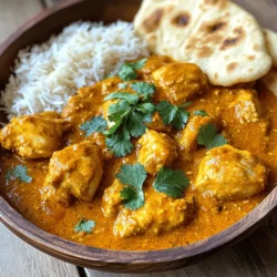 - 1.5 lbs boneless, skinless chicken thighs - 1 medium onion, finely chopped - 4 cloves garlic, minced - 1 tablespoon fresh ginger, grated - 2 tablespoons garam masala - 1 tablespoon ground cumin - 1 tablespoon ground coriander - 1 teaspoon turmeric powder - 1 teaspoon paprika - 1 can (15 oz) crushed tomatoes - 1 cup coconut milk - 2 tablespoons plain yogurt - 2 tablespoons olive oil - Salt and pepper to taste To make a great slow cooker chicken tikka masala, you need these key ingredients. The chicken thighs bring rich flavor and tenderness. The onion, garlic, and ginger add depth and warmth. The spices, like garam masala and cumin, create a fragrant and tasty blend. The crushed tomatoes and coconut milk form a creamy, savory sauce. The yogurt makes the dish even richer and smoother. - Fresh cilantro for garnish - Serving options: basmati rice or naan You can use fresh cilantro to brighten the dish. It adds a nice color and flavor. Pair your chicken tikka masala with warm naan or fluffy basmati rice. These sides soak up the delicious sauce and round out your meal. For the full recipe, check out the complete instructions to create this dish. First, gather all your ingredients. In a large bowl, mix the chicken thighs with the chopped onion, minced garlic, and grated ginger. This step builds a strong flavor base. Make sure everything is mixed well. You want the chicken to soak up those tasty flavors. Next, take a separate bowl and combine the spices. Use garam masala, cumin, coriander, turmeric, paprika, salt, and pepper. This spice mix is key to your Chicken Tikka Masala. Once you mix them well, add this spice mixture to the chicken and onion blend. Stir until every piece is coated with the spices. Now, it's time to transfer everything to the slow cooker. Pour the chicken and spice mixture into the slow cooker. Add the crushed tomatoes and coconut milk. Stir gently to combine all the ingredients. Drizzle the olive oil over the top, then cover the slow cooker with its lid. Set your slow cooker to cook on low for 6-8 hours or on high for 3-4 hours. The chicken should be tender and fully cooked. The longer cooking time allows the flavors to meld beautifully. About 30 minutes before serving, stir in the plain yogurt. This adds a creamy texture and balances the spices. After stirring, taste the dish. Adjust the seasoning if needed. Finally, garnish with fresh cilantro before serving. Enjoy your savory Slow Cooker Chicken Tikka Masala with cooked basmati rice or warm naan. You can find the full recipe linked above for more details. Marinating the chicken makes a big difference. I recommend marinating for at least one hour. This helps the chicken soak up all the spices. You can even marinate it overnight for the best flavor. To achieve tender chicken, use thighs instead of breasts. Thighs have more fat, which keeps them juicy. Monitor the cooking time closely. Overcooking can make chicken dry. Serve your chicken tikka masala with basmati rice or warm naan. Both soak up the sauce well and enhance every bite. For a fresh touch, use chopped cilantro as a garnish. It adds color and flavor. You can also try adding lime wedges for a zesty kick. A sprinkle of sliced green onions can add a nice crunch too. For the full recipe, follow the steps carefully. Enjoy the savory flavors, and don't forget to share your creation! {{image_2}} You can easily change up the protein in this dish. If you want a lighter option, use chicken breast instead of thighs. Chicken breast has less fat and still tastes good. For a vegetarian twist, try paneer. Paneer absorbs flavors well and adds a nice texture. If you need a dairy-free version, swap coconut milk for almond milk or cashew cream. These options provide a creamy base without using dairy. You can also replace yogurt with a non-dairy yogurt, like coconut yogurt. This keeps the dish rich and tangy while being dairy-free. The spice level is key in Chicken Tikka Masala. If you love heat, add crushed chili peppers or cayenne pepper. Start with a small amount and taste as you go. This way, you can find the right heat for your taste buds. You can also play with different spice blends. Try adding curry powder for a different flavor profile. Garam masala is a classic choice, but mixing in some smoked paprika gives a nice twist too. Experiment with what you have in your spice rack to make it your own! For the full recipe, check [Full Recipe]. To store leftovers of Slow Cooker Chicken Tikka Masala, first let it cool. Then, place the dish in an airtight container. This keeps the flavors fresh. You can store it in the fridge for about 3 to 4 days. Always label your container with the date. This way, you won't forget how long it has been there. If you want to keep your Chicken Tikka Masala longer, freezing is a great option. First, let the dish cool completely. Then, transfer it to a freezer-safe container or freezer bag. Try to remove as much air as possible. This helps prevent freezer burn. You can freeze it for up to 3 months. When you’re ready to eat, thaw it in the fridge overnight. Reheat it on the stove or in the microwave. Stir it well to keep the sauce creamy. If it seems thick, add a splash of coconut milk to restore its texture. Enjoy your delicious meal at any time! What can I serve with Chicken Tikka Masala? You can serve Chicken Tikka Masala with basmati rice or naan. Both options soak up the rich sauce well. You might also try a fresh salad or roasted vegetables for added crunch and flavor. Can I make this dish ahead of time? Yes, you can make Chicken Tikka Masala ahead of time. It tastes even better the next day. Just store it in the fridge after cooling. Reheat gently before serving, and add a little yogurt for creaminess. How long does it take to cook in the slow cooker? Cooking in the slow cooker takes about 6-8 hours on low heat or 3-4 hours on high heat. The longer cooking time makes chicken super tender and lets the flavors meld perfectly. How to avoid drying out the chicken? To avoid drying out the chicken, use thighs instead of breast meat. They stay juicy and tender during long cooking times. Also, make sure to add enough liquid, like coconut milk or crushed tomatoes, to keep the chicken moist. You now have a clear guide to making Slow Cooker Chicken Tikka Masala. We discussed essential ingredients, the cooking steps, and tips for success. Remember, marinating is key for tender chicken. You can also make it your own by swapping ingredients or adjusting spice levels. Proper storage ensures that leftovers stay fresh. With this knowledge, you can confidently prepare this meal and impress your guests. Enjoy delicious flavors at your next dinner!
