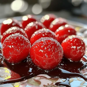 - Fresh Strawberries - Granulated Sugar - Water - Lemon Juice - Optional Flavor Enhancements Candied strawberries need a few simple ingredients. First, fresh strawberries are key. Choose ripe, bright red strawberries for the best taste. They should be firm and free from blemishes. The sweet and juicy flavor of these fruits shines through in the final treat. Next, we need granulated sugar. This sugar gives the strawberries their sweet coating. The sugar crystalizes when cooked, making the strawberries shiny and delicious. Water is also important. It helps dissolve the sugar when you make the syrup. Lemon juice adds a little zing and balances the sweetness. It also helps the sugar harden properly. You can add optional flavor enhancements like vanilla extract. This small touch adds a nice depth to the flavor. If you want to try something new, experiment with other extracts like almond or coconut. For cooling, parchment paper is a must. It keeps the strawberries from sticking and helps them set properly. These ingredients work together to create a simple yet delightful treat. For the full recipe, check out the instructions in the next section. First, wash the strawberries under cool water. Make sure to remove all dirt. After washing, dry them completely with a clean towel. Any water left on the strawberries will stop the sugar from sticking well. Lay them out in a single layer to air dry. This step is very important for a good candy coating. In a medium saucepan, mix together one cup of sugar, half a cup of water, and one tablespoon of lemon juice. Heat this mixture over medium heat. Stir it until the sugar dissolves completely. Once it boils gently, stop stirring. Let it simmer for about 8 to 10 minutes. Use a candy thermometer to check when it reaches 300°F. This is called the hard crack stage. If you do not have a thermometer, drop a tiny bit into cold water. It should form a hard candy. Now, it’s time to dip the strawberries. Hold each strawberry by the stem. Quickly dip it into the hot syrup, swirling to coat it evenly. Let the extra syrup drip back into the pan. Place the dipped strawberries on parchment paper to cool. This will help them harden nicely. Repeat the dipping with all the strawberries. In about 15 to 20 minutes, they will be ready to enjoy. For extra flair, you might want to drizzle them with melted dark chocolate or sprinkle edible glitter on top. To get a great candy coating, temperature matters. Sugar syrup must reach 300°F. Use a candy thermometer for the best results. If you don’t have one, drop some syrup in cold water. It should form hard candy. This is called the hard crack stage. Controlling the heat ensures the sugar doesn’t crystallize. This can happen if the syrup cooks too fast. Stir the mixture only until the sugar dissolves. One common mistake is overcooking the syrup. If you let it boil too long, it may burn. Keep an eye on it, and do not walk away. Moisture is another issue. If strawberries are wet, sugar won’t stick. Dry them well after washing. Even a little water can ruin your candy coating. For a stunning display, arrange the candied strawberries on a pretty plate. You can drizzle melted dark chocolate over them. Edible glitter adds a fun sparkle too! Garnishes can elevate your treat. Try fresh mint leaves or a sprinkle of nuts. These details make your candied strawberries not just tasty, but beautiful as well. For the full recipe, refer back to the main guide. {{image_2}} You can easily change the flavor of your candied strawberries. One fun way is by adding flavors to the syrup. Here are some ideas: - Citrus Zest: Add orange or lime zest for a bright taste. - Spices: A pinch of cinnamon or nutmeg gives a warm flavor. - Extracts: Swap vanilla for almond or peppermint extract to mix things up. You can also try using different berries. Instead of strawberries, use: - Raspberries: They have a tart flavor that pairs well with sugar. - Blueberries: These will add a sweet burst in each bite. - Blackberries: Their rich flavor adds depth to the treat. For those looking for healthier options, using natural sweeteners in your syrup can be great. Consider using: - Honey: It adds a unique taste and is less processed. - Maple Syrup: This gives your strawberries a warm, rich flavor. - Agave Nectar: It’s sweet and has a low glycemic index. If you want vegan candied strawberries, swap out regular sugar. Use organic cane sugar or coconut sugar for a vegan-friendly twist. Both options will still give you that sweet crunch, making them perfect for everyone! Remember, the Full Recipe is a great way to start your candied strawberry journey. Enjoy experimenting with these variations! To keep your candied strawberries fresh, store them in a cool, dry place. Avoid direct sunlight to prevent melting. Use an airtight container to keep moisture out. You can also line the container with parchment paper to prevent sticking. Shelf Life of Candied Strawberries Candied strawberries last about 3 to 5 days when stored properly. After that, they may lose their crispness. If they become too soft, it’s best to eat them soon. If your candied strawberries lose their crunch, you can refresh them. Place them in a preheated oven at 200°F for about 10 minutes. Keep an eye on them to avoid melting. Afterward, let them cool completely. This will help restore their crisp texture. Enjoy your shiny treats again! To ensure the sugar sticks well, start by drying your strawberries. After washing them, use a clean towel to pat them dry. Any moisture can stop the sugar from sticking. You want the surface to be completely dry. This is key to a good candy coating. You can use frozen strawberries, but the texture changes. Frozen berries become soft and mushy when thawed. This can make the candy coating less firm. Fresh strawberries work best for a crunchy bite. Candied strawberries shine as a topping. They go well with many desserts. Try them on cakes, ice cream, or pancakes. They also look great on a fruit platter. Candied strawberries have roots in old candy-making traditions. They became popular in Europe. People love their sweet taste and shiny look. Over time, they became a classic treat worldwide. You can find them at fairs and special events. In this post, we explored how to make the best candied strawberries. We covered essential ingredients, like fresh strawberries and sugar, and detailed step-by-step instructions. I shared tips to avoid common mistakes and suggested fun variations, including flavors and dietary options. Candied strawberries can be a delightful treat for all. With a bit of practice, you’ll create a sweet treat that impresses anyone. Enjoy your candied strawberries, and don’t be afraid to get creative!