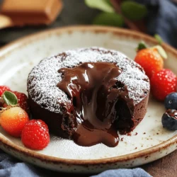 To make a rich chocolate lava cake, you need simple yet key ingredients. This recipe gives you a warm, gooey center that melts in your mouth. You can make this dessert in about 30 minutes. It's perfect for special occasions or a cozy night in. Here are the must-have ingredients for your chocolate lava cake: - 1/2 cup unsalted butter (plus extra for greasing) - 1 cup semi-sweet chocolate chips - 2 large eggs - 2 large egg yolks - 1/4 cup granulated sugar - 2 tablespoons all-purpose flour - 1/2 teaspoon vanilla extract - Pinch of salt These ingredients work together to create a soft, rich cake with a flowing center. The butter and chocolate give it that decadent taste, while the eggs help it rise. You can make your cake even more delightful with these optional ingredients: - Powdered sugar (for dusting) - Fresh berries (for a fruity touch) - Vanilla ice cream (for added creaminess) These optional items can enhance the look and taste of your dessert. They pair well with the warm chocolate and create a beautiful presentation. Enjoy exploring different ways to serve your cake! Start by preheating your oven to 425°F (220°C). Grab four ramekins that can hold 6 oz each. Use some butter to grease the inside of each ramekin. This helps the cake come out easily. Then, sprinkle a little flour inside to prevent sticking. Tap out any extra flour. This simple step makes a big difference. Next, take a microwave-safe bowl and add your butter and chocolate chips. Microwave them for about 30 seconds. Pull it out and stir. If it’s not fully melted, heat it again in 15-second bursts. Keep stirring until smooth. Let the mixture cool for a few minutes. This cooling helps keep the eggs from cooking when mixed in. In a separate bowl, whisk together two large eggs and two egg yolks. Add in the granulated sugar and mix until it looks thick and pale; this should take about three minutes. Next, gently fold the melted chocolate mixture into the egg mix. Be careful not to deflate your eggs. Now, sift in the flour, vanilla extract, and a pinch of salt. Fold until just combined; don’t overmix or your cakes will be tough. Divide the batter evenly among the ramekins, filling them about three-quarters full. Place the ramekins on a baking sheet for easy handling. Bake in your preheated oven for 12 to 14 minutes. The edges should feel firm, while the center stays soft. The tops should look slightly puffed but not fully set. When done, remove them from the oven and let them sit for one minute. Run a knife around the edges, then invert each ramekin onto a plate. A gentle tap helps release the cake. For a lovely touch, dust with powdered sugar and serve with fresh berries. Enjoy your delicious work! For the complete process, refer to the Full Recipe. One common mistake is overmixing the batter. This can make your cake dense. Mix just until all the ingredients blend together. Another mistake is not greasing the ramekins well. If they stick, the cake won’t come out nicely. Use butter and a light dusting of flour to avoid this issue. To get that ideal gooey center, timing is key. Bake for 12-14 minutes, no more. The edges should be firm, but the middle must stay soft. You can even check by gently shaking the ramekin. If it jiggles, it's ready! Serve your chocolate lava cake warm. The heat helps the chocolate flow smoothly when you cut into it. Let it sit for one minute after baking. This allows the cake to set just enough to hold its shape but stay gooey inside. Dust with powdered sugar and add berries for a lovely touch. For an extra treat, top with vanilla ice cream. For more details, you can refer to the Full Recipe. {{image_2}} You can make your chocolate lava cake even more special. Try adding a shot of espresso for a coffee kick. Mix in a teaspoon of orange zest for a fresh, citrusy twist. You can also use mint extract for a cool flavor. Get creative, and find the mix that lights up your taste buds. Do you prefer different chocolate? Dark chocolate gives a richer taste. White chocolate offers a sweet and creamy feel. You can even blend chocolates for a new flavor. Each type brings a unique experience to your lava cake. Explore these options to find your favorite. If you need gluten-free, it’s easy to swap the flour. Use a gluten-free flour blend instead. Make sure it has a good mix of starches to keep the cake light. You can also try almond flour or coconut flour for a nutty twist. With these swaps, everyone can enjoy this delicious dessert. Check out the Full Recipe for detailed steps on making your cake gluten-free. After enjoying your chocolate lava cake, you may have some left. To store it, let the cake cool completely. Place it in an airtight container. This keeps it fresh for up to two days in the fridge. If you plan to eat it later, be sure to cover it well. This way, it won't dry out. When you're ready to enjoy your leftover cake, reheating it is key. Preheat your oven to 350°F (175°C). Place the cake on a baking sheet. Heat it for about 10 minutes. This warms the cake without making it tough. You want to keep that gooey center. If you're in a hurry, you can use the microwave. Heat it for about 15 seconds. Check if it's warm enough. Be careful not to overheat it, or it will lose its magic. If you want to save your chocolate lava cake for later, freezing is a great option. Wrap each cooled cake tightly in plastic wrap. Then, place them in a freezer bag. Make sure to remove as much air as possible. This helps prevent freezer burn. You can freeze them for up to three months. When you're ready to enjoy, let them thaw in the fridge overnight. Then, reheat as described above. This way, you can savor that delicious chocolate goodness anytime! For the full recipe, check out the Divine Chocolate Lava Cake section. You can tell your Chocolate Lava Cake is done when the edges are firm. The center should look soft and slightly jiggly. If the tops puff up but do not set, you are in good shape. A quick tip: set a timer for 12-14 minutes. Check it at 12 minutes for that perfect gooey center. Yes, you can prepare the batter ahead of time! Just fill the ramekins and cover them with plastic wrap. Store them in the fridge for up to 24 hours. When you are ready to bake, just pop them in the oven. You may need to add a minute or two to the baking time since they are cold. You can serve your Chocolate Lava Cake with a few tasty options. Fresh berries, like raspberries or strawberries, add a nice touch. A dusting of powdered sugar makes it look fancy. You could also top it with a scoop of vanilla ice cream for extra creaminess. Each option adds a new layer of flavor and fun! You now have all you need to bake a great chocolate lava cake. Start with simple ingredients and follow the easy steps. Avoid common mistakes for the best gooey center. Experiment with flavors or choose gluten-free options for fun variations. Store leftovers correctly, and you can enjoy this treat later. Remember, practice makes perfect. Each bake brings you closer to that ideal texture and taste. Enjoy the process, and happy baking!