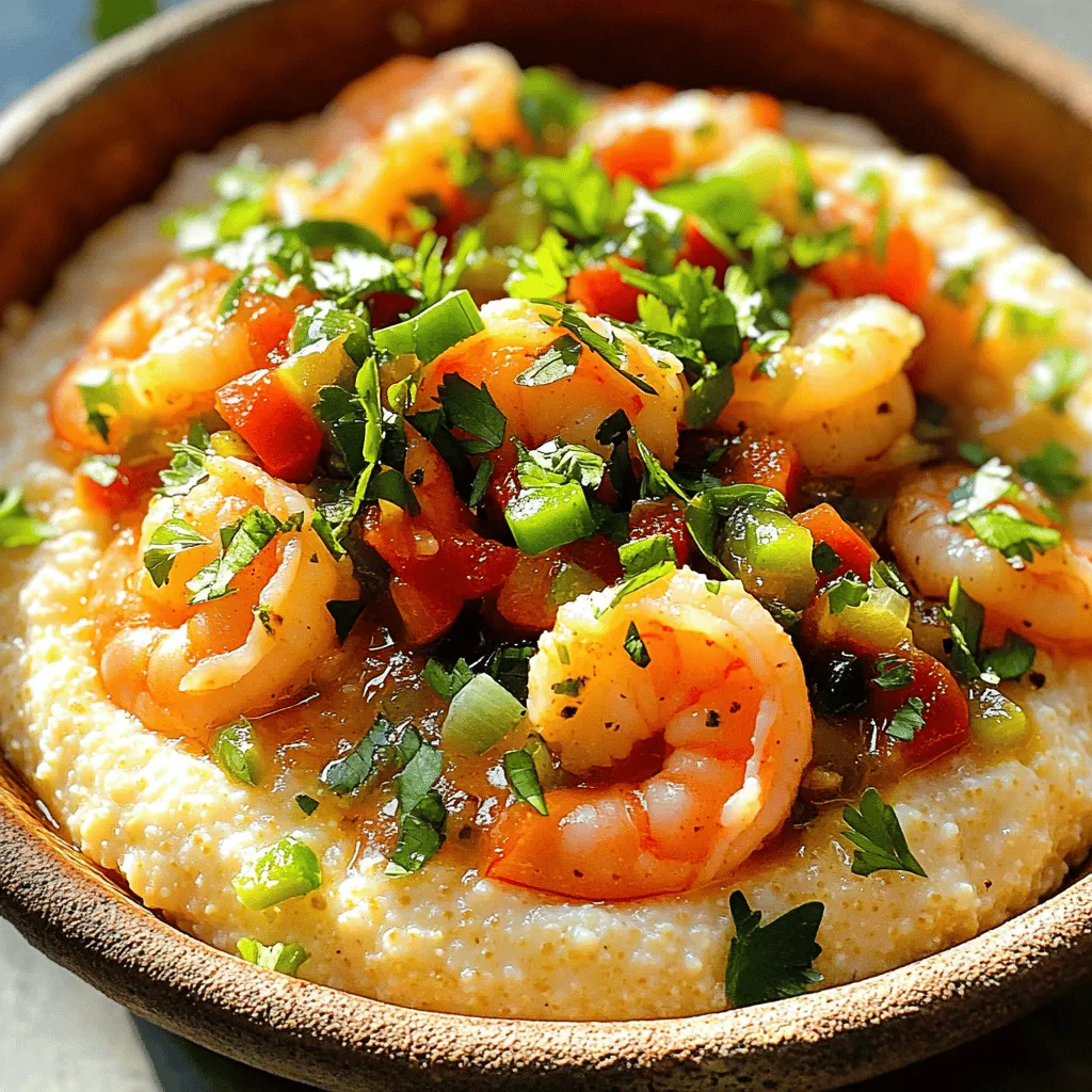 To make zesty shrimp and grits, gather these key ingredients: - 1 cup grits (stone-ground preferred) - 4 cups water or low-sodium chicken broth - 1 pound large shrimp, peeled and deveined - 1 tablespoon olive oil - 1 tablespoon unsalted butter - 2 cloves garlic, minced - 1 small red bell pepper, diced - 1 small jalapeño, minced (remove seeds for less heat) - Zest of 1 lime - 2 tablespoons lime juice - 1 teaspoon smoked paprika - 1 teaspoon cumin - Salt and pepper to taste - 2 green onions, sliced (for garnish) - Fresh parsley, chopped (for garnish) These ingredients bring out the rich and zesty flavors in the dish. The grits provide a creamy base, while the shrimp adds a protein punch. The lime and spices give it a fresh kick. You will need a few essential tools to make this dish: - Medium saucepan - Large skillet - Stirring spoon - Measuring cups and spoons - Knife and cutting board Using the right cookware helps you cook evenly. A medium saucepan works well for the grits. The large skillet is perfect for sautéing the shrimp and veggies. If you don’t have an ingredient, here are some swaps: - If you can’t find stone-ground grits, use quick-cooking grits. - For shrimp, you can use chicken or tofu for a different taste. - Use vegetable broth if you want a vegetarian option. - If you dislike spice, skip the jalapeño or use bell pepper instead. These substitutions help you tailor the dish to your taste. Feel free to experiment and make it your own! For the full recipe, check the section above. Start with a medium saucepan. Bring 4 cups of water or low-sodium chicken broth to a boil. Once boiling, add 1 cup of grits and stir well. Lower the heat to low. Cook the grits for about 20 to 25 minutes. Stir occasionally. They should thicken nicely. When they are ready, add salt and pepper to taste. While the grits cook, grab a large skillet. Heat 1 tablespoon of olive oil and 1 tablespoon of unsalted butter over medium heat. Add 2 cloves of minced garlic, 1 small diced red bell pepper, and 1 minced jalapeño. Sauté these for about 3 to 4 minutes. You want the veggies soft and fragrant. Season the shrimp with 1 teaspoon of smoked paprika, 1 teaspoon of cumin, lime zest, and 2 tablespoons of lime juice. Add the shrimp to the skillet. Cook them until they turn pink and opaque, about 3 to 5 minutes. Season with salt and pepper to taste. Once the grits are ready, stir them to make sure they are smooth. Serve the grits in bowls. Top each bowl with the zesty shrimp mixture. For a pop of color, garnish with sliced green onions and chopped parsley. This dish is all about comfort and flavor. You can find the full recipe [here]. Enjoy every bite! To get creamy grits, use stone-ground grits. They cook slower but taste better. Start by boiling four cups of water or low-sodium chicken broth. Slowly add one cup of grits while you stir. This keeps the grits from clumping. Lower the heat once they boil. Cook for 20-25 minutes, stirring often. For a silkier texture, stir in a bit of butter at the end. Adjust the salt and pepper to your liking. Seasoning is key to great shrimp and grits. I love using smoked paprika and cumin for depth. Mix them in with lime zest and juice for a zesty kick. Adding minced garlic and diced peppers while cooking the shrimp boosts flavor. Don’t forget to taste as you go. A little salt and pepper can make a big difference. Always season in layers for the best flavor. Serving shrimp and grits can be fun! Use deep bowls to hold the grits nicely. Top them with the shrimp mixture, letting the sauce flow over the grits. For a pop of color, add sliced green onions and chopped parsley. A lime wedge on the side adds freshness and looks nice too. You can even sprinkle some crushed red pepper for an extra touch. For the full recipe, check the detailed instructions. {{image_2}} To add more heat, you can use more jalapeño. If you want it even spicier, try adding crushed red pepper flakes. You can also swap regular paprika for hot paprika. This change will give your dish a nice kick. Remember to taste as you go. Adjust to your liking, and enjoy! Adding veggies boosts the nutrition of your dish. You can mix in spinach or kale for greens. Both add color and flavor. You can also try corn for sweetness and texture. Just sauté them with garlic before adding the shrimp. This makes your meal more filling and healthy. If shrimp isn’t your thing, you have many choices. Chicken or tofu work well as substitutes. For chicken, use bite-sized pieces and cook until golden. If you prefer tofu, use firm tofu and sauté it until crispy. Both options will still taste great with the zesty sauce. You can find the full recipe below to help with these alternatives. [Full Recipe] To keep your leftover shrimp and grits fresh, store them in an airtight container. Make sure to let the dish cool first. Place it in the fridge within two hours of cooking. This way, your meal stays tasty for up to three days. When reheating, I suggest using a skillet over medium heat. Add a splash of water or broth to keep the grits creamy. Stir gently until everything heats through. This method helps the flavors blend back together nicely. You can also microwave them in short bursts, stirring in between. To freeze shrimp and grits, place the dish in a freezer-safe container. Separate the shrimp from the grits if you can. Freeze for up to three months. When ready to enjoy, thaw it in the fridge overnight. Reheat using the skillet method for best results. You’ll love how well it holds up! For full details, check out the Full Recipe. The best grits for shrimp and grits are stone-ground grits. They have a richer taste and creamy texture. Look for grits labeled as "stone-ground" at your store. Instant grits are faster to cook but lack the depth of flavor. Stone-ground grits cook more slowly but are worth the wait. Yes, you can make shrimp and grits in advance. Cook the grits and shrimp separately, then store them in airtight containers. Keep the grits in the fridge for up to three days. Reheat them with a bit of water to restore creaminess. Cook the shrimp fresh before serving for the best taste. To make shrimp and grits gluten-free, use gluten-free broth. Most chicken broth is gluten-free, but always check the label. The grits themselves are gluten-free, so no need to worry there. This way, you can enjoy the full flavor of zesty shrimp and grits without gluten. For more details, see the Full Recipe. Zesty shrimp and grits are easy to make with the right ingredients and steps. I shared how to cook creamy grits and flavorful shrimp. You learned tips for great texture and taste. Plus, I covered fun variations and storage tips. Now, you have all you need to create this tasty dish. With practice, you can impress family and friends with your skills. Enjoy making and sharing your shrimp and grits masterpiece!