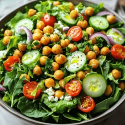 When making a crispy chickpea salad, the right ingredients matter. Here’s what you need: - 1 can (15 oz) chickpeas, rinsed and drained - 2 tablespoons olive oil - 1 teaspoon smoked paprika - 1 teaspoon garlic powder - 1/2 teaspoon cumin - Salt and pepper to taste - 4 cups mixed greens (spinach, arugula, and romaine) - 1 cup cherry tomatoes, halved - 1 cucumber, diced - 1/4 red onion, thinly sliced - 1/4 cup feta cheese, crumbled (optional for a creamier texture) - 2 tablespoons lemon juice - 1 tablespoon balsamic vinegar - Fresh herbs (parsley or cilantro) for garnish These ingredients create a healthy and filling dish. The chickpeas bring protein and fiber. The mixed greens add crunch and freshness. Cherry tomatoes and cucumbers add color and juicy bites. The spices and dressings tie everything together with flavor. I love to use fresh herbs to make the salad pop. You can swap out the feta for other cheeses or leave it out for a vegan version. This recipe is flexible, so feel free to adjust based on your taste or what you have at home. For a full guide on how to prepare this tasty dish, check the Full Recipe. First, preheat your oven to 425°F (220°C). This high heat helps the chickpeas get crispy. Next, take a medium bowl and add the drained chickpeas. Pour in 2 tablespoons of olive oil. Sprinkle in 1 teaspoon of smoked paprika, 1 teaspoon of garlic powder, and 1/2 teaspoon of cumin. Don’t forget salt and pepper to taste! Toss the chickpeas until they are well-coated with the oil and spices. This step is key to getting great flavor. Now, it's time to arrange the chickpeas. Spread them out in a single layer on a baking sheet lined with parchment paper. Make sure they have space to breathe. This helps them roast evenly. Roast the chickpeas for about 25-30 minutes. They should turn golden brown and crispy. Remember to shake the pan halfway through. This ensures they cook evenly and don’t stick together. While the chickpeas roast, prepare the salad base. In a large bowl, mix together 4 cups of mixed greens, 1 cup of halved cherry tomatoes, 1 diced cucumber, and 1/4 thinly sliced red onion. In a small bowl, whisk together 2 tablespoons of lemon juice and 1 tablespoon of balsamic vinegar. Drizzle this over your salad mix and toss gently to coat. Once the chickpeas are done roasting, let them cool just a bit. Then, add them to the salad. If you want a creamier texture, sprinkle 1/4 cup of crumbled feta cheese on top. Toss everything gently again. For a final touch, garnish your salad with fresh herbs like parsley or cilantro. Enjoy this delicious, healthy, and filling delight! For the full recipe, check out the details above. To get your chickpeas nice and crunchy, set your oven to 425°F (220°C). This high heat helps them roast evenly. While cooking, make sure to shake the baking pan halfway through. This step keeps the chickpeas from sticking and helps them cook all around. You want every bite to be crispy! Adding herbs and spices can elevate your chickpeas. Try using oregano, thyme, or chili powder for a kick. For dressings, you can mix lemon juice with olive oil and a bit of honey. This blend adds zing to your salad. You can also play with balsamic vinegar for a sweet twist. Pair this salad with crusty bread or grilled chicken for a full meal. You can serve it in a large bowl, making it easy to share. For a stunning look, layer the crispy chickpeas on top. A drizzle of olive oil can add extra shine and appeal. If you want, sprinkle some fresh herbs on top for color and freshness. This salad not only tastes good but looks amazing too! For the complete recipe, check out the [Full Recipe]. {{image_2}} If you want to change things up, try different beans instead of chickpeas. Black beans or white beans work well. You can also use lentils for a nice twist. For greens, you can swap mixed greens with kale or romaine. Each choice brings its own flavor and texture. This salad is already vegan and gluten-free. If you want more protein, add grilled chicken or diced tofu. Both options boost the protein without losing taste. You can also add hard-boiled eggs for extra richness. These swaps keep the salad filling and satisfying. Using seasonal produce makes your salad fresh and vibrant. In summer, add juicy peaches or sweet corn. For fall, try roasted butternut squash or apples. These ingredients not only taste great but also add color to your dish. Feel free to adjust based on what’s available at your local market. For the full recipe, check out the recipe section. To keep your crispy chickpea salad fresh, store it in an airtight container. This helps prevent air from making the salad soggy. You can put the salad in the fridge for up to three days. If you plan to save the salad, keep the crispy chickpeas separate. This way, they stay crunchy and tasty. You can add them back just before serving. For best results, use glass containers. They don’t stain and keep the food fresh. Reheating crispy chickpeas can be tricky. You want to keep them crunchy, not soft. To do this, spread them on a baking sheet. Then, put them in a preheated oven at 350°F (175°C) for about 5-10 minutes. This will help them regain their crispiness. Avoid using the microwave, as it makes them soggy. Instead, enjoy them hot and crispy atop your salad for the best flavor. Can I make this salad ahead of time? Yes, you can prepare the salad ahead. Keep the crispy chickpeas separate until ready to serve. This way, they stay crunchy. You can mix the salad base and dressing in advance. Just store them in airtight containers in the fridge. What can I substitute for feta cheese? If you want a dairy-free option, try using avocado. It adds creaminess and healthy fats. Crumbled tofu is another great choice. You can also use nutritional yeast for a cheesy flavor without dairy. How can I increase the protein content of this salad? To boost protein, add grilled chicken or chickpea pasta. You can also mix in some quinoa or lentils. Nuts and seeds, like almonds or sunflower seeds, work well too. These ingredients will make the salad more filling. For the full recipe, check out the Crispy Chickpea Salad 🥗 section! This blog post covered how to make a tasty crispy chickpea salad. We talked about key ingredients, step-by-step prep, and helpful tips. You learned about storage and great serving ideas. In the end, mixing fresh ingredients and crispy chickpeas leads to a satisfying meal. Try your own twists for the best flavor. Enjoy your cooking journey!