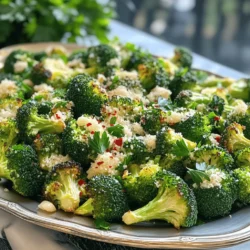 To make Garlic Parmesan Roasted Broccoli, you need fresh and simple ingredients. Here’s what you'll need: - 1 pound broccoli florets - 4 cloves garlic, minced - 3 tablespoons olive oil - 1/2 cup grated Parmesan cheese - 1 teaspoon salt - 1/2 teaspoon black pepper - 1/2 teaspoon red pepper flakes (optional) - Juice of 1 lemon - Fresh parsley, chopped (for garnish) Each ingredient plays a key role. The broccoli gives a nice crunch. Garlic adds a rich flavor. Olive oil helps the broccoli roast evenly. Parmesan cheese brings a creamy, salty taste. Salt and pepper enhance all these flavors. Red pepper flakes add a little heat, but it’s optional. A squeeze of lemon at the end brightens the dish. Fresh parsley makes it look pretty too. When you gather these items, you set the stage for a tasty side dish. Check the full recipe for more detailed steps and tips. First, you need to preheat your oven to 425°F (220°C). This high heat helps the broccoli roast well. A hot oven gives the broccoli a nice crispy edge and keeps it tender inside. You want the broccoli to have that perfect blend of flavors. Next, grab a large bowl. Add 1 pound of broccoli florets and 4 minced garlic cloves. Now, drizzle 3 tablespoons of olive oil over the mixture. Stir well to coat the broccoli and garlic evenly. This step is key! Then, add 1/2 cup of grated Parmesan cheese, 1 teaspoon of salt, 1/2 teaspoon of black pepper, and 1/2 teaspoon of red pepper flakes if you want a little heat. Toss everything together until the broccoli is well coated. Now it’s time to roast! Spread the broccoli mixture evenly on a baking sheet lined with parchment paper. Place it in the preheated oven and roast for 20-25 minutes. Keep an eye on it. You want the edges to turn slightly crispy and the broccoli to become tender. Once it’s done, take it out of the oven. Drizzle juice from 1 lemon over the broccoli for a fresh taste. Finally, garnish with chopped parsley before serving. For the full recipe, check out my notes above! To get great flavor, mix all the ingredients well. Start with broccoli and garlic in a big bowl. Pour olive oil over them. Stir until every piece is coated. Add the Parmesan cheese and spices next. Toss again until you see the cheese stick to the broccoli. This step makes sure every bite is tasty! Roasting broccoli takes about 20 to 25 minutes. To see if it’s done, look for a bright green color and crispy edges. You can poke a piece with a fork. If it feels tender but not mushy, it’s ready! Keep an eye on it to avoid burning. Serving your Garlic Parmesan Roasted Broccoli nicely makes a big difference. Use a big platter to show off the broccoli. Sprinkle some extra Parmesan on top for a nice touch. Add lemon wedges around the edges for a pop of color. A sprinkle of fresh parsley adds a nice green look, too. This makes your dish look as good as it tastes! {{image_2}} You can easily mix other vegetables with your broccoli. Try adding carrots, bell peppers, or Brussels sprouts. Chop them into similar sizes for even roasting. This way, all the veggies cook well together. The flavors blend nicely, and you get more colors on your plate. You can use the same garlic and Parmesan mix. It will still taste amazing! If you want a change from Parmesan, go for other cheeses. Feta cheese adds a tangy touch. Cheddar brings a rich flavor. For a nutty twist, try using Asiago. If you're dairy-free, nutritional yeast is a great option. It gives a cheesy taste without the dairy. You can even mix different cheeses for a unique flavor. Add some heat to your Garlic Parmesan Roasted Broccoli! Use more red pepper flakes if you like it spicy. You can also add a pinch of cayenne pepper for extra kick. If you prefer herbs, try thyme or oregano. These bring a nice aroma and flavor. Experiment with different spices to fit your taste. Each time you make it, you can create a new dish! Store leftover Garlic Parmesan Roasted Broccoli in an airtight container. Keep it in the fridge. It will stay fresh for up to three days. Make sure to let it cool before sealing. This keeps it from getting soggy. To reheat, place the broccoli on a baking sheet. Preheat your oven to 350°F (175°C). Heat for about 10-15 minutes. This helps restore the crispiness. You can also microwave it for 1-2 minutes. Just remember, microwaving may make it soft. You can freeze Garlic Parmesan Roasted Broccoli for later use. First, let it cool completely. Then, place it in a freezer-safe bag. Remove as much air as possible. It can stay in the freezer for up to three months. When ready to use, thaw in the fridge overnight before reheating. For best taste, I recommend eating it fresh. Try out the [Full Recipe] when you're ready to enjoy this delicious side dish! Garlic Parmesan Roasted Broccoli lasts about 3 to 4 days in the fridge. Keep it in an airtight container to keep it fresh. If you want to keep it longer, consider freezing it. Broccoli can stay good for up to 3 months when frozen. Just make sure to cool it first before you freeze. Yes, you can make this recipe dairy-free. Simply swap the Parmesan cheese with a dairy-free alternative. Nutritional yeast is a great choice. It gives a cheesy flavor without any dairy. You can also use a nut-based cheese if you prefer. These options still keep the dish tasty and healthy. Garlic Parmesan Roasted Broccoli pairs well with many dishes. You can serve it with grilled chicken or fish. It also goes great with pasta or rice. If you want a vegetarian option, try it with quinoa or a hearty salad. This versatile side dish adds color and flavor to any meal. For the full recipe, check out the previous section. You learned how to make Garlic Parmesan Roasted Broccoli. We covered ingredients, steps, and tips. Remember to coat the broccoli evenly for the best flavor. You can try different veggies or spices to mix it up. Store leftovers easily and reheat for quick meals. This dish is tasty and healthy. Enjoy making it your way!