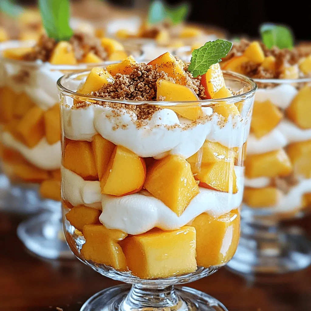 - 3 ripe peaches, diced - 1 cup cream cheese, softened - 1/2 cup Greek yogurt - 1/2 cup mini marshmallows To make the Peach Cobbler Cheesecake Salad, you need ripe peaches. They add a sweet and juicy flavor. Choose peaches that are soft but not mushy. The cream cheese gives the salad a rich and creamy texture. Greek yogurt adds a nice tang, balancing the sweetness. Mini marshmallows add a fun and soft bite, making every spoonful delightful. - 1/3 cup powdered sugar - 1 teaspoon vanilla extract - 1 teaspoon ground cinnamon - 1 cup granola (preferably cinnamon-based) For sweetness, you’ll need powdered sugar. It blends easily into the cream cheese mix. Vanilla extract adds a lovely aroma and enhances the overall flavor. Ground cinnamon brings warmth, reminding you of peach cobbler. Granola gives a crunchy layer, and cinnamon-based granola is a great choice to match the flavors. - Fresh mint leaves - Honey Fresh mint leaves add a pop of color and freshness. They brighten the dish and make it more appealing. Honey can be drizzled on top for an extra touch of sweetness. It pairs well with the peaches and cream cheese. Both garnishes make your Peach Cobbler Cheesecake Salad look even more inviting. For the full recipe, check out the detailed instructions to create this treat! First, you need to make the cream cheese mixture. In a medium bowl, beat together 1 cup of softened cream cheese, 1/2 cup of Greek yogurt, 1/3 cup of powdered sugar, and 1 teaspoon of vanilla extract. Mix until it is smooth and creamy. This step is key for a rich texture. Next, gently fold in 3 diced peaches and 1/2 cup of mini marshmallows. Be careful not to mash the peaches too much. This will give your salad a delightful sweetness and fun texture. Finally, sprinkle in 1 teaspoon of ground cinnamon. Stir gently until everything is just mixed. The cinnamon adds warmth and depth to your salad. Now, it’s time to layer your salad. You can use clear bowls or a large dish for this. Start with a layer of the peach cheesecake mixture. Then, add a layer of 1 cup of granola. Repeat this process until you use all the ingredients. To make it visually appealing, top the final layer with some granola and a few peach slices. This will make your salad look beautiful and inviting. Chilling your Peach Cobbler Cheesecake Salad is very important. It helps the flavors blend together nicely. Place your salad in the refrigerator for at least 30 minutes. For the best flavor, try to chill it longer if you can. This gives the peaches and cream time to soak up all the sweet goodness. When you're ready to serve, add some fresh mint leaves on top. This adds a nice pop of color and freshness. You can find the full recipe [here]. For serving Peach Cobbler Cheesecake Salad, use clear glass dishes. This shows off the colorful layers. You can also present it in a large bowl for sharing. Pair it with vanilla ice cream for a sweet treat. A warm slice of pie can add a comforting touch too. To boost the flavor, try adding spices like nutmeg or ginger. These can give your salad a warm twist. You can also mix in other fruits, like berries or bananas, for added sweetness. Adjust the sweetness by adding more or less powdered sugar. Taste as you go to find your perfect balance. One big mistake is overmixing the ingredients. This can break down the peaches and make the salad mushy. Be gentle when folding in ingredients. Another mistake is using under-ripe or overripe peaches. Look for peaches that are firm but slightly soft when you press them. This ensures the best taste and texture in your salad. For the full recipe, check out the previous section for all the details. {{image_2}} You can make this salad with many fruits. Try using fresh plums or cherries. Both fruits bring a sweet and tangy twist. You can also use apples in the fall. They add a crisp texture and flavor. Mix different fruits to create a fun flavor medley. If you want a lighter version, swap the cream cheese with cottage cheese. It gives you a similar creamy texture but with fewer calories. Use low-fat yogurt instead of Greek yogurt. For sweetness, try using honey or maple syrup. They add flavor without extra refined sugar. To give your salad some crunch, add nuts or seeds. Chopped pecans or walnuts work well. You can also sprinkle in some sunflower seeds for a nut-free option. Adding flavored granola will enhance the taste even more. Try using a honey or almond granola for extra flavor. For the full recipe, check out the Peach Cobbler Cheesecake Salad . To keep your Peach Cobbler Cheesecake Salad fresh, store leftovers in the fridge. Use an airtight container to prevent moisture loss. Glass or plastic containers work great. Make sure to seal it tightly. This helps maintain the creamy texture and peach flavors. Can you freeze Peach Cobbler Cheesecake Salad? Yes, but it is not ideal. Freezing can change the texture of the cream cheese and yogurt. If you choose to freeze, use a freezer-safe container. Leave some space for expansion. Thaw in the fridge before serving. In the fridge, Peach Cobbler Cheesecake Salad lasts about 3-5 days. Look for signs of spoilage, like a sour smell or changes in color. If it smells off or looks slimy, it’s best to toss it. Always trust your senses to keep your meals safe. Yes, you can make this salad ahead of time. It actually tastes better after chilling. To prep, mix the cream cheese, yogurt, and sugar. Add the peaches and marshmallows just before serving. This keeps the peaches fresh and crunchy. Chill it in the fridge for at least 30 minutes before serving. You can also layer it in bowls or a dish the night before. Just cover it tightly to keep it fresh. When choosing peaches, look for ripe, firm ones. They should have a slight give and a sweet smell. Yellow peaches are great for this salad. They are sweet and juicy. You can also use white peaches for a milder flavor. If you can't find fresh peaches, canned peaches work too. Just drain them well before using. This way, you get the best flavor for your salad. To make this recipe for more people, simply double each ingredient. Use 6 peaches instead of 3, and double the cream cheese and yogurt. Adjust the amount of granola and marshmallows too. If you have a big crowd, you can serve it in a large bowl. This way, everyone can help themselves. Keep the layers pretty by following the same layering method. Enjoy this Peach Cobbler Cheesecake Salad at your next gathering. For the full recipe, you can refer back to the recipe section above. You now know how to make a delicious Peach Cobbler Cheesecake Salad. We explored fresh ingredients like ripe peaches, cream cheese, and marshmallows. I shared step-by-step instructions to create layers and chill the salad for great flavor. Remember to avoid common mistakes, and try variations with other fruits. Store leftovers properly and enjoy it later. This salad is perfect for summer gatherings or simple desserts. With easy tips, you can make it a hit at any event. Dive in and create your own tasty version!