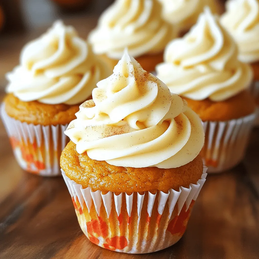 To make these cupcakes, gather the following ingredients: - 1 ½ cups all-purpose flour - 1 cup granulated sugar - ½ cup brown sugar - 1 teaspoon baking soda - 1 teaspoon baking powder - 1 teaspoon cinnamon - ½ teaspoon nutmeg - ½ teaspoon ginger - ½ teaspoon salt - ½ cup unsalted butter, softened - 3 large eggs - 1 cup pumpkin puree - 1 teaspoon vanilla extract - ½ cup strong brewed coffee, cooled For the cream cheese frosting, you will need: - 1 ½ cups powdered sugar - 4 oz cream cheese, softened - 2 tablespoons milk - Additional cinnamon for garnish Choosing the right ingredients can really boost your cupcakes. Here’s how: - All-purpose flour: Look for a brand that is finely milled. This helps create a light texture. - Pumpkin puree: Use pure pumpkin, not pie filling. This gives a true pumpkin flavor. - Spices: Fresh spices pack more flavor. Check the date on the jar. - Coffee: Brew strong coffee for a rich taste. Avoid instant coffee as it lacks depth. - Butter: Use unsalted butter for better control over salt levels in your recipe. - Eggs: Use large eggs, as they provide the right moisture content. Quality ingredients help create an irresistible flavor in your pumpkin spice latte cupcakes. For the complete preparation, check the Full Recipe. To start, gather all the ingredients. You will need flour, sugars, spices, and butter. In a big bowl, whisk together the dry ingredients. Mix the flour, granulated sugar, brown sugar, baking soda, baking powder, cinnamon, nutmeg, ginger, and salt. Whisk until they blend well. Next, in another bowl, beat the softened butter. It should look creamy. Add the eggs, one at a time. Mix well after each egg. Now, stir in the pumpkin puree and vanilla extract. Mix until it's smooth. Gradually combine the dry mix with the wet mix. Alternate adding the brewed coffee. Start and end with the dry mix. Mix just until combined. Do not overmix; this keeps your cupcakes light and fluffy. Now, preheat your oven to 350°F (175°C). Line your cupcake pan with paper liners. Pour the batter into the lined cups. Fill each about two-thirds full. This allows room for the cupcakes to rise. Bake them for 18-20 minutes. To check if they are done, stick a toothpick in the center. If it comes out clean, they are ready! Let them cool in the pan for 5 minutes. Then move the cupcakes to a wire rack to cool completely. While the cupcakes cool, make the frosting. In a mixing bowl, beat together the cream cheese and softened butter. Mix until smooth. Gradually add the powdered sugar. Keep mixing until it’s fluffy. Add milk to achieve your desired frosting thickness. Once the cupcakes are cool, frost them generously with your cream cheese frosting. For a finishing touch, sprinkle a bit of cinnamon on top. This step adds a special flair. For the full recipe, check out the details above. Enjoy your delicious Pumpkin Spice Latte Cupcakes! To bake perfect cupcakes, start with room-temperature ingredients. This helps mix them well. Whisk dry and wet ingredients separately before combining them. This ensures an even mix. Fill cupcake liners only two-thirds full. This allows room for rising. Bake at the right temperature, and check with a toothpick. A clean toothpick means they are done. Moist cupcakes are key to a great treat. Use pumpkin puree for moisture and flavor. Avoid over-mixing the batter. Mix just until combined. This keeps them fluffy. Let the cupcakes cool in the pan for a few minutes. Then, transfer them to a wire rack. This helps them stay soft and prevents sogginess. Many common mistakes can ruin cupcakes. First, don’t skip the baking powder or soda. They make cupcakes rise. Avoid opening the oven too early. This lets heat escape and can lead to flat cupcakes. Don’t overbake; check them a few minutes before the time ends. Lastly, be careful with your frosting. Too much can weigh them down. For a complete guide, check out the Full Recipe for Pumpkin Spice Latte Cupcakes. {{image_2}} If you love chocolate, you can add chocolate chips to the batter. Just fold in ½ cup of semi-sweet chocolate chips before you pour the batter into the liners. The rich chocolate and pumpkin flavors mix well. This twist adds sweetness and makes each bite more fun. You can make these cupcakes gluten-free easily. Instead of all-purpose flour, use a 1:1 gluten-free flour blend. This swap works well and keeps the cupcakes soft. Check the blend for xantham gum; it helps with texture. Enjoy these tasty cupcakes without gluten. If you need a dairy-free option, swap cream cheese with a dairy-free cream cheese. Use vegan butter instead of regular butter. You can also use almond milk or oat milk to thin the frosting. These changes keep the flavor while making it dairy-free. For the full recipe, check out the detailed steps I've provided earlier. To keep your pumpkin spice latte cupcakes fresh, store them in an airtight container. Place a piece of parchment paper between layers if you stack them. This keeps the frosting intact. They will stay fresh for up to three days at room temperature. If you want them to last longer, refrigerate them. In the fridge, they can last up to a week. Freezing your cupcakes is a great way to enjoy them later. First, allow them to cool completely. Then, wrap each cupcake in plastic wrap. Place the wrapped cupcakes in a freezer bag or container. They can last up to three months in the freezer. When you're ready to enjoy them, just thaw them in the fridge overnight. If you want a warm cupcake, reheating is easy. Preheat your oven to 350°F (175°C). Place the cupcake on a baking sheet. Heat it for about 5-10 minutes. You can also use the microwave. Heat for about 10-15 seconds, but check to avoid drying them out. Enjoy them warm for a cozy treat! To make Pumpkin Spice Latte Cupcakes from scratch, start with solid ingredients. You need flour, sugar, and spices. Mix these dry ingredients well. In another bowl, beat butter and eggs until creamy. Then stir in pumpkin puree and coffee. Combine both mixtures, filling your cupcake liners. Bake at 350°F for 18-20 minutes. Check with a toothpick for doneness. You can find the full recipe above for detailed steps. If you don't have pumpkin puree, you can use applesauce. It keeps the cupcakes moist and adds sweetness. You can also try pureed sweet potatoes or butternut squash. These options maintain flavor and texture. Just make sure to measure the same amount as pumpkin puree. Yes, you can make these cupcakes ahead of time. Bake them and let them cool. Store them in an airtight container at room temperature. You can also freeze them for longer storage. Frost them when you are ready to serve to keep the icing fresh. This way, you can enjoy your tasty treats anytime! You learned about making delicious Pumpkin Spice Latte Cupcakes today. We covered ingredients, step-by-step instructions, and tips for perfect results. Don’t forget the fun variations and storage tips to keep your cupcakes fresh. Use these ideas to impress friends and family with your baking skills. Enjoy your baking, and share these cupcakes for smiles all around!