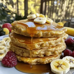 For my Banana Oatmeal Pancakes, I use simple, wholesome ingredients. Here’s the list: - Rolled Oats - Ripe Banana - Milk - Eggs - Baking Powder - Vanilla Extract - Cinnamon - Salt - Maple Syrup (optional) - Coconut Oil or Butter These ingredients create a tasty and healthy pancake. Rolled oats give the pancakes a nice texture. The ripe banana adds natural sweetness and flavor. You can use any milk you like, whether it’s dairy or plant-based. Eggs help bind everything together and give the pancakes their fluffy lift. Baking powder makes the pancakes rise, while vanilla extract gives a nice aroma. Cinnamon adds warmth and flavor, and a pinch of salt enhances all the tastes. If you want extra sweetness, you can stir in maple syrup. Lastly, coconut oil or butter works well for cooking. This simple list is all you need for delicious pancakes. For the full recipe, check out the instructions that follow. Enjoy cooking! Start by blending the rolled oats. Use a blender or food processor. Blend them until they feel like fine flour. This oat flour is the base for your pancakes. It gives them a nice texture. In a bowl, mash the ripe banana. Add the milk, eggs, and vanilla extract. If you want sweetness, pour in some maple syrup. Whisk this mixture until it's smooth and creamy. This will add flavor and moisture to your pancakes. Next, add the oat flour to the wet mixture. Sprinkle in the baking powder, cinnamon, and salt. Use a spatula to stir it all together. Make sure not to overmix! A few lumps are just fine. This helps keep the pancakes fluffy. Now, it’s time to cook. Heat a non-stick skillet over medium heat. Lightly grease it with coconut oil or butter. This will keep the pancakes from sticking and help them brown nicely. Pour about 1/4 cup of batter onto the skillet for each pancake. Let them cook for about 2-3 minutes. You’ll see bubbles forming on the surface. When the edges look set, it’s time to flip. Cook for another 2-3 minutes until golden brown. Once cooked, remove the pancakes from the skillet. Keep them warm while you repeat with the rest of the batter. Serve them hot with fresh fruit, maple syrup, or nuts. Enjoy your delicious Banana Oatmeal Pancakes! For the full recipe, check out the details above. To get fluffy pancakes, start with fresh ingredients. Blend the oats until fine for a smooth batter. Mix the wet ingredients well, but don't overmix. A few lumps are okay. Let the batter sit for a few minutes before cooking. This helps the oats absorb moisture and swell. Cook them on medium heat for a nice golden color. If the pancakes are too thick, add a bit more milk to loosen the batter. These pancakes shine with toppings. I love adding fresh fruit like berries or sliced bananas. A drizzle of maple syrup makes them sweeter. You can also sprinkle nuts for a crunchy bite. Try a dollop of yogurt or nut butter for creaminess. If you want a fun twist, add a sprinkle of chocolate chips or a dash of peanut butter. One mistake is using old oats, which can affect flavor. Don’t skip the baking powder; it adds lift. Avoid overmixing the batter, which makes the pancakes tough. If your skillet is too hot, the pancakes can burn. Always cook on medium heat for the best results. Lastly, resist the urge to flip them too soon; wait for bubbles to form on top. For the full recipe, check out the detailed steps above. {{image_2}} You can make these pancakes even more special by adding chocolate chips or nuts. Just fold in about 1/2 cup of your favorite chocolate chips or chopped nuts to the batter. I love walnuts or pecans for that crunchy bite! The chocolate adds sweetness, while the nuts add texture. These additions make breakfast more fun and delicious. If you want to change up the sweetness, you can try different sweeteners. Honey or agave syrup works great in place of maple syrup. For a lower-calorie option, consider using stevia or erythritol. Just remember to adjust the amount based on how sweet you like it. Each sweetener gives a unique taste to the pancakes. You can also play with flavors to keep things exciting. Adding a scoop of peanut butter to the wet mix gives a lovely nutty taste. If you prefer tropical vibes, try adding shredded coconut. You can also mix in spices like nutmeg for a warm flavor. Each variation brings its own twist, making breakfast new and exciting every time. For the full recipe, check the section above. To keep your banana oatmeal pancakes fresh, let them cool first. Place them in a single layer on a plate. Cover them with plastic wrap or a kitchen towel. Store them in the fridge for up to three days. This method helps keep them moist. If you want to save pancakes for later, freezing works well. Stack the cooled pancakes with parchment paper in between each one. Place the stack in a freezer bag or airtight container. They can last for up to three months in the freezer. To reheat, just pop them in the toaster or microwave. Heat until warm, about 30 seconds in the microwave. Choose containers that seal tightly to keep pancakes fresh. Glass containers or BPA-free plastic containers work best. Make sure they have a lid to avoid air exposure. For freezing, use freezer bags designed for low temperatures. This prevents freezer burn and keeps your pancakes tasty. For the full recipe, check out the earlier section. Yes, you can use quick oats. They will blend faster and create a smoother batter. Quick oats may make the pancakes slightly denser. If you prefer a lighter texture, stick with rolled oats. They can be gluten-free if you use certified gluten-free oats. Regular oats may cross-contaminate with gluten. Always check the label to ensure safety for those with gluten allergies. To make these pancakes vegan, replace the eggs with a flaxseed meal or unsweetened applesauce. Use plant-based milk, like almond or oat milk. This keeps the pancakes rich and tasty. Many toppings go well with these pancakes. Try fresh fruit like berries or sliced bananas. A drizzle of maple syrup or honey adds sweetness. Nuts or seeds can give some crunch too. To make fluffier pancakes, separate the egg whites and whip them until they form peaks. Fold them gently into the batter just before cooking. This adds air and lightens the texture. In this blog post, we explored how to make delicious banana oatmeal pancakes. We covered the key ingredients like rolled oats, bananas, and milk. I shared easy steps to blend, mix, and cook your pancakes. You learned tips for perfect texture and variations to try. I also provided storage tips and answered common questions. Now, you can enjoy tasty pancakes with ease. Keep experimenting with flavors and enjoy every bite. Happy cooking!