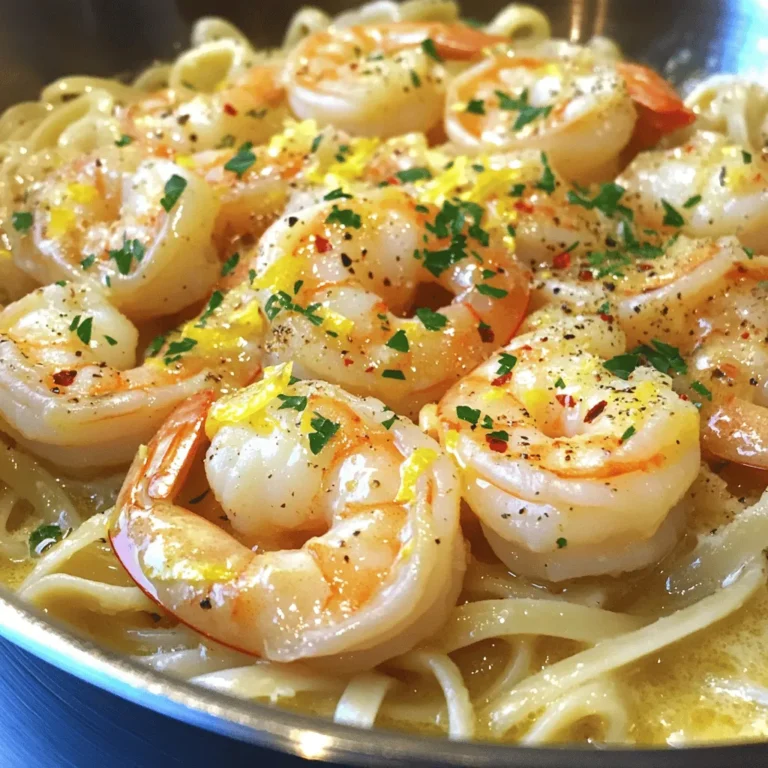 To make this dish, you need the following main items: - 1 lb large shrimp, peeled and deveined - 4 tablespoons unsalted butter - 3 cloves garlic, minced - 1 lemon (juice and zest) - Salt and pepper to taste These ingredients create a bright, zesty flavor. The shrimp brings a sweet taste, while the garlic adds depth. Butter makes everything rich and creamy. Lemon juice adds a refreshing kick. You can add a few optional items to enhance the taste: - 1 teaspoon red pepper flakes - Cooked pasta or rice (for serving) Red pepper flakes give a nice heat. The pasta or rice makes a great base for the shrimp. You can mix and match based on what you like. Garnishes can make your dish look nice and add flavor: - 2 tablespoons fresh parsley, chopped Chopped parsley adds a splash of green and freshness. It also brightens the dish and makes it more appealing. When you serve the shrimp, sprinkle it on top for a lovely finish. For the full recipe, check out the detailed steps above. First, gather all your ingredients. You need: - 1 lb large shrimp, peeled and deveined - 4 tablespoons unsalted butter - 3 cloves garlic, minced - 1 lemon (juice and zest) - 1 teaspoon red pepper flakes (optional) - Salt and pepper to taste - 2 tablespoons fresh parsley, chopped (for garnish) - Cooked pasta or rice (for serving) Pat the shrimp dry with a paper towel. This helps the shrimp get a nice sear. Lightly season them with salt and pepper. This simple step boosts the flavor. Next, heat a large skillet over medium heat. Add 2 tablespoons of butter and let it melt. Then, add the minced garlic and optional red pepper flakes. Sauté for about 1-2 minutes, just until the garlic becomes fragrant. Be careful not to let it brown. Now, add the shrimp to the skillet. Arrange them in a single layer for even cooking. Cook for 2-3 minutes until they turn pink on one side. Flip each shrimp over and cook for an additional 1-2 minutes. They should be fully cooked and opaque. Once the shrimp are done, squeeze the lemon juice over them. Add the lemon zest and the remaining 2 tablespoons of butter. Stir gently to combine. Let the butter melt to form a lovely sauce. Taste and adjust the salt and pepper if needed. Remove the skillet from heat and sprinkle with fresh parsley for a pop of color. Serve the shrimp over cooked pasta or rice. Don’t forget to drizzle the garlic butter sauce over the top. This dish is simple yet full of flavor. For the full recipe, check the section above. Enjoy! To cook shrimp well, start with fresh, large shrimp. They should be pink and firm. If you use frozen shrimp, thaw them in the fridge overnight. Always dry them before cooking. This helps them sear better. Use medium heat on your skillet. This cooks the shrimp evenly. Cook them for 2-3 minutes on one side until they turn pink. Then, flip them and cook for another 1-2 minutes. They will be done when they are opaque. To boost the flavor, use fresh garlic and lemon. Fresh garlic gives a strong taste that dried options cannot match. Lemon adds a bright taste that balances the butter. You can also add red pepper flakes for heat. If you want to try something new, add herbs like basil or dill. Fresh parsley as a garnish adds color and freshness too. One common mistake is overcooking shrimp. They can turn rubbery if cooked too long. Another mistake is not seasoning enough. A pinch of salt and pepper at the start makes a big difference. Don’t skip the butter; it adds creaminess and richness. Lastly, serve immediately. Shrimp taste best right after cooking, so don’t wait too long to enjoy your dish. For more details, check the Full Recipe. {{image_2}} You can easily add veggies to your Lemon Garlic Butter Shrimp. This makes the dish more colorful and nutritious. Try adding sliced bell peppers, zucchini, or spinach. These veggies cook fast and blend well with the shrimp. Just toss them in the pan after the garlic. Sauté them for a few minutes before adding shrimp. This way, all flavors mix nicely. If you want to change things up, try different sauces. For a creamy twist, add a splash of heavy cream after cooking the shrimp. This gives you a rich sauce that pairs great with pasta. You can also use soy sauce for a savory kick. Just add it in place of some butter. Each sauce gives a new taste to your dish. Not a fan of shrimp? No problem! You can use chicken, scallops, or even tofu. For chicken, cut it into bite-sized pieces and cook it until golden brown. For scallops, use the same method as shrimp. Tofu works well too; just press it to remove excess water and cube it. All these options work great with the lemon garlic butter sauce. Use the Full Recipe to guide you through the cooking process. After making lemon garlic butter shrimp, store it in an airtight container. Keep it in the fridge for up to 2 days. If you plan to eat it later, let it cool first. This helps keep the shrimp fresh and tasty. If you want to save it for longer, freezing works well. Place the shrimp in a freezer-safe container. Make sure to leave some space at the top, as it will expand when frozen. You can keep it in the freezer for up to 3 months. To enjoy it later, thaw it in the fridge overnight before reheating. When you're ready to eat, reheating is simple. Heat a skillet over medium-low heat. Add a bit of butter or oil to the pan. Then, place the shrimp in the skillet. Stir gently until warmed through. This keeps the shrimp moist and flavorful. You can also use a microwave, but be careful not to overcook them. Yes, you can use frozen shrimp for this dish. Just thaw them before cooking. Place the shrimp in a bowl of cold water for about 15-20 minutes. This makes them easier to cook. Ensure they are peeled and deveined. To add heat, use red pepper flakes. A teaspoon gives a nice kick. You can also add chopped jalapeños or hot sauce. Adjust the spice to your taste. Lemon Garlic Butter Shrimp goes well with several sides. Here are a few options: - Cooked pasta, like linguine or spaghetti - Steamed rice or quinoa - Fresh salad with lemon vinaigrette - Garlic bread for a tasty twist For a low-carb dish, skip the pasta or rice. Instead, serve the shrimp over zucchini noodles or cauliflower rice. This keeps it light and still full of flavor. Check out the full recipe for Lemon Garlic Butter Shrimp for all the details on making this dish. Enjoy the process and the delicious results! Lemon Garlic Butter Shrimp is easy to make and packed with flavor. We've covered the key ingredients, step-by-step cooking, and tips for perfect shrimp. Variations, storage, and common questions help ensure success. Whether you're cooking for a weeknight dinner or impressing guests, this dish shines. With just a few tweaks, you can make it your own. Enjoy every bite and transform your meals with this delightful recipe!