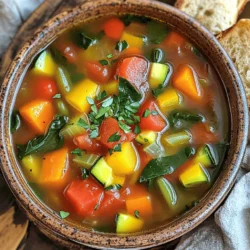 For my Instant Pot Vegetable Soup, gather these simple ingredients: - 1 tablespoon olive oil - 1 onion, diced - 2 cloves garlic, minced - 2 carrots, sliced - 2 celery stalks, sliced - 1 bell pepper, diced (any color) - 1 medium zucchini, diced - 1 cup green beans, cut into 1-inch pieces - 1 can (14.5 oz) diced tomatoes (with juice) - 4 cups vegetable broth - 1 teaspoon dried oregano - 1 teaspoon dried thyme - 1 bay leaf - Salt and pepper to taste - 1 cup frozen peas - 2 cups fresh spinach You can use fresh or frozen produce in this recipe. Fresh veggies add crispness and flavor. They are great if you have them on hand. Frozen vegetables are just as nutritious and save time. They are easy to keep in the freezer for quick meals. I often mix both for the best taste and texture. This soup is flexible. If you have specific dietary needs, here are some swaps: - Use low-sodium vegetable broth for less salt. - Swap olive oil for avocado or coconut oil for a different flavor. - For a vegan option, ensure your broth is plant-based. - If you're gluten-free, check that your broth is certified gluten-free. - You can add beans for protein if you're vegetarian or vegan. These changes make the soup fit for everyone! To start, I turn on my Instant Pot and set it to Sauté mode. I add 1 tablespoon of olive oil and let it heat up. Next, I toss in 1 diced onion and 2 minced garlic cloves. I cook this blend until the onion turns soft and clear, which takes about 3-4 minutes. This step builds a solid flavor base for the soup. After the aromatics are ready, I stir in 2 sliced carrots, 2 sliced celery stalks, 1 diced bell pepper, 1 diced medium zucchini, and 1 cup of green beans. I sauté these veggies for another 3-4 minutes. They should be slightly tender but not mushy. This mix adds great color and nutrition to the dish. Now, I mix in 1 can of diced tomatoes (with juice), 4 cups of vegetable broth, 1 teaspoon of dried oregano, 1 teaspoon of dried thyme, and 1 bay leaf. I season with salt and pepper to taste. I stir everything well to combine. After that, I close the lid and make sure the valve is set to Sealing. Then, I set it to Manual or Pressure Cook for 8 minutes. When the cooking time is done, I carefully switch the valve to Venting to release the pressure. Once the steam stops, I open the lid. I stir in 1 cup of frozen peas and 2 cups of fresh spinach. The heat from the soup wilts the spinach perfectly. I taste and adjust the seasoning if needed. Now, the soup is ready to serve! To get the best texture in your soup, use fresh vegetables. Fresh veggies keep their crunch. When you sauté, cook until slightly soft. This step adds depth. Don’t skip this part! For a smoother soup, blend it briefly after cooking. Use an immersion blender for ease. If you like a chunky soup, skip the blending. You can boost flavor with simple herbs. Dried oregano and thyme work well. Fresh herbs like basil or parsley add brightness. A splash of lemon juice at the end gives a fresh kick. If you want some heat, add red pepper flakes. This adds a nice warmth without overpowering the taste. Serve your soup hot in a bowl. Top it with fresh herbs for color. A sprinkle of Parmesan cheese makes it richer. Pair it with crusty bread for a full meal. You can also serve it with a side salad for extra crunch. Enjoy your warm, hearty bowl of goodness! For the full recipe, check out the earlier section. {{image_2}} You can easily boost the protein in your vegetable soup. Try adding cooked beans, like kidney or black beans. You can also add lentils for extra protein and fiber. If you prefer meat, shredded chicken or diced turkey work well. Just remember to adjust the cooking time if you add raw meat. Experiment with spices and herbs to create new flavors. For a warm kick, add cayenne pepper or crushed red pepper flakes. If you like fresh herbs, try basil, cilantro, or dill. You can also swap out dried oregano and thyme for herbs like rosemary or tarragon. Each choice gives a unique twist to your soup. Using seasonal vegetables makes your soup fresh and exciting. In spring, add peas or asparagus. In summer, toss in corn or bell peppers. Autumn is a great time for squash or sweet potatoes. In winter, root vegetables like parsnips or turnips add heartiness. Feel free to mix and match according to what you have on hand. For the full recipe, check out the Hearty Instant Pot Vegetable Soup above. You can store leftover soup in the fridge. Use a clean, airtight container. It stays fresh for about 3 to 4 days. Make sure it cools completely before sealing. This helps prevent bacteria growth. If you want to keep it longer, freezing is great. Pour the cooled soup into freezer-safe containers. Leave some space at the top for expansion. It lasts in the freezer for about 3 months. Just remember to label your containers with the date. To reheat, thaw the soup overnight in the fridge. You can use the stove or microwave. If using the stove, heat it on medium. Stir often to avoid burning. If using the microwave, heat in 1-minute intervals, stirring in between. Add a splash of broth or water if it seems too thick. Enjoy your soup warm! For the complete recipe, check out the Full Recipe section. Yes, you can use any broth you like! Vegetable broth gives a nice flavor. Chicken broth works well too. If you need a low-sodium option, choose a low-sodium broth. This change will still keep the soup tasty. To thicken your soup, you have a few options. You can mash some of the veggies after cooking. Another way is to add a cornstarch slurry. Mix 1 tablespoon of cornstarch with 2 tablespoons of water, then stir it in. Let it cook for a few minutes until it thickens. Yes, you can make this soup in a slow cooker! Simply follow the same steps. Sauté your aromatics in a pan first, then add everything to the slow cooker. Set it on low for 6-8 hours or high for 3-4 hours. You'll get a great flavor. You can swap veggies based on what you have. Use potatoes instead of zucchini for a heartier soup. Kale can replace spinach for a different taste. Bell peppers can be swapped for corn or peas. Just keep your flavor balance in mind when making these swaps. For the full recipe, check the other sections! In this post, we explored key ingredients, step-by-step cooking instructions, and useful tips for making soup. We also looked at variations, storage info, and answered common questions. With the right ingredients and techniques, you can create a comforting dish. Don't hesitate to experiment with flavors and textures. Cooking is about finding what you love. Enjoy your soup-making journey!