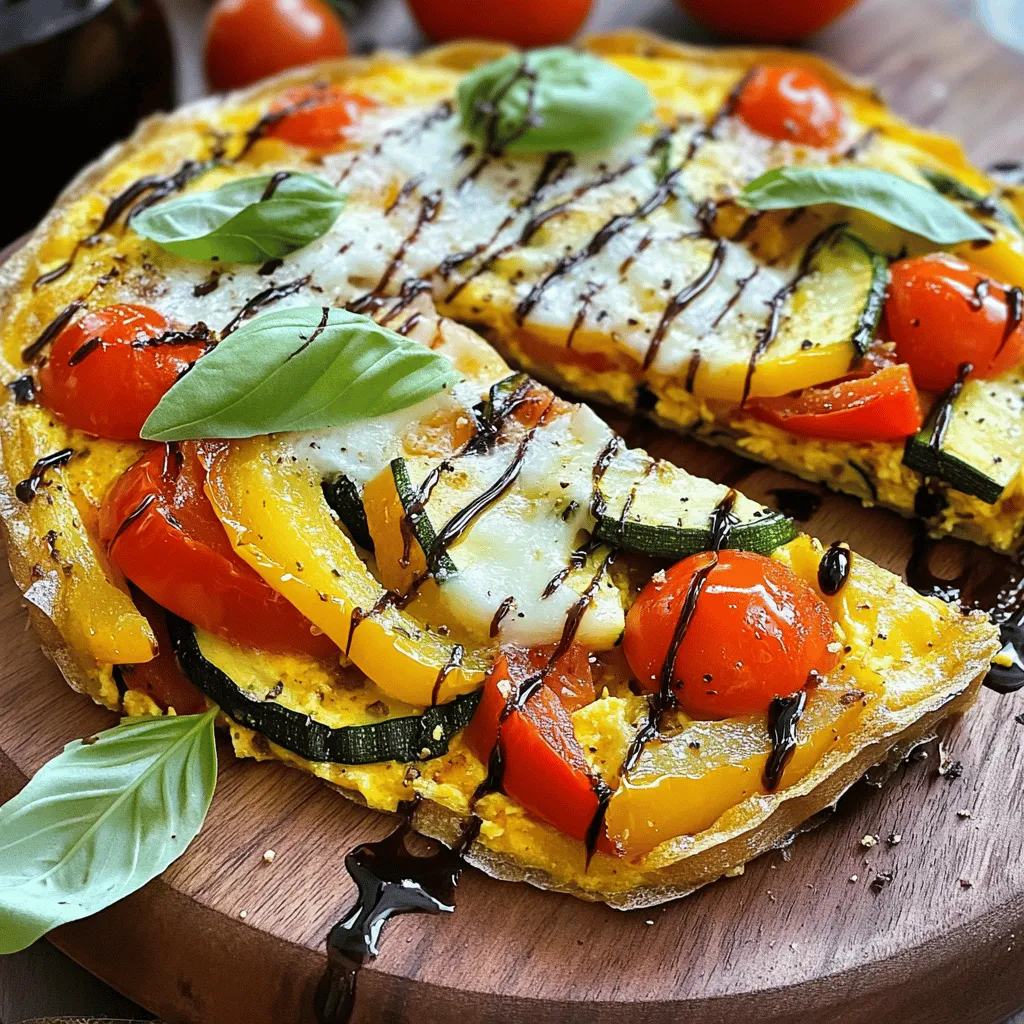 To make a tasty roasted vegetable frittata, gather these ingredients: - 6 large eggs - 1/4 cup milk (or a dairy-free alternative) - 1 cup bell peppers, diced (mix colors for presentation) - 1 cup zucchini, sliced - 1 cup cherry tomatoes, halved - 1/2 onion, diced - 2 cloves garlic, minced - 1 tablespoon olive oil - Salt and pepper to taste - 1/2 teaspoon smoked paprika - 1/4 cup grated Parmesan cheese (or nutritional yeast for a vegan option) - Fresh basil leaves for garnish Select fresh veggies for the best frittata. Look for bell peppers that are firm and bright. Choose zucchini that feels heavy and has smooth skin. For tomatoes, pick ones that are plump and smell sweet. Smell is key! Fresh garlic should have a strong scent and be free of sprouts. Lastly, onions should be dry and firm. Fresh veggies add flavor and color to your dish. You can easily adapt this frittata for different diets. For a dairy-free option, use almond milk or soy milk instead of regular milk. If you want a vegan frittata, swap eggs for a blend of silken tofu and a tablespoon of nutritional yeast. For a gluten-free version, be sure all ingredients are certified gluten-free. You can also use any veggies you have on hand. This recipe is flexible to fit your needs! For the complete recipe, check out the Full Recipe. Start by cracking six large eggs into a big mixing bowl. Add 1/4 cup of milk or a dairy-free choice. Whisk until smooth. This step creates a fluffy frittata. Then, season with salt, pepper, and 1/2 teaspoon of smoked paprika. This spice adds depth to the flavor. Set this mixture aside while you cook the vegetables. Grab a large oven-safe skillet and heat 1 tablespoon of olive oil over medium heat. Add 1/2 diced onion and 2 minced garlic cloves. Sauté for about 3-4 minutes until they smell great and the onion turns soft. Next, toss in 1 cup of diced bell peppers and 1 cup of sliced zucchini. Cook these for 5-6 minutes, stirring often. You want the veggies to be tender but not mushy. Finally, stir in 1 cup of halved cherry tomatoes. Once the veggies are ready, pour the egg mixture evenly over them. Sprinkle 1/4 cup of grated Parmesan cheese on top. Cook on the stovetop for 2-3 minutes until the edges begin to set. Then, transfer the skillet to your preheated oven at 400°F (200°C). Bake for 15-20 minutes. You know it’s done when it’s fully set and lightly golden on top. Carefully take it out and let it cool for a few minutes. Cut into slices and serve. For an extra touch, add fresh basil leaves on top. Enjoy your Roasted Vegetable Frittata! For the complete recipe, refer to the Full Recipe. To get the best texture, use fresh eggs. Whisk them well with milk until smooth. This helps make your frittata fluffy. When you cook it, start on the stovetop. Let the edges set before moving to the oven. This mix of cooking methods creates a nice crust and a soft center. One common mistake is overcooking. Keep an eye on the frittata as it bakes. You want it to be set but not dry. Another mistake is not seasoning enough. Always taste your egg mixture before cooking. Add salt and pepper to boost flavor. Lastly, don’t skip the cooling time. Letting it rest helps the frittata hold together when sliced. Adding herbs and spices makes your frittata shine. Fresh herbs like basil or parsley add a bright taste. You can also use dried herbs like oregano or thyme. For a kick, try red pepper flakes or a pinch of curry powder. Smoked paprika gives a warm, smoky flavor. Mix and match to find your favorite blend. These simple additions can elevate your dish to gourmet status! For the full recipe, check out the section above. {{image_2}} You can boost flavor by adding protein. Crispy bacon or sausage adds a savory touch. Just cook the meat first, then mix it with the veggies. This adds richness and depth to your frittata. You can also use turkey or chicken sausage for a lighter option. For a vegan twist, swap eggs with chickpea flour. Mix it with water and spices to form a batter. Use nutritional yeast instead of cheese for a cheesy flavor. Almond or soy milk works well too. These changes keep it plant-based while still tasty. Using seasonal veggies makes your frittata extra fresh. In spring, try asparagus and peas. Summer brings zucchini and corn, while fall shines with kale and butternut squash. In winter, root veggies like carrots and sweet potatoes are perfect. Mix and match for colorful, flavorful bites. For the full recipe, check out the Roasted Vegetable Frittata guide. To keep your roasted vegetable frittata fresh, let it cool completely. Once cooled, cut it into slices. Store the slices in an airtight container. Place parchment paper between layers to prevent sticking. Your frittata will stay fresh for up to four days in the fridge. When you’re ready to enjoy your frittata again, reheat it gently. You can use a microwave or a skillet. For the microwave, place a slice on a plate and cover it with a damp paper towel. Heat for about 30-60 seconds. If using a skillet, add a little oil and warm it over low heat. This method helps keep it moist. If you want to save some for later, freezing is a great option. Wrap each slice tightly in plastic wrap. Then, place the wrapped slices in a freezer-safe bag. Make sure to remove all air before sealing. Your frittata can stay in the freezer for up to three months. When you're ready to eat, thaw it in the fridge overnight before reheating. Enjoy your meal prep! Yes, you can use many veggies in a frittata. Some great options are spinach, mushrooms, and kale. You can also include broccoli, asparagus, or even sweet potatoes. Just chop them up and sauté them like you do with the other vegetables. The key is to cook them until they are tender before adding the egg mixture. This way, they blend well and add flavor. A frittata lasts about 3 to 4 days in the fridge. Make sure to store it in an airtight container. This keeps it fresh and helps maintain its taste. If you want to keep it longer, you can freeze it. Just wrap it tightly in plastic wrap or foil before placing it in a freezer bag. The best way to serve a frittata is warm or at room temperature. You can slice it into wedges and place it on a colorful platter. Adding fresh basil leaves on top makes it look nice. A drizzle of balsamic reduction also adds flavor and makes it pop. You can pair it with a salad for a complete meal. For more details, check out the Full Recipe. In this post, we covered how to make a great frittata. We discussed the needed ingredients, tips for fresh veggies, and substitutions for diets. I also shared step-by-step instructions and common mistakes to avoid. You can create many variations and know how to store your leftovers. Now, with these tips, you can make a tasty frittata every time. Enjoy experimenting with flavors and get creative in the kitchen!