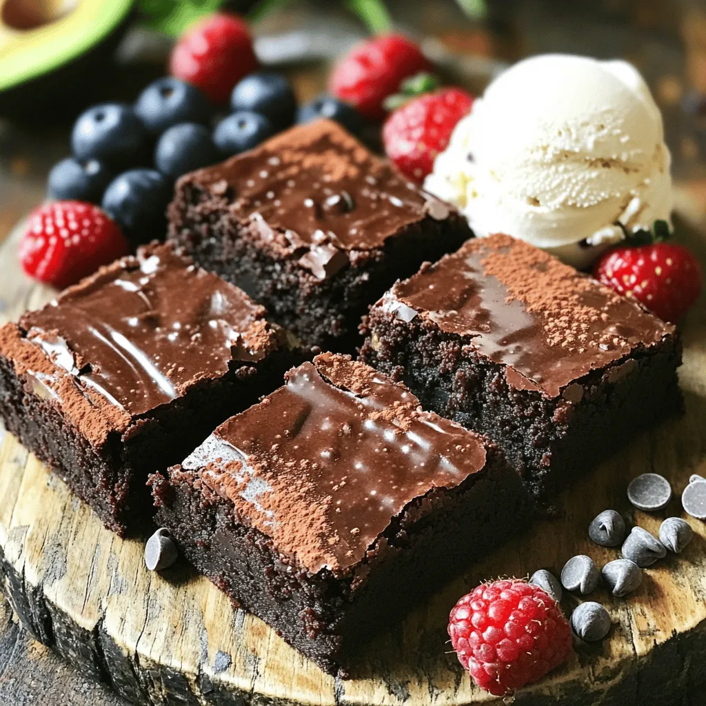 To make fudgy avocado brownies, you need these simple items: - 1 ripe avocado, mashed - 1/2 cup unsweetened cocoa powder - 1/2 cup almond flour - 1/2 cup maple syrup or honey - 1/4 cup coconut oil, melted - 2 large eggs - 1 teaspoon vanilla extract - 1/2 teaspoon baking soda - 1/4 teaspoon salt - 1/2 cup dark chocolate chips (dairy-free if desired) Each ingredient plays a key role in creating the rich texture and taste of these brownies. If you lack almond flour, you can use all-purpose flour. For sweetener, maple syrup is great, but honey works well too. You can swap coconut oil with melted butter if you prefer. The mashed avocado gives moisture, so don’t skip it. - Avocado: Packed with healthy fats and fiber, avocados boost heart health. - Cocoa Powder: Rich in antioxidants, cocoa can improve mood and brain function. - Almond Flour: Low in carbs, almond flour offers vitamin E and healthy fats. - Maple Syrup: A natural sweetener, it has minerals like zinc and manganese. - Coconut Oil: It may help with weight loss and boost energy. - Eggs: A great source of protein, they help bind the brownies together. - Vanilla Extract: Adds flavor and can help reduce stress. - Baking Soda: This leavening agent helps the brownies rise. - Salt: It enhances flavor and balances sweetness. - Dark Chocolate Chips: Full of antioxidants, they add a rich, sweet touch. These ingredients not only taste great but also offer health benefits. You can find the full recipe in the earlier section. Enjoy making these delicious fudgy avocado brownies! Start by preheating your oven to 350°F (175°C). This step is key for even baking. While the oven heats up, line an 8x8-inch baking pan with parchment paper. This makes it simple to lift out the brownies later. In a bowl, mash one ripe avocado until it's smooth. Add in 1/2 cup of unsweetened cocoa powder, 1/2 cup of almond flour, and 1/2 cup of maple syrup or honey. Next, pour in 1/4 cup of melted coconut oil and crack in 2 large eggs. Don’t forget to add 1 teaspoon of vanilla extract, 1/2 teaspoon of baking soda, and 1/4 teaspoon of salt. Use a whisk or electric mixer to blend everything together until it’s creamy and lump-free. This mix should smell amazing! Once smooth, gently fold in 1/2 cup of dark chocolate chips. Now, pour the brownie batter into your prepared pan. Spread it evenly with a spatula. Place it in your preheated oven and bake for 20-25 minutes. To check if they’re done, insert a toothpick in the center. It should come out with a few moist crumbs, but no wet batter. After baking, let the brownies cool in the pan for about 10 minutes. Carefully lift them out using the parchment paper. Allow them to cool completely on a wire rack before cutting into squares. For a tasty serving, try dusting them with cocoa powder or pairing with fresh berries. For the full recipe, refer to the earlier section. To get the best fudginess, do not overmix the batter. Mix just until smooth. Overmixing can make brownies tough. Use a toothpick to check doneness. Insert it in the center. If it comes out with a few moist crumbs, they are ready. Baking time can vary, so keep an eye on them. Keep leftover brownies in an airtight container. They last up to a week at room temperature. If you want to keep them longer, store them in the fridge. Let them cool completely before storing. This prevents extra moisture, keeping them fresh and fudgy. These brownies go great with ice cream or whipped cream. Serve them warm for a gooey treat. You can also add fresh berries for a fruity touch. A sprinkle of sea salt on top can enhance the flavor. For a fun twist, drizzle with caramel or chocolate sauce. For the full recipe, check out the complete guide! {{image_2}} You can swap out maple syrup for other sweeteners. Agave nectar works well. You might also try coconut sugar for a deeper flavor. If you prefer, you can use regular flour instead of almond flour. Just remember, this changes the texture slightly. For added crunch, fold in nuts like walnuts or pecans. You can also add fruits, like chopped cherries or raspberries. They will add a nice burst of flavor. If you want a chocolate overload, consider adding more chocolate chips. To make these brownies gluten-free, use certified almond flour or oat flour. For a vegan option, replace the eggs with flax eggs. Simply mix one tablespoon of flaxseed meal with three tablespoons of water. Let it sit for five minutes to thicken. This will help hold the brownies together. For the full recipe, check out the detailed steps in the main section. To keep your fudgy avocado brownies fresh, store them in an airtight container. This helps to keep them moist. You can place parchment paper between layers to avoid sticking. Store the container at room temperature for up to three days. If you want to keep them longer, refrigeration is a good option. Just remember, cold storage can change the texture a bit. Freezing is a great way to save brownies for later. First, let them cool completely after baking. Then, cut them into squares. Wrap each square in plastic wrap tightly. Place them in a freezer-safe bag or container. You can freeze them for up to three months. When you’re ready to enjoy, just thaw them in the fridge overnight. When you want to enjoy a brownie, reheating can bring back the fudgy texture. Place a square on a microwave-safe plate. Cover it with a damp paper towel. Heat it for 10-15 seconds. Check if it’s warm enough. If not, heat it in short bursts. You can also reheat in an oven. Set it to 350°F (175°C) for about 5-10 minutes. This warms them nicely without drying them out. For the full recipe, refer back to the main section. No, you cannot taste the avocado in these brownies. The cocoa powder covers its flavor. The avocado makes the brownies rich and fudgy without any green taste. You will enjoy a deep chocolate flavor instead. To check if the brownies are done, insert a toothpick into the center. If it comes out with a few moist crumbs, they are ready. If the toothpick has wet batter on it, bake for a few more minutes. Keep an eye on them to avoid overbaking. Yes, you can substitute some ingredients in this recipe. Use different sweeteners, like agave syrup or granulated sugar. Almond flour can be swapped with oat flour or regular flour. Make sure to adjust the amounts to keep the texture right. For a dairy-free option, choose dairy-free chocolate chips. In this blog post, we explored how to make fudgy avocado brownies. We covered ingredients, measurements, and their health perks. I shared step-by-step instructions for easy baking. You learned tips for rich texture and how to store them properly. I also discussed fun variations to try, including gluten-free and vegan options. Now, you can enjoy brownies that are tasty and good for you! Happy baking!