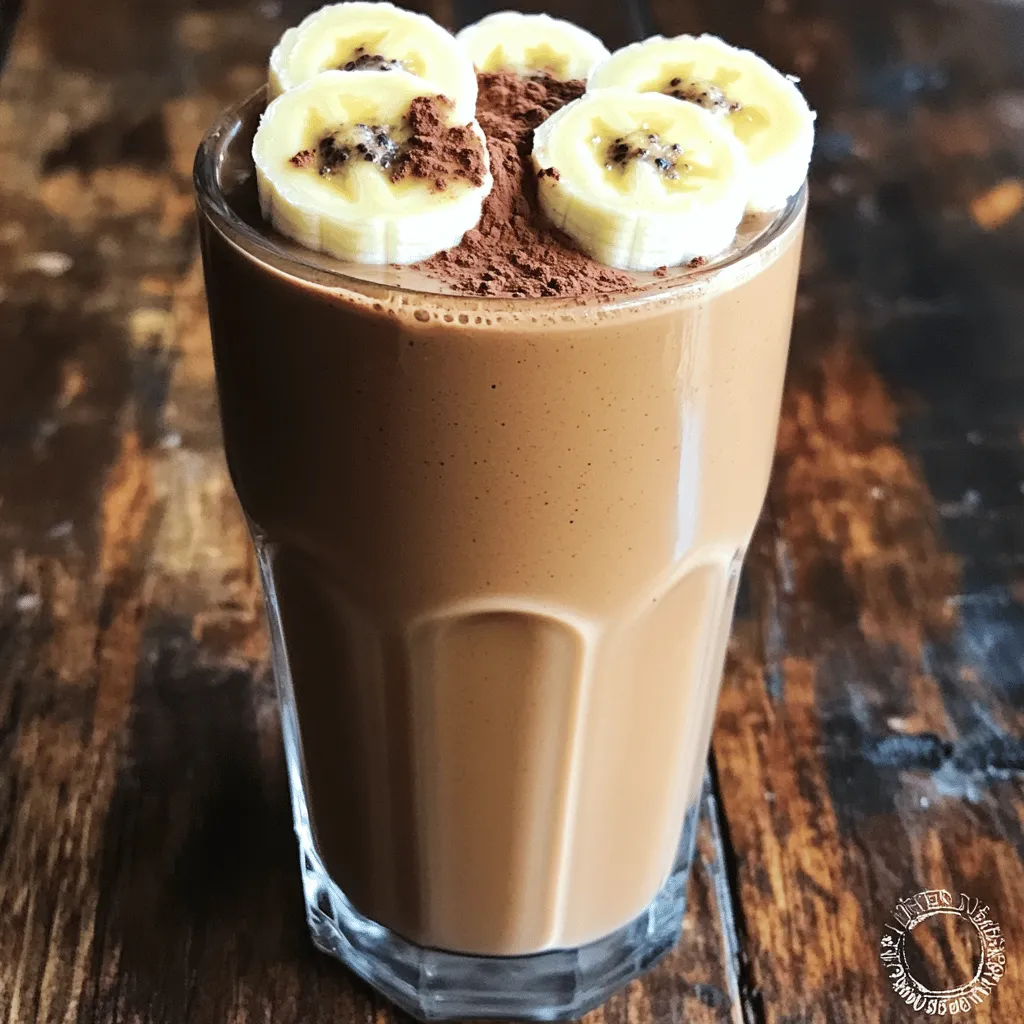 - 1 frozen banana - 2 tablespoons creamy peanut butter - 1 tablespoon unsweetened cocoa powder - 1 cup almond milk (or milk of choice) - 1 tablespoon honey or maple syrup - 1 tablespoon chia seeds (optional) - 1/2 teaspoon vanilla extract - Ice cubes (optional) Making a chocolate peanut butter smoothie is easy. You will need simple ingredients that you might already have. First, get a frozen banana. This gives the smoothie a thick and creamy texture. Next, grab some creamy peanut butter. It adds a rich flavor and healthy fats. Cocoa powder is next on the list. Use unsweetened cocoa powder for a deep chocolate taste. Almond milk works great, but you can use any milk you prefer. For sweetness, honey or maple syrup does the trick. If you want to boost nutrition, add chia seeds. They are rich in omega-3s. A little vanilla extract brings all the flavors together. Finally, add ice cubes if you want a colder, thicker smoothie. These ingredients make the perfect base for the best chocolate peanut butter smoothie. For the full recipe, check the details above. Making a Chocolate Peanut Butter Smoothie is easy and fun. Here’s how to do it. - Step 1: Combine all ingredients in the blender. Start with one frozen banana. Then, add two tablespoons of creamy peanut butter. Next, include one tablespoon of unsweetened cocoa powder. Pour in one cup of almond milk. Add one tablespoon of honey or maple syrup for sweetness. If you want more nutrition, toss in one tablespoon of chia seeds. Finally, add half a teaspoon of vanilla extract for flavor. - Step 2: Blend until smooth and creamy. Turn on your blender and mix everything well. Blend on high speed. You want a rich, creamy texture. If you want it thicker, add a few ice cubes now. Blend again until it’s just right. - Step 3: Adjust sweetness and blend again if necessary. Taste your smoothie. If it needs more sweetness, add a bit more honey or maple syrup. Blend briefly to mix in the extra sweetness. - Step 4: Serve and enjoy. Pour the smoothie into a tall glass or bowl. If you use a bowl, you can top it with sliced bananas or granola. Enjoy your Choco-Peanut Bliss Smoothie right away for the best flavor! These steps will guide you through making this creamy treat in just five minutes. Check out the full recipe for more details. - Choose a ripe banana for natural sweetness. - Use chilled almond milk for a refreshing taste. - Blend longer for a smoother consistency. Using a ripe banana is key. It adds a nice, sweet flavor. The banana should have some brown spots. This means it is at its best for smoothies. Chilled almond milk makes the smoothie feel cool and fresh. If you can, keep your almond milk in the fridge. This way, it is ready when you want to blend. Blend the smoothie longer if you like it super smooth. This helps mix everything really well. If your blender has a smoothie setting, use it for the best results. - Add a pinch of salt to enhance flavors. - Experiment with different nut butters. - Try adding leafy greens for extra nutrition. A small pinch of salt can make the flavors pop. It balances the sweetness and cocoa notes. Do not be afraid to switch nut butters. Almond butter or cashew butter can give a fun twist. Each nut butter has its own taste. Adding leafy greens like spinach or kale boosts nutrition. You won’t taste them much, but you will get more vitamins. This makes your smoothie even better for you. For the complete experience, check out the Full Recipe for the Choco-Peanut Bliss Smoothie 🥜. {{image_2}} You can change up the taste of your smoothie in fun ways. Here are a few ideas: - Mocha Peanut Butter Smoothie: Add a shot of hot coffee. This gives a rich, deep flavor. The coffee pairs well with the chocolate and peanut butter. - Protein-Packed Chocolate Peanut Butter Smoothie: Toss in a scoop of protein powder. This adds extra protein and keeps you full longer. You can use any flavor you like. - Vegan Chocolate Peanut Butter Smoothie: Make sure all your ingredients are vegan. Use plant-based milk and a sweetener like maple syrup. This keeps it creamy and delicious without dairy. Your smoothie can change with the seasons. Here’s how to adapt it: - Summer: Add ice or some frozen berries. This makes it cold and refreshing. You can use strawberries, blueberries, or raspberries. - Winter: Mix in a pinch of cinnamon or nutmeg. This gives a warm, cozy flavor. It feels like a hug in a glass. Try these variations to keep your chocolate peanut butter smoothie exciting and new! For the full recipe, check out the Choco-Peanut Bliss Smoothie. To keep your Chocolate Peanut Butter Smoothie fresh, store it in the fridge. It stays good for up to 24 hours. Use an airtight container to seal in the flavor. This way, it won’t lose its creamy texture or taste. You can freeze your smoothie for later. Pour it into ice cube trays for easy use. When you want to enjoy it again, just blend the frozen cubes. This gives you a thicker smoothie that tastes just as good as fresh. Can I use other types of milk? Yes! You can use any milk you like. Almond milk, oat milk, or regular milk all work well. Each type adds a unique flavor and texture. Just make sure it is unsweetened if you want to keep it healthy. How can I make this smoothie more filling? To make your smoothie more filling, add a scoop of protein powder or Greek yogurt. You can also add more chia seeds or oats. These ingredients give you extra protein and fiber, which help you feel full longer. What are the health benefits of this smoothie? This smoothie is packed with nutrients. Bananas provide potassium, while peanut butter adds protein and healthy fats. Cocoa powder gives you antioxidants. Plus, chia seeds are great for fiber and omega-3s. It’s a tasty way to boost your health! Can I prepare the smoothie in advance? Yes! You can make this smoothie ahead of time. Just blend all the ingredients and store it in the fridge for up to 24 hours. If you want it thicker later, add a few ice cubes before drinking. What to do if the smoothie is too thick? If your smoothie is too thick, just add more milk. Pour a little in and blend again until you reach your desired consistency. You can also add more ice to thin it out a bit. How to fix an overly sweet smoothie? If your smoothie tastes too sweet, add a splash of unsweetened almond milk or a bit of cocoa powder. This will balance the sweetness. Blend again to mix everything well. Adjust until you find the flavor you enjoy. For the full recipe, check out [Full Recipe]! This chocolate peanut butter smoothie is delicious and easy to make. You simply blend a few key ingredients like banana, peanut butter, and cocoa powder. Follow the steps for a creamy treat that satisfies your taste buds. With simple tips, you can customize it to your liking. Try different flavors or add more nutrients. Make it fresh or freeze it for later. Enjoy this tasty smoothie whenever you crave something sweet and healthy. You now have all you need to create a perfect drink!