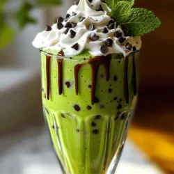 - 2 cups vanilla ice cream - 1 cup whole milk - 1 teaspoon peppermint extract - 1/2 cup chocolate chips (dark or semi-sweet) - 2 tablespoons chocolate syrup (plus extra for drizzling) - Fresh mint leaves for garnish - Whipped cream for topping The key to a great mint chocolate chip shake lies in its ingredients. I love using rich vanilla ice cream and whole milk. They give the shake its creamy texture. Peppermint extract adds a fresh, minty flavor that makes this shake special. For the crunch and sweetness, I always add chocolate chips. You can choose dark or semi-sweet, depending on your taste. The chocolate syrup brings a lovely sweetness and a touch of chocolate flavor. Don't forget to top it off with whipped cream and fresh mint leaves. They make the shake look stunning and add extra flavor too. For the full recipe, check out the details above. Start by adding the vanilla ice cream, whole milk, and peppermint extract to a blender. Blend these ingredients until they become smooth and creamy. This mix forms the heart of your shake and gives it that classic mint flavor. Next, add the chocolate chips and chocolate syrup into the blender. Pulse the blender a few times. This action breaks the chocolate chips into smaller bits without fully blending them. You want those tasty chunks to remain in your shake for extra texture. Now, taste your shake. If you want a stronger mint flavor, add more peppermint extract. Then, take some chocolate syrup and drizzle it inside your serving glasses for a nice touch. Pour the shake evenly into the glasses, and top each with a good amount of whipped cream. Finish with a few fresh mint leaves for a bright look. Serve it right away with a straw or a spoon for a delightful treat. Enjoy this Mint Chocolate Chip Shake Delightful and Creamy Treat! Check out the [Full Recipe] for all the details. To get the best mint chocolate chip shake, pay close attention to your ice cream and milk. The ideal mix is two cups of vanilla ice cream and one cup of whole milk. This ratio creates a thick yet smooth shake. If it feels too thick, add a splash more milk. Blend until creamy, but don’t overdo it. You want the shake to keep some texture. Want to change the mint flavor? It’s easy! Start with one teaspoon of peppermint extract. After blending, taste the shake. If you want more mint, add a little extra extract. But be careful! A little goes a long way. You don’t want the mint to overpower the chocolate. Garnishing makes your shake look amazing. Drizzle chocolate syrup inside the glasses before pouring in the shake. This adds a fun design. Once you pour the shake, top it with whipped cream. Then, add fresh mint leaves for a pop of color. You can even sprinkle some chocolate chips on the whipped cream. It’s all about making it look as good as it tastes! For the full recipe, check [Full Recipe]. {{image_2}} You can make a low-calorie mint chocolate chip shake using yogurt or almond milk. Swap vanilla ice cream for Greek yogurt. This gives a creamy texture. Use unsweetened almond milk instead of whole milk. You cut calories but keep great flavor. Add a bit more peppermint extract for a minty kick. This way, you enjoy a treat that feels lighter. Feel free to explore different flavors. Try dark chocolate or white chocolate chips for a twist. You can also mix in other mint flavors. How about adding mint chocolate cookies? Or use Andes mints for a classic taste. Mixing flavors can make your shake unique and exciting. Get creative and find your favorite combo! Holiday themes add fun to your shake. For Halloween, use orange food coloring for a spooky look. You can add pumpkin spice for fall flavors. At Christmas, sprinkle crushed candy canes on top. You can make your shake festive with these simple changes. Use red and green straws for added cheer! These twists make every occasion special. For the full recipe, check out the Mint Chocolate Chip Shake section above. Store your mint chocolate chip shake in the fridge. Use an airtight container to keep it fresh. Drinking it within one day is best. If the shake separates, just give it a good stir before enjoying. If your shake gets too thick, you can re-blend it. Pour the shake back into the blender. Add a splash of milk to help smooth it out. Blend until creamy again, and enjoy its rich taste. You can freeze this shake for later. Pour the shake into ice cube trays for easy portions. Once frozen, store the cubes in a zip-top bag. When ready to use, blend a few cubes with a splash of milk for a quick treat. You can use many options if you need a substitute for whole milk. Here are some great dairy-free choices: - Almond milk - Coconut milk - Soy milk - Oat milk These options offer a similar texture. Each has a unique flavor, so pick one you like best. Yes, you can make a shake without ice cream! Here’s how: - Use 1 cup of whole milk. - Add 2 teaspoons of sugar for sweetness. - Mix 1 teaspoon of peppermint extract for minty flavor. This will give you a tasty shake base. You can still add chocolate chips and syrup for a rich taste. You should enjoy your mint chocolate chip shake right after making it. If you store it, keep it in the fridge for up to 24 hours. After that, the shake may lose its creamy texture. Yes, you can easily make a vegan version of this shake! Here are some ingredient swaps: - Use coconut or almond milk instead of whole milk. - Replace vanilla ice cream with a vegan ice cream made from coconut or almond milk. - Ensure the chocolate chips are dairy-free. These swaps will keep your shake delicious and plant-based! This blog post shared how to make a delicious mint chocolate chip shake. We covered the main and additional ingredients, along with step-by-step instructions. You learned tips for perfecting the shake's flavor and consistency. We also explored fun variations and storage info. In the end, this shake is easy to customize and enjoy. Experiment with flavors and make it your own. Enjoy every sip!