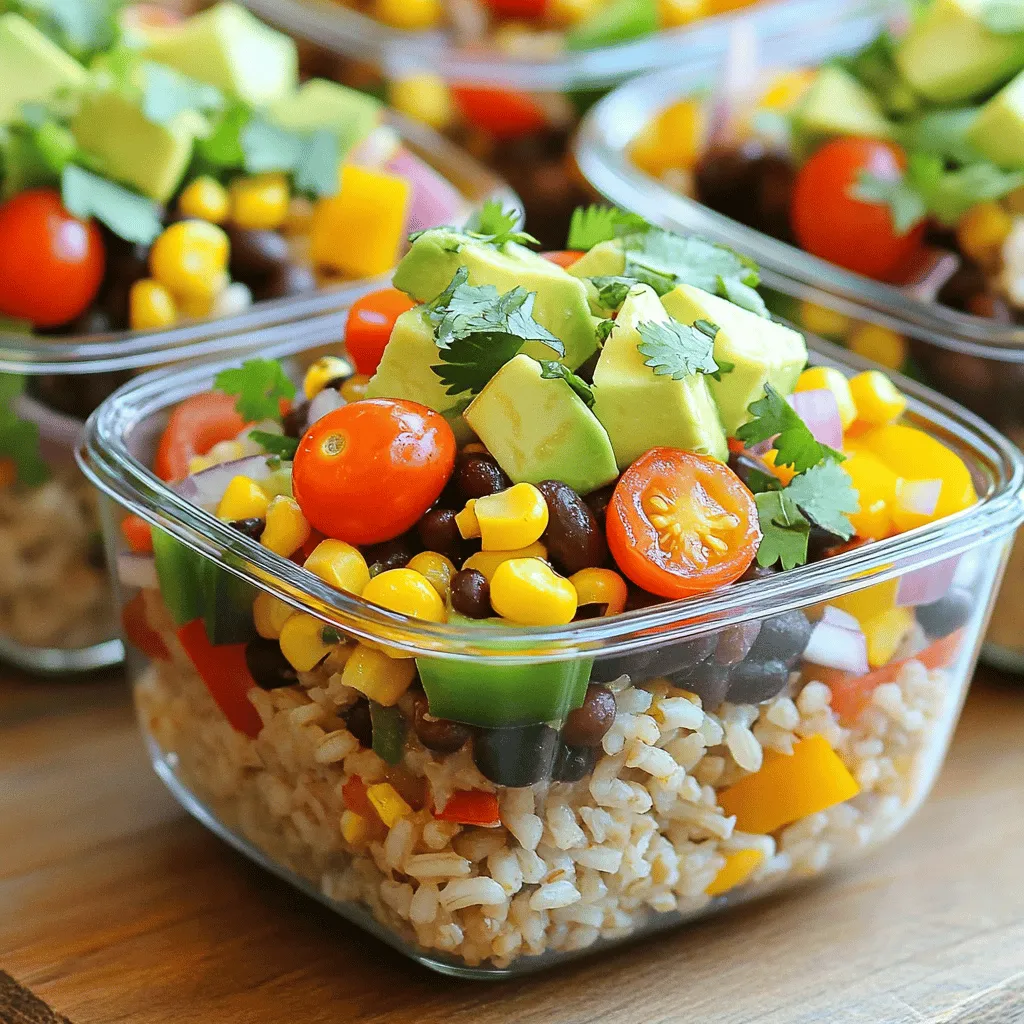 For a tasty burrito bowl, you need: - 1 cup brown rice or quinoa - 1 can black beans, rinsed and drained - 1 cup corn (fresh, frozen, or canned) These main ingredients form the heart of your dish. I love using brown rice for its nutty flavor and texture. Quinoa is a great swap if you want something lighter and gluten-free. Black beans add protein and creaminess, while corn gives a sweet crunch. To make your burrito bowl colorful and fresh, gather: - 1 ripe avocado, diced - 1 cup cherry tomatoes, halved - 1 small red onion, diced - 1 cup bell peppers, diced (red, yellow, or green) These veggies not only add color but also great taste. Avocado brings creaminess, while tomatoes and peppers add juiciness and crunch. Red onion gives a nice sharp bite that balances the creaminess of the avocado very well. For flavor, you will need: - 1 teaspoon cumin - 1 teaspoon paprika - 1 teaspoon chili powder - Juice of 1 lime - Olive oil, salt, and pepper to taste These spices are key to giving your burrito bowls a warm, earthy flavor. Cumin adds depth, paprika brings a hint of sweetness, and chili powder spices things up. A squeeze of lime brightens everything up, making it taste fresh and zesty. By using these ingredients, you can create a delicious burrito bowl that is easy to prepare and full of flavor. For the full recipe, check out the details on how to put it all together. Enjoy! To start, combine one cup of brown rice and two cups of water (or vegetable broth) in a medium saucepan. Bring the mixture to a boil. Once boiling, lower the heat and cover the pan. Let it simmer for 30-35 minutes until the rice is fully cooked. Fluff the rice with a fork and set it aside. Next, heat a tablespoon of olive oil in a large skillet over medium heat. Add one diced small red onion and one cup of diced bell peppers. Sauté these for about 4-5 minutes until they are soft. Then, stir in one cup of corn and one can of black beans, rinsed and drained. Let these cook for another 3 minutes until heated through. Sprinkle in one teaspoon each of cumin, paprika, and chili powder. Also, add a pinch of salt and pepper. Mix everything well and let it cook for 2 more minutes. This allows the spices to blend nicely. Now it’s time to build your burrito bowl! Start with a base of the cooked brown rice (or quinoa) in a bowl. Layer the sautéed mixture on top of the rice. Next, add diced avocado and halved cherry tomatoes on the side. To brighten the flavors, drizzle fresh lime juice over the entire bowl. Finally, garnish with fresh cilantro for a pop of color and flavor. Enjoy your delicious and vibrant Easy Burrito Bowls! For the full recipe, check out the details above. To make your burrito bowls pop with flavor, consider these tips. First, use vegetable broth instead of water when cooking the rice. This simple swap adds depth to the dish. Second, squeeze fresh lime juice over the entire bowl. It brightens every bite and enhances the taste. To save time, prep all your ingredients in advance. Chop vegetables and measure spices before you start cooking. This way, you can assemble your bowls quickly. Cook the rice or quinoa ahead of time too. This step cuts down cooking time during busy weeknights. For a beautiful display, serve your burrito bowls in clear glass bowls. The vibrant colors of the ingredients will stand out and look appealing. Don’t forget to add lime wedges on the side. They not only look great but also invite guests to customize their flavor. {{image_2}} You can easily change the protein in your burrito bowls. Try adding grilled chicken for a classic taste. Shrimp is another great option, bringing a bit of seafood flair. If you want a meatless choice, tofu works well too. You can also use quinoa instead of rice for a fun twist. Both quinoa and rice offer a great base for your meal. Making your burrito bowls vegetarian or vegan is simple. Swap in plant-based cheese or sour cream for creamy goodness without dairy. You can also add more vegetables for extra nutrition. Think about bell peppers, zucchini, or spinach. These options boost flavor and color while keeping things healthy. Don’t shy away from flavors! You can mix in different spices like cayenne for heat or oregano for a fresh taste. Try adding salsa on top for a burst of flavor. Hot sauce can give your bowl an extra kick, too. Feel free to experiment until you find your perfect combination. Each variation can change the whole meal! Check out the Full Recipe to explore more ideas. To keep your burrito bowls fresh, store each part separately. This method helps maintain flavors and textures. Use airtight containers to seal in freshness. This way, your rice, beans, and veggies stay tasty until you're ready to eat again. You can freeze your cooked rice or quinoa for later use. It’s best to freeze these separately from your toppings. This helps keep everything fresh when you reheat later. When you’re ready to eat, gently reheat the rice or quinoa. This keeps the texture nice and fluffy. Leftovers from your burrito bowls last in the fridge for up to four days. After that, the taste may change. If you freeze the components, they can last up to three months. Just remember to label your containers with the date. This way, you won’t forget what's inside! To make your burrito bowls vegetarian, you just need to skip the meat. Use plant-based proteins like black beans or lentils instead. These ingredients pack a protein punch and add great flavor. You can also add more veggies, like sweet potatoes or zucchini, for extra nutrients and taste. Yes, you can meal prep burrito bowls easily! Cook and store each component in separate containers. This way, you can mix and match as you like. Keep cooked rice or quinoa in one container. In another, store your sautéed veggies and beans. Add fresh toppings like avocado or salsa just before serving for the best taste. Adding extra ingredients can really boost the flavor of your burrito bowls. Consider incorporating beans, such as pinto or kidney beans, for more texture. Different veggies, like roasted corn or jalapeños, can add a fun twist. You can also drizzle sauces like salsa or guacamole for a creamy finish. Don’t forget fresh herbs like cilantro or green onions for an added burst of flavor. For the complete recipe, check out the Full Recipe section. In this guide, we explored how to create easy burrito bowls. We covered the key ingredients, cooking steps, and storage tips. Remember to use fresh veggies and flavorful spices. You can customize these bowls to fit your taste. Feel free to experiment with proteins or toppings. These simple meals keep well, making them great for leftovers. Enjoy trying your own variations! Making burrito bowls is fun and a delicious way to eat healthy.