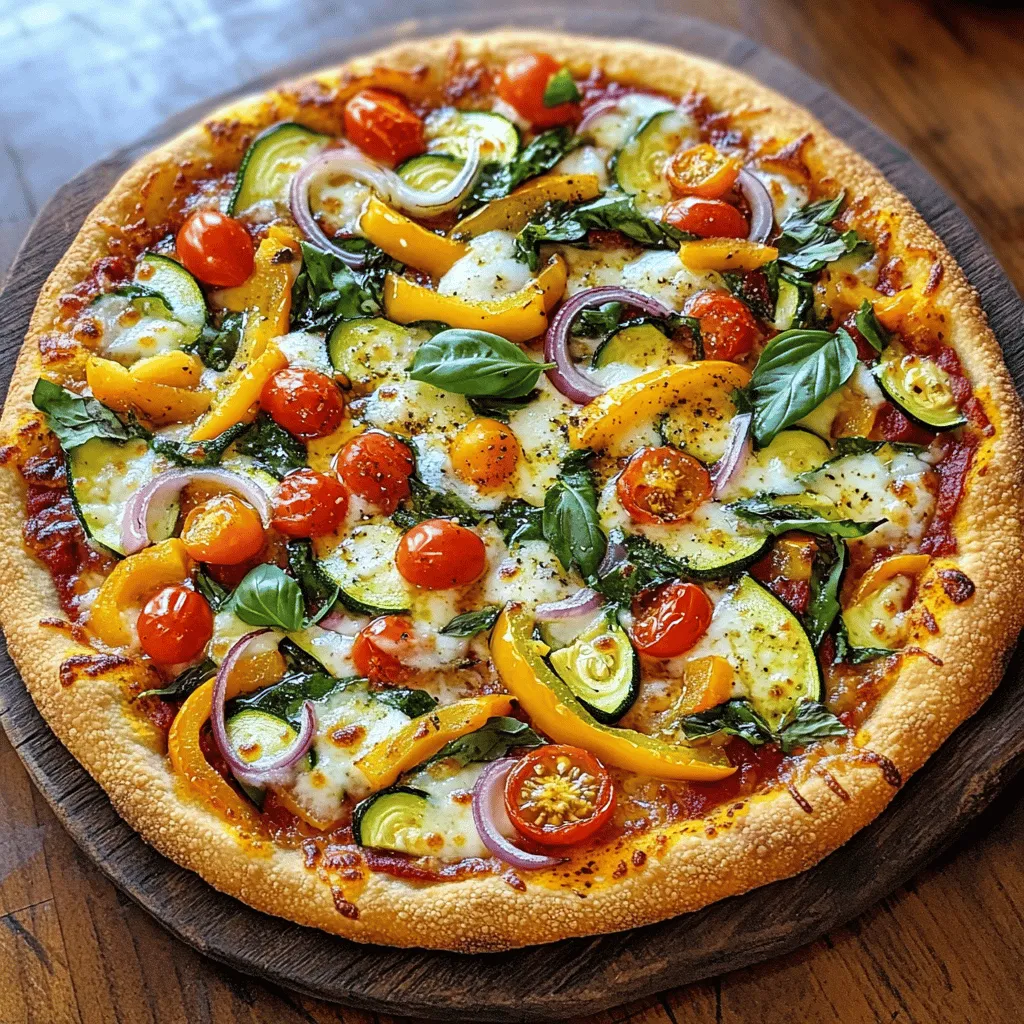 To make a tasty veggie pizza, you need a few key ingredients. Here is what you will need: - 1 pre-made pizza crust (store-bought or homemade) - 1/2 cup pizza sauce - 1 cup shredded mozzarella cheese - 1/2 bell pepper, thinly sliced (any color) - 1 small zucchini, thinly sliced - 1/2 cup cherry tomatoes, halved - 1/2 red onion, thinly sliced - 1/2 cup baby spinach - 1 tablespoon olive oil - 1 teaspoon Italian seasoning - Salt and pepper to taste - Fresh basil leaves for garnish (optional) These ingredients come together to create a colorful and delicious pizza. You can find the full recipe [Full Recipe]. You can get creative with your toppings. Try adding: - Mushrooms for a rich flavor - Olives for a salty kick - Artichoke hearts for a unique taste - Feta cheese for a tangy touch These toppings mix well with the base ingredients. Fresh herbs, like oregano or thyme, also enhance the flavor. If you have dietary needs, there are great alternatives. Consider these options: - Use a gluten-free pizza crust for a gluten-free meal. - Switch mozzarella for vegan cheese if you prefer plant-based options. - Replace olive oil with a low-fat cooking spray to cut calories. These changes keep your pizza tasty while meeting your dietary needs. Enjoy making your own version! First, preheat your oven to 475°F (245°C). This step is crucial to get a crispy crust. If you use a store-bought pizza crust, roll it out on a pizza stone or baking sheet. For homemade dough, shape it into a round crust directly on the surface. Make sure your surface is lightly floured to avoid sticking. Next, take your pizza sauce and spread it evenly over the crust. Leave some space around the edge for a nice crust. After that, sprinkle shredded mozzarella cheese on top of the sauce. Use enough cheese to cover the sauce well. This layer adds creaminess and helps hold the toppings in place. Now it's time for the veggies! In a bowl, mix the sliced bell pepper, zucchini, cherry tomatoes, and red onion. Drizzle with olive oil, and add Italian seasoning, salt, and pepper. Toss everything to coat the veggies evenly. Spread the seasoned vegetables over the cheese on your pizza. Make sure to space them out. This helps them cook evenly. Finally, add baby spinach on top for extra color and flavor. Place your pizza in the hot oven and bake for about 12-15 minutes. Keep an eye on it. You want the crust to be golden and the cheese to be melted and bubbly. When it's done, take it out and let it cool for a couple of minutes. Then, slice, serve, and enjoy your Easy Veggie Pizza! For the complete recipe, refer to the Full Recipe section. To get a great crust, start with a hot oven. Preheat it to 475°F (245°C). If you use a pizza stone, heat it too. This helps the crust cook evenly. When rolling out the dough, keep it thin. A thin crust gets crispy. You can brush olive oil on the edges. This gives it a nice golden color. Make this veggie pizza your own! You can swap veggies based on what you like. Try mushrooms, olives, or artichokes. If you want it spicy, add jalapeños. For a savory touch, sprinkle feta cheese or goat cheese. You can even change the sauce. Use pesto or a white sauce for a twist. Every oven cooks a bit differently. Keep an eye on your pizza as it bakes. If your oven runs hot, check it early. You may need only 10 minutes. If it's cooler, it might take longer than 15 minutes. The pizza is ready when the crust is brown and the cheese is bubbly. Trust your senses! {{image_2}} If you need a gluten-free pizza, there are great options! Many stores sell gluten-free pizza crusts. You can choose from brands like Caulipower or Udi's. You can also make your own using almond flour or chickpea flour. Just mix flour with water and some spices, then bake it. This gives you a tasty base for your veggie pizza. If you want to skip dairy, try vegan cheese! Brands like Daiya or Violife offer great flavors. You can also use nutritional yeast for a cheesy taste. Just sprinkle it on top of your pizza before baking. Blending soaked cashews with lemon juice creates a creamy option, too. This way, everyone can enjoy the pizza! Mixing different veggies can make your pizza special. Try artichokes, mushrooms, or broccoli for new flavors. You can also add roasted red peppers or olives for a kick. For a fresh taste, add arugula or kale after baking. Experiment with your favorite veggies to create a pizza that you love! For more ideas, check the Full Recipe for inspiration. After enjoying your veggie pizza, store any leftovers in the fridge. Place the slices in an airtight container. This helps keep the pizza fresh and tasty. You can also wrap the slices in plastic wrap. This way, they won’t dry out. Leftover pizza can stay good for up to four days. To heat up your leftover pizza, use an oven. Preheat it to 350°F (175°C). Place the pizza slices on a baking sheet. Heat them for about 10 minutes. This method keeps the crust crispy while warming the cheese. You can also use a skillet. Heat it over medium heat for about 5 minutes. Cover it with a lid to melt the cheese evenly. If you want to save pizza for later, freezing is a great option. Allow the pizza to cool completely. Then, slice it into pieces. Wrap each slice in plastic wrap. Place the wrapped slices in a freezer bag to prevent freezer burn. Label the bag with the date. Your veggie pizza can last up to three months in the freezer. When you’re ready to eat, thaw it in the fridge overnight and reheat as mentioned above. Be sure to check out the Full Recipe for more details! Making Easy Veggie Pizza takes about 25 minutes. This includes 10 minutes for prep and 15 minutes for baking. It’s quick and great for busy nights. You can enjoy it fresh and hot from the oven in no time. Yes, you can use homemade pizza sauce! It adds a personal touch to your pizza. Just follow your favorite recipe or blend fresh tomatoes, garlic, and herbs. Make sure your sauce is thick enough to avoid a soggy crust. Here are some common mistakes to watch out for: - Overloading toppings: Too many toppings can make the pizza soggy. Keep it simple for the best taste. - Not preheating the oven: Always preheat your oven. This helps the crust cook evenly and become crispy. - Using cold dough: Let the dough come to room temperature before rolling it out. Cold dough can be hard to shape. - Skipping the crust edge: Leave a small edge when spreading sauce. This helps form a nice crust while baking. By avoiding these mistakes, your Easy Veggie Pizza will turn out great! For the complete recipe, check the Full Recipe section above. Making Easy Veggie Pizza is simple and fun. Start with fresh ingredients, layer them well, and customize to your taste. Keep these tips in mind: perfect crust, good storage, and reheating. This meal is not just tasty; it’s also easy to adapt for different diets. You can explore new flavors with unique veggie combos or gluten-free options. Enjoy your pizza-making journey and share your creations with others. Baking can be a blast, so get started in your kitchen today!