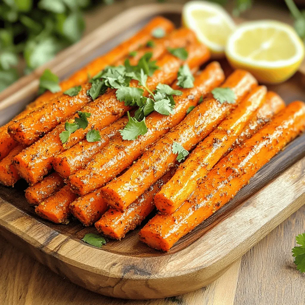 - 1 lb (450g) carrots - 2 tablespoons olive oil - 2 tablespoons honey or maple syrup - Fresh cilantro or parsley for garnish - 1 tablespoon lemon juice - 1 teaspoon ground cumin - 1 teaspoon ground coriander - 1/2 teaspoon smoked paprika - 1/4 teaspoon cinnamon - 1/4 teaspoon cayenne pepper - Salt to taste The key to making Moroccan spiced carrots lies in the fresh ingredients and spices. First, pick bright, firm carrots. Their natural sweetness shines through the spices. Olive oil adds richness, while honey or maple syrup balances the spice. Fresh herbs like cilantro or parsley offer a bright finish. Next, let's talk about spices. Ground cumin gives warmth, while coriander adds a citrus twist. The smoked paprika brings a hint of smokiness, and cinnamon adds depth. Cayenne pepper adds heat, which you can adjust to your taste. Salt enhances all these flavors. This dish is simple yet packed with flavor. You can find the full recipe above for all the details. - Preheat oven to 425°F (220°C) - Line a baking sheet with parchment paper Start by getting your oven nice and hot. Preheating to 425°F helps the carrots roast evenly. Next, grab a baking sheet and line it with parchment paper. This step makes cleanup easy and prevents sticking. - Combine olive oil and spices in a mixing bowl - Toss carrots in the marinade In a mixing bowl, pour in the olive oil. Add ground cumin, coriander, smoked paprika, cinnamon, and cayenne pepper. Mix these spices well. This will create a lovely marinade. Now, toss in your carrot sticks. Make sure each piece gets coated in the spice mix. This is where the magic begins! - Spread carrots on the baking sheet - Roast for 25-30 minutes, flipping halfway Now, spread the coated carrots on your lined baking sheet. Make sure they are in a single layer. This helps them roast evenly. Pop them in the oven for 25 to 30 minutes. Halfway through, flip the carrots. This step ensures that both sides caramelize nicely. The result will be tender and flavorful carrots that you can't resist. For more details, check the Full Recipe. To get great roasted carrots, you need to watch the cooking time. For tender carrots, aim for 25-30 minutes. If you like them softer, add a few more minutes. Flipping them halfway is key for even caramelization. This helps them brown nicely on all sides, giving you that sweet flavor. You can easily change the flavor by adding different spices. Think about using ginger or turmeric for a warm twist. You can also swap honey for maple syrup or agave for a different sweetness. This lets you adjust the taste to your liking. Serve these carrots with proteins like chicken or fish for a complete meal. They also pair well with grains like couscous or quinoa. For a fun touch, try creative plating. A pile of colorful carrots on a white plate looks stunning! For more ideas, check out the Full Recipe for Moroccan Spiced Carrots. {{image_2}} You can add harissa for extra heat. This North African chili paste will spice things up. Just mix a tablespoon into the marinade. You can also sprinkle roasted nuts on top. They add a nice crunch and flavor contrast. To make this dish vegan, replace honey with agave syrup. This keeps the sweetness without using animal products. You can also adjust the spices. Try adding more cumin or coriander for a different flavor. Use seasonal vegetables alongside carrots. Root veggies like turnips or beets work well. You can even substitute carrots with parsnips. They have a sweet, nutty taste and pair well with the spices. For the full recipe, check the detailed instructions above. To keep your Moroccan spiced carrots fresh, store leftovers in an airtight container. Place them in the fridge. They will stay good for about 3 to 4 days. When storing, let them cool to room temperature first. This helps avoid excess moisture and keeps them crisp. You can freeze these tasty carrots for later use. First, let them cool completely. Then, transfer them to a freezer-safe bag or container. Remove as much air as possible before sealing. They can last up to 3 months in the freezer. When you're ready to enjoy them, thaw in the fridge overnight. To reheat your carrots, the oven works best. Preheat your oven to 350°F (175°C). Spread the carrots on a baking sheet. Heat for about 10-15 minutes, or until warm. This method keeps them crispy. You can also use a microwave, but they may lose some texture. Heat in short bursts to avoid overcooking. Enjoy them as a side dish with your meals! For the full recipe, check out the details above. Yes, you can use many types of vegetables. Try sweet potatoes, zucchini, or bell peppers. These veggies hold up well in the oven. You can also mix them with the carrots for added flavor. Just cut them into similar sizes to ensure even cooking. To make the dish milder, reduce the cayenne pepper. You can also leave it out. For more heat, add more cayenne or try harissa. Taste the spice mix before coating the carrots. This way, you can find the right level for your taste. A serving of Moroccan spiced carrots has about 150 calories. They are low in fat and packed with vitamins. Carrots provide Vitamin A, good for the eyes. The honey adds a bit of sugar, but it’s natural. This dish is both tasty and nutritious. You can prep the carrots and spices a day in advance. Cut the carrots and mix them with the spices. Store in the fridge in an airtight container. When ready, just roast them. They will taste fresh and delicious even after a day. This blog post covered how to make tasty Moroccan spiced carrots. We went over fresh ingredients, step-by-step cooking, and useful tips. You learned how to adjust flavors, try new vegetables, and enhance presentation. Remember, you can easily customize this dish to fit your taste. Enjoy experimenting with spices and sharing your creations. Don’t hesitate to play with variations for fun flavors. Happy cooking and enjoy the delicious results!