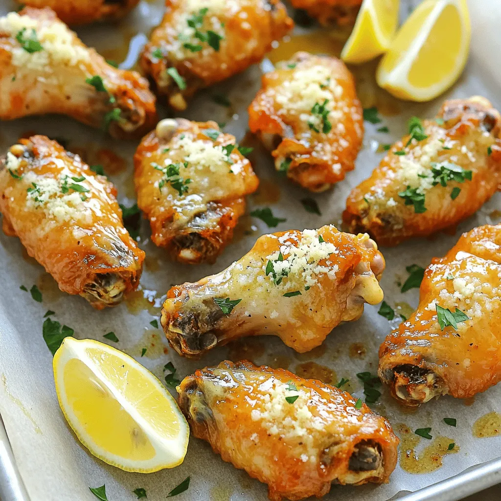 To make these tasty garlic Parmesan chicken wings, you need a few simple items. Here’s a list of what you’ll need: - 2 pounds chicken wings - 4 tablespoons unsalted butter, melted - 5 cloves garlic, minced - 1/2 cup grated Parmesan cheese - 1 tablespoon olive oil - 1 teaspoon garlic powder - 1 teaspoon onion powder - 1 tablespoon fresh parsley, chopped (plus extra for garnish) - Salt and pepper to taste - Optional: Lemon wedges for serving These ingredients come together to create a delicious flavor. The chicken wings are the star here. They soak up all the flavors from the garlic, butter, and Parmesan cheese. Using fresh garlic gives a strong taste, while the Parmesan adds a rich, nutty note. I love how the butter creates the perfect base for the sauce. It makes the wings shiny and helps the other flavors stick. The parsley adds a bright touch, making the dish look pretty too. If you want a pop of flavor, serve with lemon wedges. They add a zesty kick that pairs well with the wings. This recipe is simple, yet it offers a big flavor payoff. You can easily make these wings for game day or a cozy dinner at home. For the full recipe, check out the details above. First, set your oven to 425°F (220°C). This high heat helps the wings get crispy. While the oven warms up, line a large baking sheet with parchment paper. This step makes cleanup easy. In a large bowl, mix the chicken wings with olive oil, garlic powder, onion powder, salt, and pepper. Use your hands to coat every wing well. Make sure they are all covered in the seasonings. This will add great flavor. Spread the wings out in one layer on the baking sheet. Bake them for 35 to 40 minutes. Remember to flip them halfway through. This helps them cook evenly and get that golden brown look. While the wings bake, melt the butter in a small saucepan over medium heat. Add the minced garlic and cook it for 1 to 2 minutes. You want it to smell great but not brown. Once it smells good, take it off the heat. Stir in the Parmesan cheese and chopped parsley until well mixed. When the wings finish baking, take them out of the oven. Place them in a large bowl. Pour the garlic Parmesan sauce over the hot wings. Toss them gently to coat every wing in the sauce. This step is key for great flavor. Serve the wings hot. Add extra chopped parsley on top for a fresh touch. If you like, serve with lemon wedges for a zesty kick. These wings are perfect for any gathering or just a tasty treat. For the complete recipe, check the Full Recipe section. To get crispy wings, start with dry chicken. Pat them with paper towels. This helps remove extra moisture. Use a high oven temperature of 425°F (220°C). Bake them on a lined tray. Flip halfway through for even crisping. Using a wire rack can also help air flow around the wings. For a strong garlic taste, use fresh garlic cloves. Minced garlic gives a bold flavor. Cook it just enough to be fragrant, about 1-2 minutes. Don't let it brown, as that can make it bitter. Mixing garlic powder with fresh garlic adds depth. The sauce should coat the wings well. Melt the butter and mix it with garlic and cheese. If the sauce is too thick, add a bit more butter. If it’s too thin, add more cheese. You want a nice balance. This makes every bite flavorful and rich. For the full recipe, check out the details above. {{image_2}} Buffalo style wings add heat to the classic garlic Parmesan flavor. Start with the same recipe. After tossing the wings in the garlic Parmesan sauce, add a few dashes of hot sauce. You can use your favorite brand, like Frank's RedHot or Sriracha. This mix of spicy and savory creates a perfect balance that many love. For those who like extra heat, try a spicy rub. Mix cayenne pepper and smoked paprika into the olive oil. Coat the wings before baking. This will give your wings a nice kick before you add the garlic Parmesan sauce. You can adjust the spice level to match your taste. A little goes a long way! Using an air fryer makes crispy wings with less oil. First, season the wings as usual. Then, place them in the air fryer basket in a single layer. Cook at 400°F for about 25-30 minutes. Shake the basket halfway through to ensure even cooking. After they are crispy, toss them in the garlic Parmesan sauce from the Full Recipe. You’ll love the crunch! After you enjoy your Garlic Parmesan chicken wings, store any leftovers in an airtight container. This helps keep them fresh. Let the wings cool down before sealing them. They can last in the fridge for about three to four days. To reheat the wings, use an oven. Preheat it to 350°F (175°C). Place the wings on a baking sheet and heat for about 10-15 minutes. This method helps retain their crispiness. You can also use a microwave. Heat in short bursts of 30 seconds. Check often to avoid sogginess. If you want to save the wings for later, freezing is a great option. First, let the wings cool completely. Then, place them in a freezer-safe bag. Remove as much air as possible before sealing. These wings can last for about two to three months in the freezer. To enjoy, thaw them in the fridge overnight and reheat as mentioned before. For the full recipe, check out the Garlic Parmesan Chicken Wings section above. To get your wings extra crispy, use a wire rack. Place it on your baking sheet. This allows air to flow around the wings. You should also pat them dry with paper towels before seasoning. This helps remove moisture. Bake them at a high temperature, around 425°F (220°C). Flip them halfway through for even cooking. Yes, you can use frozen chicken wings. Just make sure to thaw them first. You can do this in the fridge overnight. If you are in a hurry, run them under cold water. Once thawed, follow the same steps in the Full Recipe. Cooking time may be a bit longer. These wings pair well with many sides. You might enjoy them with celery and carrot sticks. A cool ranch or blue cheese dip also works well. For a fun twist, serve them with garlic bread. You can even add a fresh salad for balance. Cooked wings last about 3-4 days in the fridge. Store them in an airtight container. Let them cool to room temperature before sealing. This keeps them fresh and tasty for your next meal. Yes, you can make the sauce ahead of time. Just store it in an airtight container. Refrigerate it for up to a week. Reheat it gently on the stove or in the microwave before tossing with your wings. This way, you save time when you’re ready to eat. In this post, we explored making Garlic Parmesan Chicken Wings. We covered ingredients, step-by-step cooking methods, and tips for perfect wings. Remember, achieving that crispy texture and rich garlic flavor is key. Also, mention variations to spice things up. Finally, proper storage will help you enjoy leftovers longer. With these easy steps, you can serve delicious wings for any occasion. Keep experimenting and enjoy your cooking journey!