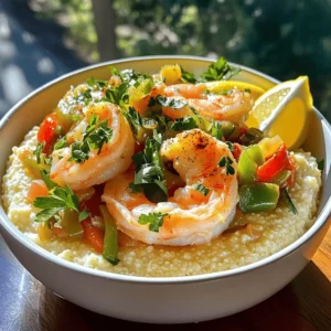- 1 cup grits (stone-ground preferred) - 4 cups water or low-sodium chicken broth - 1 pound shrimp, peeled and deveined - 4 slices of smoked gouda cheese - 2 tablespoons butter - 1 tablespoon olive oil - 1/2 cup bell peppers (red and green), diced - 1/2 cup onion, finely chopped - 2 cloves garlic, minced - 1 teaspoon smoked paprika - 1/2 teaspoon cayenne pepper (adjust to taste) - Salt and pepper to taste - 2 tablespoons chopped fresh parsley for garnish - Lemon wedges for serving (optional) If you want to swap out grits, try polenta. It has a similar texture and taste. You can also experiment with different cheeses. Cheddar or pepper jack can add a nice kick. If shrimp isn’t your thing, you can use scallops or firm fish instead. These options will still give you a tasty dish. Selecting fresh shrimp is key for the best taste. Look for shrimp that smell like the sea, not fishy. When choosing herbs, fresh parsley brightens the dish nicely. If you use dried herbs, cut the amount in half. Good broth can make a big difference. Low-sodium chicken broth adds depth without being too salty. If you only have water, that's fine, but broth really adds flavor. Start by boiling 4 cups of water or low-sodium chicken broth. Use a medium saucepan for this. Once it boils, gradually whisk in 1 cup of grits. This helps avoid clumps. Lower the heat and let it simmer for 20-25 minutes. Stir occasionally until the grits thicken. You want a creamy texture, so keep an eye on it. After cooking, remove the pan from the heat. Stir in 4 slices of smoked gouda cheese until it melts. Season with salt and pepper to taste. Keep the grits warm while you cook the shrimp. In a large skillet, heat 1 tablespoon of olive oil and 1 tablespoon of butter over medium heat. Add 1/2 cup of diced bell peppers and 1/2 cup of finely chopped onion. Sauté these for about 3 minutes until they soften. Next, add 2 cloves of minced garlic, 1 teaspoon of smoked paprika, and 1/2 teaspoon of cayenne pepper. Then, toss in 1 pound of peeled and deveined shrimp. Cook for 4-5 minutes. The shrimp should turn pink and curl slightly. This shows they are done. Adjust the seasoning with salt and pepper as needed. Add the remaining tablespoon of butter to the skillet. Stir well to combine the flavors. For a great presentation, spoon the cheesy grits onto a plate or shallow bowl. Top it with the shrimp mixture. A sprinkle of 2 tablespoons of chopped fresh parsley adds color. You can also serve lemon wedges on the side. The lemon gives an extra burst of flavor. For sides, consider a light salad or cornbread. Pair your meal with iced tea or a crisp white wine. This enhances the Southern charm of your dish. Check the [Full Recipe] for more details. - Recommended cooking oils: Use olive oil or butter for the best taste. These fats add creaminess and depth to your dish. - Enhancing flavors with spices: Smoked paprika and cayenne pepper bring warmth and smokiness. Adjust these spices to match your heat preference. - Using stock vs. plain water for cooking grits: Always use low-sodium chicken broth instead of plain water. Broth adds rich flavor to the grits, making them more delicious. - Avoiding clumpy grits: Stir the grits often as they cook. This keeps them smooth and prevents clumps from forming. - Ensuring shrimp are tender, not overcooked: Cook shrimp just until they turn pink. Overcooking makes them tough, so watch them closely. - Mixing techniques for creamy consistency: Once the grits are cooked, stir in smoked gouda cheese thoroughly. This creates a creamy and rich texture that pairs well with shrimp. - Best pots for cooking grits: A heavy-bottomed saucepan is ideal. It distributes heat evenly and helps prevent burning. - Recommended skillet types for shrimp: Use a non-stick or cast iron skillet. These surfaces allow for perfect searing without sticking. - Essential utensils for prep and serving: A whisk for the grits and a spatula for the shrimp are must-haves. These tools ensure you get the best results in both texture and flavor. {{image_2}} Shrimp and grits is a dish that changes from region to region. In the Southern states, cooks add rich flavors. They often use smoked sausage for a heartier taste. The dish can vary widely by state. For example, in South Carolina, chefs may add a kick of hot sauce and a touch of sweetness. Louisiana brings its own flair with Cajun and Creole spices. Here, you might find garlic, green onions, and a spicy kick. If you live near the coast, feel free to use local seafood. It adds a unique touch to this classic dish. You can easily adjust this dish for different diets. To make it gluten-free, simply check your grits. Most stone-ground grits are gluten-free. For a dairy-free version, swap the smoked gouda for a non-dairy cheese. Coconut or cashew cream can replace butter for a rich flavor. If you're interested in a vegan take, use mushrooms instead of shrimp. They add a nice texture and flavor. You can also use vegetable broth instead of chicken broth. This keeps it plant-based while still being delicious. Adding new ingredients can elevate shrimp and grits. For example, bacon or sausage brings a smoky flavor. This can create a rich, savory taste. You can also play with different cheeses. Cheddar, pepper jack, or even feta can change the dish's profile. Try adding a drizzle of spicy sauce for a kick. You might also consider a topping of sautéed greens or fresh herbs. This adds color and freshness to your plate. Let your creativity shine as you explore these enhancements. For a complete guide, check out the Full Recipe. To keep your shrimp and grits fresh, place leftovers in an airtight container. Store them in the fridge. They stay good for about 2 to 3 days. After this time, the shrimp may lose quality. Grits can harden and dry out, making them less tasty. When reheating, use low heat on the stove. Add a splash of broth or water to the grits. This helps them regain their creamy texture. For shrimp, warm them gently to avoid overcooking. If you cook them too long, they can become rubbery. Stir occasionally for even heating. You can freeze shrimp and grits to save them for later. First, let the dish cool completely. Then, pack it in a freezer-safe container. It can last up to 2 months in the freezer. When ready to eat, thaw it in the fridge overnight. Reheat on the stove, adding a bit of liquid to help the grits. Enjoy your flavorful meal again! For the Full Recipe, check the earlier section. Shrimp and grits has roots in the Lowcountry of South Carolina. This dish began as a simple meal for fishermen. It was common for them to eat shrimp with grits for breakfast. Over time, it grew in popularity and moved beyond breakfast. Today, it is a staple in Southern cuisine. Chefs across the U.S. now serve this dish in many styles. Yes, you can use frozen shrimp for shrimp and grits. Frozen shrimp is often just as good as fresh. When using frozen shrimp, thaw them first. You can thaw shrimp by placing them in the fridge overnight. If you need them quicker, place them in a bowl of cold water for about 15 minutes. Just make sure to dry them well before cooking. You can serve shrimp and grits with many tasty sides. Some popular options include: - Sautéed greens like collard or kale - Fried green tomatoes - A fresh garden salad For drinks, consider serving sweet tea or a light white wine. These pair well with the rich flavors of the dish. Shrimp is a good source of protein and low in calories. Grits provide carbs and fiber. However, you can make it healthier by: - Using less butter - Choosing low-sodium broth - Adding more vegetables like spinach or tomatoes This way, you keep the flavor while making it a bit lighter. To make shrimp and grits, you will need: - 1 cup grits (stone-ground preferred) - 4 cups water or low-sodium chicken broth - 1 pound shrimp, peeled and deveined - 4 slices of smoked gouda cheese - 2 tablespoons butter - 1 tablespoon olive oil - 1/2 cup bell peppers (red and green), diced - 1/2 cup onion, finely chopped - 2 cloves garlic, minced - 1 teaspoon smoked paprika - 1/2 teaspoon cayenne pepper (adjust to taste) - Salt and pepper to taste - 2 tablespoons chopped fresh parsley for garnish - Lemon wedges for serving (optional) The recipe takes about 10 minutes to prep and 40 minutes total. For more details, check the Full Recipe. Shrimp and grits is a classic dish full of flavor and history. We covered the necessary ingredients, highlighted substitutions, and shared tips for freshness and flavor. You learned how to prepare grits, cook shrimp, and serve it all beautifully. From regional variations to dietary adaptations, the possibilities are endless. Remember, quality ingredients lead to great taste. With a bit of practice, you can impress anyone with this dish. Enjoy cooking your shrimp and grits, and don't forget to get creative along the way!
