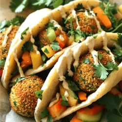 - 1 cup dried chickpeas, soaked overnight - 1 small onion, roughly chopped - 2 cloves garlic, minced - 1/4 cup fresh parsley, chopped - 1/4 cup fresh cilantro, chopped - 1 teaspoon ground cumin - 1 teaspoon ground coriander - 1/2 teaspoon baking powder - 1/4 teaspoon cayenne pepper (optional) - Salt and pepper to taste - 3 tablespoons olive oil (plus extra for baking) - 1/2 cup breadcrumbs (preferably whole wheat) Now, let’s talk about the ingredients. You need dried chickpeas. Soak them overnight to soften. This makes them easier to blend. Next, chop a small onion and mince two garlic cloves. These add a lot of flavor. Then, chop fresh parsley and cilantro. These herbs give the falafel a bright taste. For spices, you will need ground cumin and ground coriander. These warm spices create a lovely base flavor. Baking powder helps the falafel rise and stay fluffy. If you like heat, add cayenne pepper. Adjust salt and pepper to your taste. To bind everything, use olive oil and whole wheat breadcrumbs. The oil adds richness, while breadcrumbs help hold the mixture together. With this list, you can create a crispy, flavorful falafel. Check out the full recipe to see how to bring these ingredients together. - Preheat your oven to 400°F (200°C) and line a baking sheet with parchment paper. - Drain and rinse the soaked chickpeas, then transfer them to a food processor. - Add onion, garlic, parsley, cilantro, spices, and salt to the food processor. - Pulse until finely ground, maintaining some texture — avoid turning it into a paste. - Mix olive oil and breadcrumbs into the falafel mixture. - Shape into small balls or patties and arrange them on the baking sheet. - Lightly drizzle or brush tops with olive oil and bake for 20-25 minutes. This process allows you to create crispy baked falafel that is full of flavor. Enjoy making these at home! For a detailed recipe, check the Full Recipe. - Use dry chickpeas instead of canned for better texture. - Ensure falafel aren’t overcrowded on the baking sheet. To get that perfect crunch, start with dry chickpeas. Soak them overnight. This makes them plump and ready to blend. Canned chickpeas can make your falafel mushy. Next, when you place your falafel balls on the baking sheet, give them space. Crowding can lead to steaming instead of crisping. - Add spices like paprika or nutmeg for different flavor profiles. - Incorporate other herbs like dill or mint for a fresh taste. Spices can change your falafel game. A sprinkle of paprika gives warmth. Nutmeg adds a hint of sweetness. Fresh herbs like dill or mint bring brightness to every bite. Experiment with these flavors to find your favorite mix. - Flip the falafel halfway through for even crispiness. - Consider broiling for the last 2-3 minutes for added browning. When baking, flip your falafel halfway. This helps them brown evenly. For an extra crispy finish, turn on the broiler for the last few minutes. Just watch closely to avoid burning. This technique gives your falafel that golden look and delightful crunch. {{image_2}} If you need a gluten-free option, swap breadcrumbs with gluten-free alternatives like almond flour or crushed rice crackers. This change keeps the falafel crispy while catering to your dietary needs. For a vegan option, check that all added ingredients are certified vegan, including any sauces you choose to pair with your falafel. You can easily change the flavor of your falafel. For a Mediterranean style, mix in chopped olives and sundried tomatoes. This twist adds a burst of flavor and makes your falafel more exciting. If you like heat, create a spicy version by adding more cayenne pepper or some chopped jalapenos. This will give your falafel a nice kick that spice lovers will enjoy. How you serve your falafel can change the whole meal. You can stuff it in warm pita bread, add it to salads, or even include it in a mezze platter with other tasty bites. Pair your falafel with sauces like tzatziki for a cooling contrast or try a tahini sauce for a nutty flavor. The options are endless, and each serving style adds its own twist to this delicious dish. For the full recipe, check the link provided. You can store any leftover falafel in an airtight container. Keep it in the fridge for up to 3 days. If you want to keep it longer, freeze the baked falafel. It stays good for up to 3 months. When you're ready to eat, just reheat it. To make your falafel crispy again, use the oven. Heat it at 350°F (175°C) for about 10 minutes. This way, it will regain its crunch. Be careful with the microwave. It might make the falafel soft and chewy. You can add leftover falafel to many dishes. Toss them in salads, wraps, or grain bowls for a tasty meal. Crumble falafel over pizza for extra protein. You can even mix it into sauces for a flavor boost. For a full recipe, check out the Crispy Baked Falafel recipe above! To make falafel crispy, start with dry chickpeas, not canned. Soak them overnight. This gives falafel a great texture. When you blend the mixture, do not over-process it. Keep some texture for crunch. Also, use a good amount of olive oil when baking. Finally, flip them halfway through baking for even crispiness. Yes, you can make falafel in advance. Prepare the mixture and form the balls. Then, store them in the fridge for up to two days. You can also freeze them for longer storage. Just bake them straight from the freezer, adding a few extra minutes to the cooking time. Baked falafel pairs well with many sides. Here are some great options: - Pita bread - Hummus - Tahini sauce - Fresh veggies like cucumbers and tomatoes - A crunchy salad These items add flavor and texture to your meal. Yes, baked falafel is healthier than fried. Baking uses less oil, making it lower in calories. Fried falafel absorbs more oil, adding extra fat. Baked falafel still has great flavor and a nice crunch. It’s a tasty option for health-conscious eaters. You can use canned chickpeas, but the texture may change. Canned chickpeas are softer, so reduce the liquids in your recipe. Drain and rinse them well before blending. You may need to add more breadcrumbs to help the mixture hold together. Leftover baked falafel can last in the fridge for three days. Store them in an airtight container to keep them fresh. For longer storage, freeze them for up to three months. Reheat in the oven to regain their crispiness. Making baked falafel is simple and enjoyable. We covered ingredients like chickpeas, herbs, and spices. You learned how to blend and shape your falafel, then bake them for the perfect texture. With tips for crispiness and flavor variations, your options are endless. Don't forget how to store leftovers and use them in new dishes. Enjoy creating delicious meals that are both healthy and satisfying. It’s time to make your own tasty falafel!