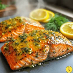 To make Garlic Herb Butter Salmon, gather these fresh and simple ingredients: - 4 salmon fillets - 4 tablespoons unsalted butter, softened - 4 cloves garlic, minced - 2 tablespoons fresh parsley, chopped - 1 tablespoon fresh dill, chopped - 1 tablespoon lemon juice - Salt and pepper to taste - Lemon slices for garnish These ingredients create a tasty dish that stands out. The salmon fillets provide healthy protein. Unsalted butter adds rich flavor. Fresh garlic gives it a strong taste. The herbs, like parsley and dill, add a fresh touch. Lemon juice brings brightness to the dish. Salt and pepper round out the flavors. For a fun touch, use lemon slices to garnish. If you want to see how to prepare this dish, check the Full Recipe. Preparing the garlic herb butter Start by taking a small bowl. Add 4 tablespoons of softened butter. Next, mix in 4 minced garlic cloves. Then, add 2 tablespoons of chopped fresh parsley and 1 tablespoon of chopped fresh dill. Pour in 1 tablespoon of lemon juice. Add salt and pepper to taste. Mix all the ingredients well until they form a nice blend. Prepping the salmon fillets Grab 4 salmon fillets and place them on a clean surface. Make sure to check for any bones and remove them if you find any. This step ensures you have a perfect bite. Then, line a baking sheet with parchment paper or lightly grease it. Applying the garlic herb butter to the salmon Place the salmon fillets skin-side down on the baking sheet. Take the garlic herb butter mixture and generously spread it over each fillet. Ensure that you cover the salmon evenly. This will help the flavors seep in while cooking, making it taste amazing! Preheating the oven Now, it’s time to preheat the oven. Set it to 400°F (200°C). Preheating is crucial as it ensures even cooking. Baking the salmon Once the oven is hot, place the baking sheet inside. Bake the salmon for 12-15 minutes. Keep an eye on it! The salmon is done when it flakes easily with a fork. After baking, let it rest for 2 minutes before serving. How to serve garlic herb butter salmon Serve the salmon hot right from the oven. Garnish it with fresh lemon slices for added flavor and a pop of color. Ideal side dishes I love pairing garlic herb butter salmon with steamed veggies or rice. Quinoa or a fresh salad also works great. These sides complement the salmon perfectly and add a balanced meal. For the full recipe, check out the recipe section above! To ensure the perfect salmon texture, start with fresh salmon. The salmon should feel firm and moist. When you bake it, keep an eye on the time. Bake it for 12 to 15 minutes. This time helps the fish cook through but stay juicy. To avoid overcooking, use a fork to check the salmon. When it flakes easily, it is done. If it feels tough, it has cooked too long. You can also use a meat thermometer. Aim for an internal temperature of 145°F (63°C). For added flavor, try using different herbs. Thyme or basil can work well with the garlic. You can also add spices like paprika for a smoky taste. Pair this dish with sauces like tartar or a simple lemon butter sauce. For sides, consider serving it with rice or steamed veggies. These pair well with the rich flavors of the salmon. For the full recipe, check out the Garlic Herb Butter Salmon section. {{image_2}} You can change the fish if you want. Try using trout or cod instead of salmon. These options also soak up the garlic herb butter well. For a plant-based choice, use firm tofu. It gives a nice texture and flavor. If you need dairy-free options, use olive oil instead of butter. Just mix olive oil with garlic, herbs, and lemon. This swap still keeps the dish tasty. For gluten-free options, this recipe is already safe. Just check any other ingredients for hidden gluten. You can choose how to cook your salmon. Pan-searing gives a nice crust. Heat some oil in a pan and add the salmon. Cook for about 4-5 minutes per side. Spread the garlic herb butter on top while it cooks. Baking is easy and hands-off. Preheat your oven to 400°F (200°C). Place the salmon on a baking sheet and cover it with the garlic herb butter. Bake for 12-15 minutes. This method makes the fish tender and moist. Grilling adds a smoky flavor. Preheat your grill and oil the grates. Place the salmon skin-side down and brush with garlic herb butter. Grill for 6-8 minutes per side. You get a crispy outside and a juicy inside. For the full recipe, see the section above. To store leftovers, first cool the garlic herb butter salmon to room temperature. Place it in an airtight container. This keeps it fresh and safe. You can also wrap it tightly with plastic wrap. It will last in the fridge for up to three days. After that, the quality may drop. For freezing cooked salmon, let it cool completely first. Wrap the salmon tightly in plastic wrap. Then place it in a freezer-safe bag or container. This helps prevent freezer burn. The salmon can stay in the freezer for up to three months. When you're ready to eat, thaw the salmon in the fridge overnight. If you need it faster, you can use the microwave. For reheating, place it in the oven at 350°F (175°C) for about 10-15 minutes. This keeps it moist and tasty. For the full recipe, check out the Garlic Herb Butter Salmon section above. How long to bake garlic herb butter salmon? You should bake garlic herb butter salmon for 12 to 15 minutes. This time helps the salmon cook through and stay moist. Check that it flakes easily with a fork when done. Can I use frozen salmon fillets? Yes, you can use frozen salmon fillets. Just make sure to thaw them first. Thawing helps the salmon cook evenly and absorb the garlic herb butter well. What are some side dishes to serve with garlic herb butter salmon? Some great side dishes include: - Roasted vegetables - Rice or quinoa - Mashed potatoes - A fresh green salad These sides balance the rich flavors of the salmon. Can I make garlic herb butter in advance? Absolutely! You can make garlic herb butter ahead of time. Store it in the fridge for up to a week. Just let it soften before spreading on the salmon. What variations can I try for garlic herb butter? You can mix in different herbs or spices. Try adding tarragon, thyme, or even chili flakes for a kick. Each blend brings a new taste to your dish. We explored how to make garlic herb butter salmon using simple steps. You learned about the key ingredients, prepping the fish, baking, and serving ideas. We shared tips for perfect texture and flavor, plus variations for dietary needs. Remember, cooking can be fun and easy. With these tips, you can enjoy a tasty meal anytime. Now, you’re ready to impress anyone with your garlic herb butter salmon!