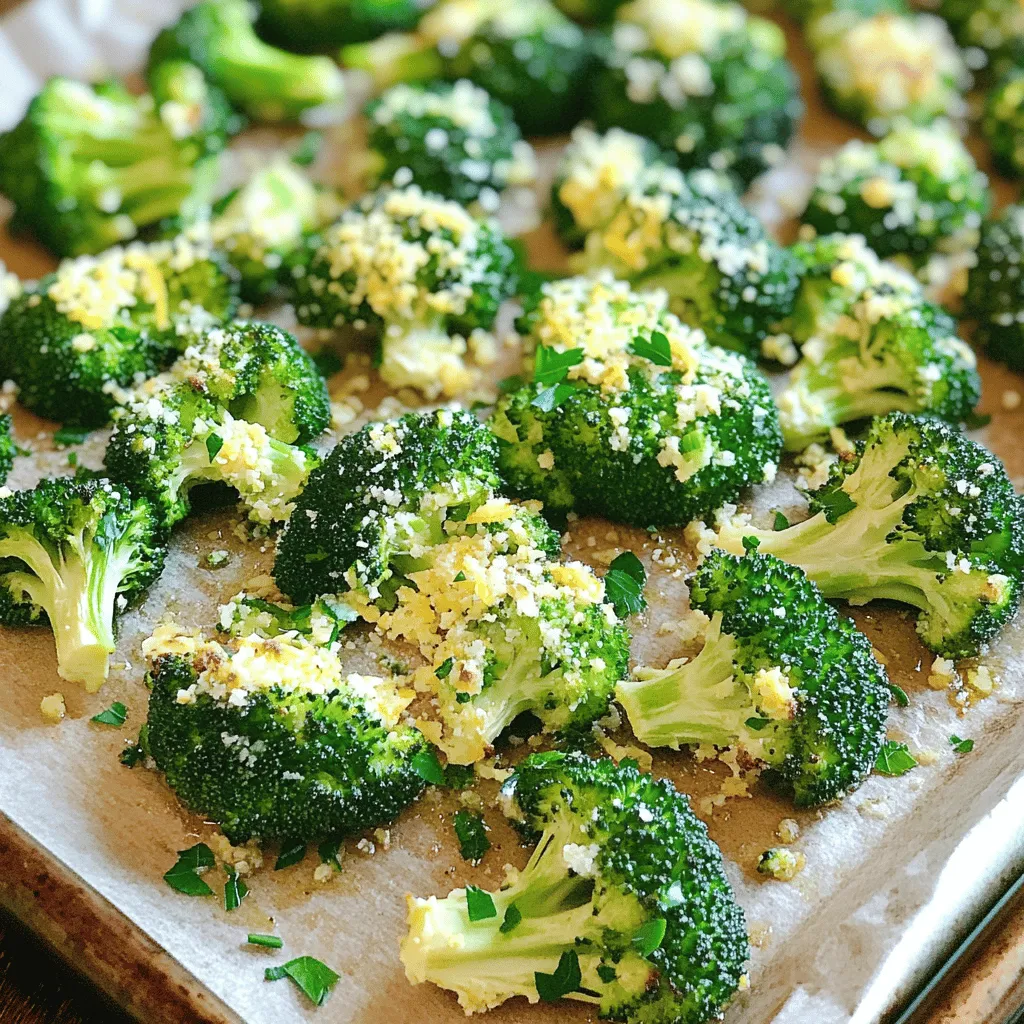- 1 large head of broccoli, cut into florets - 4 cloves garlic, minced - 3 tablespoons olive oil - Zest and juice of 1 lemon - Salt and pepper to taste - 1/4 teaspoon red pepper flakes - 2 tablespoons grated Parmesan cheese - Fresh parsley for garnish - Calories per serving: About 130 calories - Key vitamins and minerals: High in vitamins C and K, and a good source of fiber When you gather these ingredients, you set the stage for a bright and tasty dish. The broccoli provides a crunchy base, while the garlic adds a robust flavor. Olive oil helps everything cook evenly, making the broccoli tender but still crisp. The lemon zest and juice bring a fresh zing that makes every bite pop. Adding salt and pepper enhances the taste, while red pepper flakes can give you a little kick if you like heat. If you choose to sprinkle on Parmesan, it adds a savory, creamy touch that pairs beautifully with the other flavors. Finally, fresh parsley not only adds color but also a hint of freshness when you serve the dish. This Lemon Garlic Roasted Broccoli is not just a side; it's a showstopper on your table. Preparation Steps 1. Preheat your oven to 425°F (220°C). This helps the broccoli roast well. 2. Cut the large head of broccoli into bite-sized florets. 3. Mince the garlic cloves. This adds a strong and tasty flavor. Mixing Ingredients 1. In a large mixing bowl, add the broccoli florets. 2. Pour in three tablespoons of olive oil. This gives a rich taste. 3. Next, add the minced garlic, lemon zest, and lemon juice. 4. Mix in salt and pepper to taste. This enhances the flavors. 5. If you like heat, add red pepper flakes here. 6. Toss everything together until the broccoli is nicely coated. Roasting the Broccoli 1. Spread the broccoli mixture on a baking sheet. 2. Make sure the florets are in a single layer. This helps them roast evenly. 3. Roast in the oven for 20-25 minutes. 4. Stir the broccoli halfway through to ensure even roasting. 5. If using Parmesan cheese, sprinkle it on in the last five minutes. This lets it melt slightly. 6. Once done, take it out and let it cool for a minute. 7. Garnish with chopped parsley before serving. For the full recipe, check out the details above. Enjoy your lemon garlic roasted broccoli! To get the perfect crispiness, follow these steps: - Cut the broccoli into equal-sized florets. This helps them cook evenly. - Make sure to spread the florets on the baking sheet in a single layer. This ensures they roast instead of steam. - Stir the broccoli halfway through cooking. This allows all sides to get that nice golden color. If you have a different oven, you might need to adjust the cooking time. Ovens can vary in heat. For a gas oven, check your broccoli at 20 minutes. For electric ovens, go for 25 minutes to get that lovely crunch. You can easily boost the flavor of your Lemon Garlic Roasted Broccoli. Here are some ideas: - Try adding spices like cumin or paprika for a warm kick. Fresh herbs like thyme or rosemary can also add depth. - If you want a different taste, swap lemon with lime or orange juice. Each will give a unique twist. Lemon Garlic Roasted Broccoli pairs well with many dishes. Here are a few: - Serve it with grilled chicken or fish for a fresh and zesty meal. - It also goes great with pasta. Toss it in with your favorite sauce for added nutrition. For presentation, arrange the broccoli on a platter. Drizzle with extra lemon juice and sprinkle fresh parsley on top. This adds a pop of color and makes it look inviting. For the full recipe, check out the earlier section! {{image_2}} You can roast broccoli in many ways. The air fryer is a great choice. It cooks fast and makes broccoli crispy. Just set it to 400°F and cook for about 10-15 minutes. Shake the basket halfway through for even cooking. Oven roasting is classic. It gives a deep flavor. Preheat your oven to 425°F. Spread the broccoli on a baking sheet and roast for 20-25 minutes. Stir it halfway to ensure even roasting. Steaming is another option. It keeps broccoli bright and tender. Steam for about 5-7 minutes until it is bright green. You can then toss it with the lemon and garlic mix for a fresh taste. To enhance the flavor of your Lemon Garlic Roasted Broccoli, consider adding cheese. Grated Parmesan gives a creamy touch. Add it in the last 5 minutes of roasting. You can also try different seasonings. A sprinkle of paprika or cumin can add a nice twist. Mixing in other veggies, like carrots or bell peppers, adds color and flavor. Just make sure they cut evenly to cook at the same time. This dish is easy to adapt for many diets. For gluten-free options, there is no need to worry. The basic recipe is already gluten-free. If you want a dairy-free version, skip the cheese. You can try nutritional yeast for a cheesy flavor without dairy. For vegan adaptations, use olive oil and leave out any animal products. This keeps the dish plant-based but still full of flavor. For the full recipe, check out the details I shared earlier. To keep your leftover broccoli fresh, refrigerate it right away. Place it in an airtight container. This keeps moisture in and prevents it from drying out. Using a glass container works best, but plastic containers can also do the job. If you don’t have a container, wrap the broccoli in plastic wrap. Make sure it is sealed well. When you reheat broccoli, you want to keep it crispy. The best method is to use the oven. Preheat the oven to 350°F (175°C). Place the broccoli on a baking sheet. Heat for about 10 to 15 minutes. This will help retain its crunch. You can also use a skillet. Heat it on medium heat and add a splash of water. Cover the skillet and steam for about 5 minutes. Freezing broccoli is simple. Start by blanching it. Boil water and add the broccoli for 2-3 minutes. Then, place it in ice water to stop cooking. Once cooled, drain and dry the broccoli. Put it in a freezer bag and remove as much air as possible. Label the bag with the date. To thaw, place it in the fridge overnight. For reheating, use the oven or skillet as mentioned before. This keeps the flavor fresh for later use. For the full recipe, check the details above. Can I use frozen broccoli for this recipe? Yes, you can use frozen broccoli. Just thaw it first and pat it dry. This will help the broccoli roast better. Frozen broccoli may cook quicker, so keep an eye on it while roasting. How do I make roasted broccoli without oil? You can roast broccoli without oil. Simply toss the florets with lemon juice, garlic, and spices. Add a bit of water to the baking sheet to help steam the broccoli, ensuring it stays tender and flavorful. What if I don’t have garlic? If you lack garlic, try using garlic powder instead. This will still give you that essential garlic flavor. You can also try shallots for a milder taste. Can I substitute lemon juice with vinegar? Yes, vinegar can replace lemon juice. Use white wine vinegar or apple cider vinegar for a nice tang. Keep in mind that vinegar has a stronger flavor, so use less than the lemon juice amount. Is roasted broccoli nutritious? Roasted broccoli is very nutritious. It’s rich in vitamins C and K. It also has fiber and antioxidants that help support your health. How can I incorporate more vegetables into my diet? Adding veggies to meals is easy! Try mixing them into pasta dishes, salads, or omelets. You can also snack on raw veggies with hummus or yogurt dip. Lemon Garlic Roasted Broccoli is easy to make and packed with flavor. You learned about the main ingredients, tips for perfect roasting, and variations to try. This dish is not only tasty but also nutritious. Enjoy this recipe as a healthy side with any meal. Don’t be afraid to experiment with different flavors. Find what you love. Cooking should be fun and rewarding. With these tips, your broccoli will shine on your table. Start cooking!