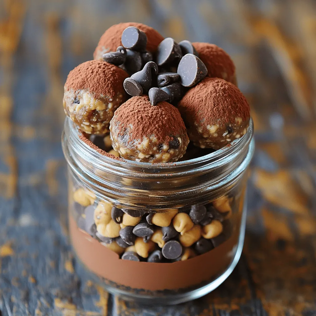 - 1 cup rolled oats - 1/2 cup natural peanut butter - 1/3 cup honey or maple syrup - 1/2 cup dark chocolate chips - 1/4 cup ground flaxseed - 1/2 teaspoon vanilla extract - A pinch of sea salt The ingredients for Chocolate Peanut Butter Energy Bites are simple and healthy. The rolled oats give you fiber, while the peanut butter adds protein and healthy fats. Honey or maple syrup makes these bites sweet and sticky. Dark chocolate chips add a rich touch, and ground flaxseed boosts the nutrition. Vanilla extract and sea salt enhance the flavors. Each bite packs a punch of nutrition. These bites offer energy from oats and protein from peanut butter. The oats help with digestion and keep you full longer. Peanut butter is great for muscle health and energy. Dark chocolate, when enjoyed in moderation, has antioxidants. It can improve heart health and mood. Together, these ingredients make a tasty snack that fuels your day. If you want to learn how to make these bites, check out the Full Recipe. To make these energy bites, you need a few tools: - A large mixing bowl - Parchment paper for the baking sheet - A spoon or spatula for mixing - A measuring cup for precise amounts These tools make the process easy and fun! Step 1: Mixing dry ingredients Start by adding 1 cup of rolled oats, 1/4 cup of ground flaxseed, and a pinch of sea salt into your mixing bowl. Stir these dry items together well. This step helps to evenly mix the flavors. Step 2: Preparing and combining wet ingredients In a separate bowl, measure 1/2 cup of natural peanut butter, 1/3 cup of honey or maple syrup, and 1/2 teaspoon of vanilla extract. Stir them until you have a smooth mixture. This creamy base adds richness to your bites. Step 3: Combining mixtures and shaping bites Pour the wet mixture into the bowl with the dry ingredients. Mix them well until everything is coated. Then fold in 1/2 cup of dark chocolate chips. Scoop small portions and roll them into balls about 1 inch in size. Place them on parchment paper, leaving space between each. Chill the energy bites for at least 30 minutes. This helps them firm up and stay together better. If you want a different texture, you can add more oats for a firmer bite or more peanut butter for a creamier bite. Adjusting these ingredients can give you the perfect snack! 1. Overmixing the ingredients: When you mix too much, the bites can become tough. Just mix until everything is combined. You want a nice, sticky mixture that holds together. 2. Using the wrong type of peanut butter: Always choose natural peanut butter. The kind with added sugar or oils can change the flavor and texture. Natural peanut butter gives a rich taste and works best in these bites. - Suggestions for adding spices or other flavors: You can spice things up with a dash of cinnamon or even a bit of sea salt. These flavors add depth and make each bite even better. If you like coconut, try adding unsweetened shredded coconut for a tropical twist. - Tips for achieving a perfect consistency: If your mixture feels too dry, add a little more peanut butter or honey. If it’s too wet, just add a few more oats. You want a mix that holds its shape but isn’t crumbly. - Creative ways to present the energy bites: Try serving the bites in a small mason jar or on a fun plate. You can sprinkle some cocoa powder or extra chocolate chips on top for a nice look. It makes them feel more special. - Pairing ideas with drinks or other snacks: These energy bites work great with a glass of milk or a smoothie. You can also enjoy them with fruit like apple slices or bananas. This makes a balanced snack that’s tasty and filling. {{image_2}} You can switch the peanut butter for other nut butters. Almond butter works great! If you want a nut-free option, try sunflower seed butter. For sweeteners, honey is tasty, but agave syrup is a good choice, too. Coconut sugar adds a nice caramel flavor. To make these bites gluten-free, use certified gluten-free oats. If you follow a vegan diet, replace honey with maple syrup. You can also swap the chocolate chips for dairy-free ones. Want to get creative? Add dried fruits like raisins or cranberries for a chewy texture. Chopped nuts or seeds can give a nice crunch. For chocolate lovers, try using milk chocolate or white chocolate chips instead of dark. Each type will change the taste, so have fun experimenting! To keep your energy bites fresh, store them in the fridge. Use an airtight container. This helps to keep them from drying out. You can also wrap them in plastic wrap for added protection. This way, they stay tasty and ready for snacking. When stored properly, these energy bites last about one week in the fridge. After that, they may start to lose flavor. Look for signs of spoilage like a dry texture or a sour smell. If they look or smell off, it’s best to toss them. If you want to save some bites for later, freezing is a great option. To freeze, place the bites in a single layer on a baking sheet. Freeze them until solid, then transfer to an airtight container or freezer bag. This helps keep them fresh for up to three months. To defrost, simply take out the desired amount and let them sit at room temperature for about 15 minutes. Enjoy them as a quick snack! For the full recipe, check out the details above. To make these energy bites vegan, swap honey with maple syrup. Maple syrup works well as a sweetener. You can also use almond butter in place of peanut butter if you prefer. Just make sure all your ingredients are vegan-friendly. This way, you can enjoy tasty bites while sticking to your diet. Yes, you can! If you have nut allergies, use sun butter or soy nut butter. These options mimic the taste and texture of peanut butter. For added flavor, you can try using pumpkin seed butter instead. Make sure to check all ingredient labels to ensure they are nut-free. I love serving these energy bites in a small mason jar. It looks cute and is easy to grab. You can also place them on a decorative plate. For a special touch, sprinkle some cocoa powder or extra chocolate chips on top. This makes them even more appealing! Let's recap the key points of this blog post. You learned how to make tasty energy bites using simple ingredients. We covered the nutritional benefits and how each helps your health. I shared step-by-step instructions for making them with ease. You also found tips, variations, and storage methods to keep them fresh. These energy bites are quick to make and easy to personalize. Try them for a snack or a boost before activities. Enjoy making these bites that are healthy and delicious!