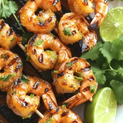 To make chili lime grilled shrimp, you need the following items: - 1 lb large shrimp, peeled and deveined - 2 tablespoons olive oil - Juice of 2 limes - Zest of 1 lime - 2 cloves garlic, minced - 1 teaspoon chili powder - 1/2 teaspoon cumin - 1/4 teaspoon smoked paprika - Salt and pepper to taste - Fresh cilantro, chopped (for garnish) - Lime wedges (for serving) These ingredients come together to create a bright, zesty flavor that makes this dish a summer favorite. The shrimp soak up the lime and spices, offering a refreshing taste. When picking shrimp, freshness is key. Look for shrimp that smell like the ocean, not fishy. The shells should be shiny and firm. If you can, buy shrimp that are wild-caught. They often have better flavor and texture than farmed shrimp. If buying frozen, ensure they are not icy or have freezer burn. To add more depth to your grilled shrimp, consider these add-ins: - Fresh jalapeños for heat - A dash of hot sauce for extra spice - Pineapple chunks for sweetness - Avocado for creaminess These add-ins can spice up the dish and make it even more exciting. Feel free to explore and find your favorite mix! For the full recipe, check the details above. Start by gathering your ingredients for this tasty dish. You will need: - 1 lb large shrimp, peeled and deveined - 2 tablespoons olive oil - Juice of 2 limes - Zest of 1 lime - 2 cloves garlic, minced - 1 teaspoon chili powder - 1/2 teaspoon cumin - 1/4 teaspoon smoked paprika - Salt and pepper to taste - Fresh cilantro, chopped (for garnish) - Lime wedges (for serving) In a medium bowl, mix the olive oil, lime juice, lime zest, minced garlic, chili powder, cumin, smoked paprika, salt, and pepper. Whisk until everything blends well. Next, add the shrimp and toss to coat them fully in the marinade. Cover the bowl and let it chill in the fridge for at least 30 minutes. If you have time, let it marinate for up to 2 hours for a more intense flavor. Preheat your grill to medium-high heat. If you use wooden skewers, soak them in water for about 15 minutes. This helps stop them from burning on the grill. Once ready, thread the marinated shrimp onto the skewers. Leave a little space between each shrimp for even cooking. Place the skewers on the grill and cook for 2-3 minutes on each side. The shrimp should turn opaque and develop those lovely grill marks. Once done, take them off the heat and let them rest for a minute. To serve, place the grilled shrimp on a plate. Sprinkle chopped fresh cilantro on top for a burst of color and flavor. Add lime wedges on the side for squeezing over the shrimp. This dish pairs well with a fresh salad or grilled veggies. For the full recipe, you can refer to the earlier section. Enjoy your flavorful summer delight! To make your shrimp shine, focus on the marinade. Use fresh lime juice and zest for a bright taste. Marinate the shrimp for at least 30 minutes. This helps the flavors soak in well. If you have time, go up to 2 hours for even more flavor. When you grill, use medium-high heat. This ensures a good sear on the shrimp. Avoid overcrowding on the grill. Give each shrimp space to cook evenly. Cook for just 2-3 minutes per side. They should turn opaque and have nice grill marks. One common mistake is overcooking shrimp. Watch the clock closely. If you cook too long, they can turn rubbery. Another mistake is not marinating long enough. Quick marinades may not give you the bold flavor you want. Also, don’t forget to soak wooden skewers if you use them. This prevents burning and keeps your shrimp intact while grilling. Lastly, avoid using too much salt in the marinade. You can always add more later, but you can't take it out. To boost flavor, try adding herbs or spices. Fresh cilantro works great as a garnish. You can also add a pinch of cayenne for heat. For a sweet touch, consider a bit of honey in the marinade. Pair your shrimp with lime wedges. The extra squeeze of lime right before eating elevates the dish. If you try the Full Recipe, consider serving it with a cool salad or rice. This complements the shrimp and adds a nice balance. {{image_2}} You can mix up the marinade for chili lime grilled shrimp. To add heat, try using fresh jalapeños or crushed red pepper flakes. You can also swap lime juice for lemon juice for a different taste. If you want a sweet touch, add some honey or agave syrup. These small changes can make the dish unique and fun. Sauces can elevate your grilled shrimp. A creamy avocado sauce pairs well with the spicy shrimp. You can blend ripe avocados, lime juice, and a pinch of salt. Another great choice is a zesty cilantro lime sauce made with fresh cilantro, garlic, and yogurt. These sauces add flavor and creaminess that balance the heat. If you want to swap shrimp, consider chicken or firm tofu. These options soak up the marinade well. For a plant-based meal, try using tempeh or jackfruit. Both can take on the chili lime flavor nicely. Adjust the cooking time as needed to ensure everything cooks through. To store leftover chili lime grilled shrimp, let it cool first. Place the shrimp in an airtight container. Refrigerate them within two hours of cooking. The shrimp will stay fresh for up to three days. If you want to save more, make sure they are sealed well. This helps keep the flavor intact. When you reheat shrimp, do it gently. You can use a skillet on low heat. Add a splash of water to keep them moist. Stir often to avoid overcooking. You can also use a microwave. Heat in short bursts of 30 seconds. Check the shrimp often to ensure they don’t become tough. If you want to keep the shrimp longer, freezing is a great option. Place cooked shrimp in a single layer on a baking sheet. Freeze them until solid, then transfer to a freezer bag. Remove as much air as possible. Frozen shrimp can last for up to three months. When you're ready to eat, thaw them overnight in the fridge. You can then reheat them as mentioned earlier. You can tell shrimp are cooked when they turn pink and opaque. The flesh will also curl into a C shape. If they look gray or translucent, they need more time. Cooking shrimp takes about 2-3 minutes on each side on the grill. Keep an eye on them, as overcooked shrimp can get tough. Always trust your eyes and check the color. Yes, you can make chili lime grilled shrimp in the oven. Preheat your oven to 400°F (200°C). Place the marinated shrimp on a baking sheet lined with foil. Bake for about 8-10 minutes or until they turn pink and opaque. This method is great if you don’t have a grill. You still get tasty shrimp with lots of flavor. Grilled shrimp pair well with many side dishes. Here are a few ideas: - Rice: Fluffy white rice or cilantro-lime rice. - Salad: A fresh green salad with a light dressing. - Vegetables: Grilled or roasted veggies like zucchini or bell peppers. - Tacos: Use the shrimp in soft or crispy tacos for a fun twist. These sides add color and balance to your meal. For the full recipe, check the details above. In this post, we covered how to make great grilled shrimp. We looked at the best ingredients, including shrimp and add-ins, and I shared tips for cooking them perfectly. You learned step-by-step instructions, helpful tips, and tasty variations for your recipe. Remember, fresh shrimp and good prep lead to great meals. Enjoy your grilling and try different flavors to make your dish unique. Happy cooking!