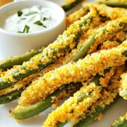 For this recipe, you need 1 pound of fresh green beans. Trim the ends so they are ready for frying. Fresh beans give the best crunch and flavor. Look for bright green beans without blemishes. They should feel firm and crisp when you pick them up. You will need 1 cup of breadcrumbs for coating. I recommend using panko breadcrumbs for extra crunch. They create a light and crispy texture. Mix in 1/2 cup of grated Parmesan cheese to add a savory kick. This makes the fries taste richer and more delicious. The flavor comes from the seasonings. Use 1 teaspoon of garlic powder and 1 teaspoon of onion powder. These add great depth to your fries. Also, add 1/2 teaspoon of smoked paprika for a subtle smokiness. Don’t forget the salt and pepper to taste. This mix of ingredients creates tasty, crispy air fryer green bean fries. For the full details on how to prepare them, check out the Full Recipe. Start by preheating your air fryer to 400°F (200°C). Preheating helps cook the fries evenly. It only takes a few minutes, so be patient. In a medium bowl, mix these ingredients together: - 1 cup breadcrumbs (use panko for more crunch) - 1/2 cup grated Parmesan cheese - 1 teaspoon garlic powder - 1 teaspoon onion powder - 1/2 teaspoon smoked paprika - Salt and pepper to taste Stir until the mix is well blended. This coating gives the fries flavor and crunch. In another bowl, beat two large eggs. Dip each green bean into the eggs. Let any extra egg drip off. Then roll it in the breadcrumb mix. Press gently to coat well. It should stick nicely. Place the coated green beans in a single layer in the air fryer basket. Do not overcrowd them. You may need to cook in batches. Lightly spray the beans with olive oil spray. This adds extra crispiness. Cook for 8-10 minutes. Shake the basket halfway through for even cooking. Once they are golden brown and crispy, remove the fries. Let them cool for a minute. Serve them hot. You can sprinkle more Parmesan on top. Pair them with a tasty dip like ranch or sriracha mayo. This adds a fun flavor twist. For the full recipe, check the section above. To get the best crunch from your green bean fries, follow a few smart tips. First, always preheat your air fryer. A hot air fryer cooks evenly and helps create that nice crisp. Next, avoid overcrowding the basket. If the beans are too close, they won’t fry well. Work in batches if needed. Finally, spray the coated beans lightly with olive oil before frying. This helps them brown beautifully. When choosing green beans, fresh is best. Look for bright green beans with a firm snap. You can use standard green beans or French haricots verts. Both work well, but haricots verts tend to be thinner and cook faster. Whichever you choose, make sure to trim the ends. This keeps the fries neat and tidy. Olive oil is key for flavor and crispiness. Use a spray bottle to coat the beans lightly. This way, you use less oil while still getting that golden finish. It’s also smart to choose extra virgin olive oil for its taste. The oil not only helps with browning but also adds a nice richness to each bite. Remember, too much oil can lead to sogginess, so less is more! For the full recipe on how to make these tasty green bean fries, check out the [Full Recipe]. {{image_2}} You can change the type of breadcrumbs for your green bean fries. Panko gives a light crunch. Regular breadcrumbs work too, but they may be less crisp. You can also try crushed cornflakes for a unique texture. Gluten-free breadcrumbs are great for those with dietary needs. Experiment and find your favorite! Adding different spices can change the taste of your fries. Try cayenne pepper for heat. Italian seasoning adds a nice herb flavor. For a smoky taste, add more smoked paprika. You can also toss in some Parmesan cheese into the breadcrumb mix for extra flavor. Be creative with your choices! Dipping sauces can make your green bean fries even better. Classic ranch dressing pairs well. Sriracha mayo gives a spicy kick. You can also use a simple garlic aioli for a creamy touch. If you want something sweet, try honey mustard. The right dip can enhance your snack time! For the full recipe, check out the Crispy Air Fryer Green Bean Fries section. After you finish your crispy air fryer green bean fries, make sure to cool them. Place the leftover fries in an airtight container. They stay fresh in the fridge for up to three days. If you want them to last longer, you can freeze them. To bring back the crispiness, heat your fries in the air fryer. Set it to 350°F (175°C) and cook for about 3-5 minutes. This method helps restore their crunch. You can also use an oven, but the air fryer works best! If you want to freeze your green bean fries, place them in a single layer on a baking sheet. Freeze until firm, then transfer them to a freezer bag. They can stay in the freezer for up to three months. When you’re ready to eat, air fry them straight from the freezer at 400°F (200°C) for about 10-12 minutes. Enjoy your tasty treat! For the complete recipe, check out the full recipe above. You can serve crispy air fryer green bean fries with many tasty dips. Ranch dressing is a favorite. You can also try sriracha mayo for a spicy kick. These fries pair well with burgers, sandwiches, or salads too. They add a nice crunch to any meal. You can even enjoy them as a snack on their own! Yes, you can use frozen green beans. However, fresh green beans give the best results. If you use frozen ones, make sure to thaw and dry them first. This helps them get crispy in the air fryer. You may need to increase the cooking time by a few minutes. Just keep an eye on them to avoid burning. To make crispy air fryer green bean fries gluten-free, use gluten-free breadcrumbs. You can find these in many stores. Make sure to check the label to ensure they are truly gluten-free. You can also use crushed gluten-free crackers as a substitute. This keeps the crunch while making the recipe safe for those with gluten allergies. For the full recipe, check out the earlier sections of this article. In this blog post, we covered how to make crispy air fryer green bean fries. We discussed the key ingredients, including fresh green beans and a tasty breadcrumb mixture. I shared step-by-step instructions to coat and cook them perfectly. We also explored variations, storage tips, and answered common questions. These fries are easy, fun, and healthy. You can enjoy them as a snack or side. Try different flavors and enjoy experimenting. Happy cooking!