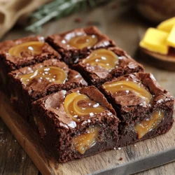 - 1 cup unsalted butter - 1 cup granulated sugar - 1 cup packed brown sugar - 4 large eggs - 1 teaspoon vanilla extract - 1 cup all-purpose flour - 1 cup cocoa powder - ½ teaspoon baking powder - ½ teaspoon salt - 1 cup semi-sweet chocolate chips - ½ cup caramel sauce (store-bought or homemade) - Flaky sea salt, for topping Butter alternatives: You can use coconut oil or vegetable oil. These will work well and give a nice texture. Sugar variations: Try using coconut sugar or maple syrup. These options can add unique flavors. Gluten-free options: Substitute all-purpose flour with almond flour or a gluten-free blend. This way, everyone can enjoy these brownies! I love to experiment with these substitutes. They can change the taste and texture of your brownies, so don’t be afraid to try them. For the full recipe, check out the details above. 1. Preheat the oven to 350°F (175°C). This helps the brownies bake evenly. 2. Prepare the baking pan. Grease and line a 9x13 inch pan with parchment paper. Leave some paper hanging over the edges for easy removal later. 3. Melt the butter in a medium saucepan over low heat. Stir it until it's fully melted. 4. Combine your sugars. Once the butter melts, take the pan off the heat. Whisk in the granulated and brown sugars until smooth. 5. Incorporate the eggs one at a time. Beat well after each egg. Add the vanilla extract and mix until combined. 1. Sift the dry ingredients together. In a separate bowl, sift the flour, cocoa powder, baking powder, and salt. This mixes them well and removes lumps. 2. Gradually add the dry mix to the wet mixture. Stir gently until just combined. Be careful not to overmix, or the brownies may become tough. 1. Layer the brownie batter into the prepared pan. Pour half of the batter and spread it evenly across the bottom. 2. Drizzle half of the caramel sauce over the first layer of batter. Leave space around the edges to prevent overflow. 3. Spread the remaining brownie batter on top of the caramel layer. Ensure it covers the caramel well. 4. Add the rest of the caramel sauce on top of the second layer. 5. Swirl the caramel into the batter. Use a knife or toothpick to create a marbled effect. This adds beautiful swirls and enhances the flavor. For the full recipe, you can refer back to the main details provided. To get that perfect fudgy texture, follow these steps: - Use less flour: Stick to the recipe. Too much flour makes brownies dry. - Check baking time: Bake until a toothpick shows moist crumbs. Don’t wait for clean. - Add chocolate chips: Fold in semi-sweet chips for extra richness. Avoiding overmixing is key for fudgy brownies. Here’s how: - Mix gently: Stir until just combined. Overmixing adds air, making brownies cake-like. - Use a spatula: A spatula helps fold the batter without adding too much air. Adding toppings before baking can elevate your brownies: - Chopped nuts: Sprinkle walnuts or pecans for a nice crunch. - Chocolate drizzle: Melt chocolate and drizzle it on top before baking. For serving suggestions: - Dust with powdered sugar: A light dusting looks pretty and adds sweetness. - Add fresh fruit: Pair with strawberries or raspberries for a fresh bite. The best practices for serving fudgy brownies: - Serve warm: Let them cool for a bit but serve while still warm for gooey caramel. - Cool for easier cutting: Wait at least 20 minutes before cutting for clean edges. Pairing with ice cream or whipped cream is a great idea: - Ice cream: Vanilla or salted caramel ice cream matches perfectly with the brownies. - Whipped cream: A dollop of whipped cream adds a light touch to the rich brownies. {{image_2}} You can make these fudgy salted caramel brownies even better. Try adding nuts or chocolate chunks. Nuts like walnuts or pecans add a nice crunch. Chocolate chunks give extra chocolate flavor in every bite. Using flavored caramels can also change the taste. Sea salt caramels add a deeper flavor. You could even try coffee or vanilla-flavored caramels for a twist. These small changes make a big impact. If you need a vegan version, replace the eggs with applesauce or flaxseed meal. Use plant-based butter to keep it creamy. For a sugar-free option, use sugar substitutes like erythritol or monk fruit. These swaps keep the brownies tasty without extra sugar. You can serve these brownies in fun ways. Muffin-style brownies are perfect for parties. Just pour the batter into muffin tins. Bake them like cupcakes for easy servings. Layered brownie desserts are another great idea. Cut the brownies into squares and layer them with whipped cream and berries. This adds color and makes a beautiful dessert. You can find the full recipe for these fudgy salted caramel brownies to create your own variations at home. To keep your fudgy salted caramel brownies fresh, use an airtight container. A glass or plastic container works best. Line the bottom with parchment paper for easy removal. Store the brownies in a single layer. If you need to stack them, add parchment paper between layers to avoid sticking. You can freeze these brownies for later. First, let them cool completely. Then, wrap them tightly in plastic wrap. Place wrapped brownies in a freezer-safe bag or container. To thaw, take them out and let them sit at room temperature for about an hour. They will stay good for up to three months in the freezer. Brownies keep well at room temperature for about four to five days. Store them in an airtight container away from sunlight. If you refrigerate them, they may last up to a week. However, refrigeration can change their texture, making them less fudgy. Enjoy them at room temperature for the best taste and texture. For the full recipe, check out the link provided. The best way to cut brownies is to use a sharp knife. First, let the brownies cool in the pan for at least 20 minutes. Then, lift them out using the parchment paper. Place the brownies on a cutting board. You can cut them into squares or rectangles. For clean cuts, wipe the knife with a damp cloth after each slice. If your brownies turn out dry, you can fix them by adding moisture. You can brush them with simple syrup. This is made by mixing equal parts sugar and water. Heat until the sugar dissolves, then cool. Another option is to serve them warm with ice cream or whipped cream. This adds moisture and flavor. Yes, you can make these brownies ahead of time. Bake them and let them cool completely. Then, wrap them tightly in plastic wrap. Store them in an airtight container at room temperature for up to 3 days. You can also freeze them. Just be sure to separate layers with parchment paper. If you don't have caramel sauce, you have options. You can use chocolate sauce or peanut butter. Melted Nutella also works well. For a healthier choice, try a fruit sauce like raspberry or strawberry. Each substitute will change the flavor a bit, but they all taste great. You can make delicious brownies with just a few simple steps. We covered all the ingredients, from butter to chocolate chips. You can swap items for your needs, like using vegan butter or gluten-free flour. Remember to mix carefully for a fudgy treat. Enjoy them warm, or with ice cream for a fun dessert. Store them well, and they can last a week or freeze for longer. Now, go ahead and bake these tempting brownies! They will surely impress everyone.
