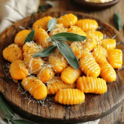 - 2 large sweet potatoes - 1 ½ cups all-purpose flour (plus extra for dusting) - 1 large egg - ½ teaspoon salt - 1 tablespoon olive oil - 6 tablespoons unsalted butter To create sweet potato gnocchi, you need a few simple ingredients. Sweet potatoes give the gnocchi a nice color and flavor. Flour helps bind the dough together. The egg adds richness and helps with texture. Olive oil keeps the dough smooth. Finally, unsalted butter is key for that rich, nutty taste when making the sage butter. - Grated Parmesan cheese - Freshly ground black pepper - Extra sage leaves for presentation Garnishes make your dish pop! Grated Parmesan cheese adds a salty kick. Freshly ground black pepper brings a hint of spice. Extra sage leaves not only look great but also enhance the flavor. Use these garnishes to make your sweet potato gnocchi shine on the plate. Preheat your oven to 400°F (200°C). This heat helps the sweet potatoes cook well. Prick the sweet potatoes with a fork. Place them on a baking sheet. Roast for 45 minutes to 1 hour. You know they are done when they feel soft. Allow them to cool. Then, peel and mash the flesh until smooth. In a large bowl, combine the mashed sweet potatoes, flour, egg, and salt. Mix until a soft dough forms. If the dough feels sticky, add more flour. You want it soft but not too sticky. Divide the dough into four equal pieces. On a floured surface, roll each piece into a long rope. Each rope should be about ½ inch thick. Cut the rope into 1-inch pieces. Use a fork to press down on each piece. This creates ridges that hold the sauce better. Bring a large pot of salted water to a boil. Carefully drop the gnocchi into the water. Do this in batches so they don't stick together. Cook until they float to the surface, about 2-3 minutes. Use a slotted spoon to take them out and place them on a plate. In a frying pan over medium heat, melt the butter. Once the butter is melted, add the sage leaves. Cook until the butter is lightly browned and sage is crispy, about 3-5 minutes. Remove the pan from heat. Gently add the cooked gnocchi to the sage butter. Toss them to coat well in the butter. Let them cook together for one more minute. Finally, transfer them to serving plates. Top with grated Parmesan and black pepper. Enjoy your sweet potato gnocchi! To make great gnocchi, you need the right texture. The dough should be soft but not sticky. If your dough feels sticky, simply add a bit more flour. Start with a tablespoon at a time until it feels just right. If it’s too dry, add a little water or extra egg. You can boost flavor by adding spices. Try mixing in nutmeg or cinnamon for warmth. Fresh herbs like thyme or rosemary also work well. If you want a sauce change, consider using pesto or marinara. They can add a new twist to your dish. For plating, use a rustic wooden board or a simple white plate. This helps the colors pop. Add extra sage leaves around the gnocchi for a nice look. A light sprinkle of Parmesan cheese can add a touch of class. Drizzle some sage butter around the plate to make it inviting. {{image_2}} You can change the sweet potatoes to other veggies. Try butternut squash or pumpkin. These will give a nice flavor, too. If you need gluten-free options, use gluten-free flour. You can find many brands that work well for gnocchi. Adding cheese to the dough makes it richer. Try ricotta or Parmesan for a creamy touch. You can also switch up the herbs in the sage butter. Basil or thyme can add a fresh twist. Mix and match to find your favorite flavor. In fall, add spices like nutmeg or cinnamon. They will warm up the dish perfectly. You can also toss in seasonal veggies, like spinach or kale. These add color and nutrients to your meal. Enjoy experimenting with flavors throughout the year! To keep your sweet potato gnocchi fresh, store leftovers in an airtight container. Place it in the refrigerator. It will last about three days. When you're ready to enjoy it again, reheat the gnocchi in a pan over medium heat. Add a splash of water or a bit of olive oil to keep it moist. Stir often until it’s heated through. You can also microwave it in a bowl with a damp paper towel for about one to two minutes. If you want to freeze uncooked gnocchi, place the shaped gnocchi on a floured baking sheet. Make sure they don’t touch each other. Freeze them for about an hour until firm. After that, transfer the gnocchi to a freezer bag. They will stay good for up to three months. To cook frozen gnocchi, do not thaw them first. Just drop them directly into boiling salted water. Cook until they float, which takes about three to four minutes. This keeps them soft and tasty. Yes, you can make sweet potato gnocchi ahead of time. After you shape the gnocchi, you can freeze them. Place them on a baking sheet in a single layer. Once frozen, transfer them to a bag. This way, you can cook them later without losing flavor or texture. You will know the gnocchi is done when they float to the surface of the water. This usually takes about 2-3 minutes. If you want to check further, you can taste one. It should be soft and light. Yes, you can use other types of flour. If you want a gluten-free option, try using rice flour or a gluten-free blend. Just remember that different flours can change the texture. You may need to adjust the amount of flour used. Sweet potato gnocchi pairs well with many dishes. You can serve it with roasted vegetables, a fresh salad, or some grilled chicken. It also goes great with a light cream sauce or a tomato-based sauce. Feel free to get creative! To get rid of moisture, after cooking, let the sweet potatoes cool. Then, mash them well. You can also spread them on a clean kitchen towel to absorb extra moisture. This helps your gnocchi hold together better. This guide covered the essentials to make sweet potato gnocchi. We discussed key ingredients like sweet potatoes and flour, along with optional garnishes. You learned to preheat the oven, roast sweet potatoes, and shape the dough. I shared tips for perfect texture and flavor enhancements. Experiment with ingredient swaps and seasonal variations to keep things fun. With proper storage, you can enjoy this dish later. Dive into your cooking adventure and impress with homemade gnocchi!