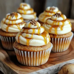 - 1 ½ cups all-purpose flour - 1 teaspoon baking powder - ½ teaspoon baking soda - ½ teaspoon salt - 2 tablespoons instant coffee granules - ½ cup unsalted butter, softened - 1 cup granulated sugar - 2 large eggs - ½ cup buttermilk - 1 teaspoon vanilla extract - 1 cup cream cheese, softened - 1 cup powdered sugar - ½ teaspoon vanilla extract (for frosting) - ½ cup caramel sauce (for drizzling) To make these cupcakes, you need a mix of dry and wet items. Start with the dry ingredients. All-purpose flour gives the cake its structure. Baking powder and baking soda help it rise. Instant coffee granules add that rich coffee flavor. Don’t forget the salt; it enhances all the other tastes. Now for the wet ingredients. Softened unsalted butter makes the cupcakes rich. Granulated sugar adds sweetness and moisture. Eggs help bind everything together. Buttermilk adds a soft texture. Lastly, vanilla extract gives a warm, sweet note. For the frosting, cream cheese is key for a smooth, tangy taste. Powdered sugar sweetens it up and makes it fluffy. Another splash of vanilla extract adds depth. Drizzle caramel sauce on top for that perfect finishing touch. These ingredients come together to create a delightful treat. First, preheat your oven to 350°F (175°C). This step is key for even baking. While the oven heats, line your cupcake pan with paper liners. This helps your cupcakes come out easily and look great. Next, whisk the dry ingredients. In a bowl, mix together 1 ½ cups of all-purpose flour, 1 teaspoon of baking powder, ½ teaspoon of baking soda, ½ teaspoon of salt, and 2 tablespoons of instant coffee granules. Set this mix aside. In a large bowl, cream ½ cup of softened unsalted butter with 1 cup of granulated sugar. Use an electric mixer to blend until light and fluffy. Then, add in 2 large eggs one at a time. Stir in 1 teaspoon of vanilla extract. Now, combine the dry and wet mixtures. Slowly add the dry mix to the butter mix. Alternate this with ½ cup of buttermilk. Start and end with the flour mix. Mix until everything is just blended. Fill the cupcake liners with the batter. Aim to fill each about two-thirds full. This gives them room to rise without overflowing. Bake in the preheated oven for 18-20 minutes. To check if they are done, insert a toothpick into the center. If it comes out clean, they are ready! Once baked, let the cupcakes cool in the pan for about 5 minutes. Then, transfer them to a wire rack to cool completely. This step is important for frosting later. While the cupcakes cool, make the frosting. In a mixing bowl, combine 1 cup of softened cream cheese, 1 cup of powdered sugar, and ½ teaspoon of vanilla extract. Beat this mixture until it is creamy and smooth. Once the cupcakes are cool, frost them using a piping bag or spatula. Finally, drizzle ½ cup of caramel sauce over the top for a sweet finish. Enjoy your delicious Caramel Macchiato Cupcakes! To make great cupcakes, start with measuring your ingredients right. Use the spoon and level method for flour. This means spooning the flour into the measuring cup and leveling it off with a knife. It helps you avoid too much flour, which makes dense cupcakes. Another tip is to use room temperature eggs and butter. This helps the batter mix well. For fluffy cupcakes, mix the butter and sugar until it's light and creamy. This adds air to the batter. Also, don’t overmix when adding the dry ingredients. Mix just until you see no flour. When it’s time to frost, you can use a piping bag or a spatula. A piping bag makes pretty swirls and designs. If you don’t have one, a spatula works too. Just spread the frosting on top gently. For smooth frosting, beat the cream cheese and sugar well. Make sure there are no lumps. If your frosting is too thick, add a tiny bit of milk. This helps it spread easily. Just remember, a good frosting should be creamy, not runny. {{image_2}} You can change the flavor of your Caramel Macchiato Cupcakes in fun ways. Here are two ideas: - Adding chocolate chips: Chocolate chips add a rich taste to your cupcakes. Just fold in ½ cup of chocolate chips right before you pour the batter into the liners. The chocolate pairs nicely with the coffee flavor. - Using different extracts: You can swap vanilla extract for almond extract. Almond gives a nice twist to the flavor. Just use the same amount, one teaspoon, for a new taste. If you want to switch up the frosting, try these options: - Whipped cream topping: Instead of cream cheese, use whipped cream. It makes the cupcakes light and fluffy. Whip heavy cream with a bit of sugar until soft peaks form. Spread or pipe it on top of your cupcakes. - Chocolate ganache: For a rich topping, make chocolate ganache. Heat ½ cup of heavy cream until hot, then pour it over 1 cup of chopped chocolate. Stir until smooth and let it cool. Drizzle it over your cupcakes for a sweet finish. These variations give you room to play with flavors and toppings. Enjoy creating your perfect cupcake! Store your Caramel Macchiato Cupcakes at room temperature. Use an airtight container. This keeps them fresh. If you want them to last longer, use the fridge. Just know that cold can change the texture a bit. To keep your cupcakes moist, place a slice of bread in the container. The bread absorbs extra moisture. It helps keep the cupcakes soft and tasty. You can also frost them before storing. Just make sure the frosting is set before covering. Freezing cupcakes is easy. First, let them cool completely. Then, wrap each cupcake in plastic wrap. You can also place them in a freezer bag. This helps prevent freezer burn. To thaw, take them out and leave them at room temperature. This usually takes about one hour. You can also microwave a cupcake for a few seconds. This makes them warm and soft again. Freezing can change the texture slightly. They may be a bit denser when thawed. The taste stays great, though! You won’t lose the delicious coffee and caramel flavors. Enjoy them fresh or frozen, either way! Can I use decaf coffee granules? Yes, you can use decaf coffee granules. The flavor will still shine through. It’s a great choice if you want to cut back on caffeine while enjoying these tasty cupcakes. How can I adjust this recipe for allergies (e.g., gluten-free)? To make these cupcakes gluten-free, swap the all-purpose flour for a gluten-free blend. Ensure the blend has a good mix of starches and flours for the best texture. Also, check your baking powder and vanilla extract for gluten content. What's the best way to reheat leftovers? To reheat leftovers, use a microwave. Heat them for about 10 to 15 seconds. This warms them without making them dry. If you prefer an oven, set it to 350°F and heat for about 5 minutes. Enjoy them warm! You can create delicious caramel macchiato cupcakes by following the steps outlined. Start with the right ingredients, mix them well, and use helpful tips for perfect results. Add your chosen variations to make them your own. Store them properly for freshness, and don’t hesitate to tweak the recipe for dietary needs. With a little practice, you’ll master these sweets. Enjoy every bite of your homemade cupcakes!