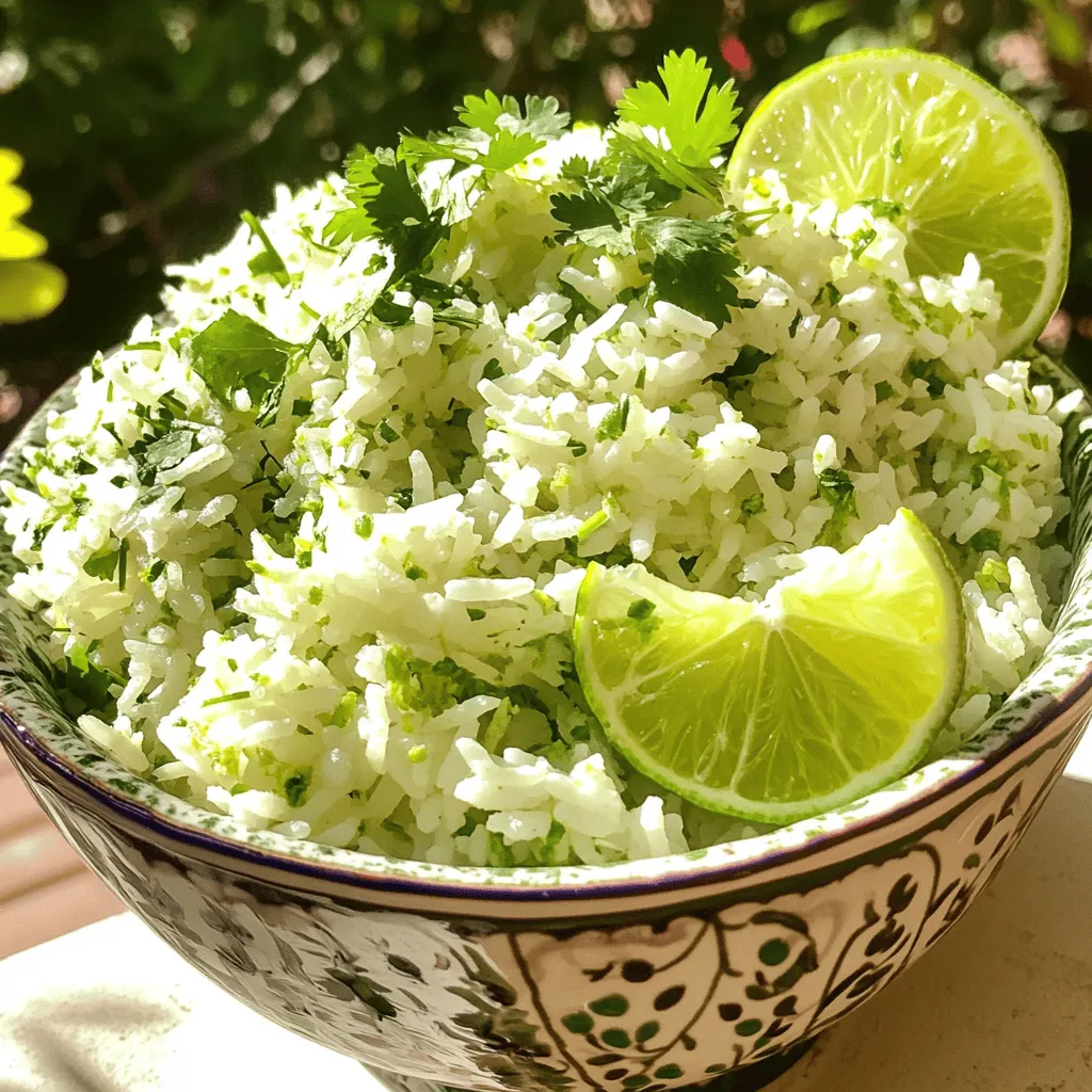 - 1 cup long-grain white rice - 2 cups vegetable broth (or water) - 2 tablespoons olive oil - 1 clove garlic, minced - Zest of 1 lime - 2 tablespoons fresh lime juice - 1/2 cup fresh cilantro, chopped - Salt and pepper to taste When it comes to making zesty cilantro lime rice, having the right ingredients is key. I recommend using long-grain white rice for its fluffy texture. The broth adds flavor, but water can work too. Olive oil helps cook the garlic, giving a nice taste base. Fresh lime zest and juice bring brightness. Lastly, cilantro adds freshness, while salt and pepper balance everything. You can swap out long-grain white rice for brown rice or jasmine rice. Brown rice takes longer to cook, so adjust time as needed. If you want a lighter dish, use water instead of broth. This recipe is also vegan. For gluten-free options, just check broth ingredients. Each choice can change the flavor a bit, so feel free to experiment! First, grab a medium saucepan. Heat the olive oil over medium heat. Add the minced garlic and stir it. Cook it for about one minute. You want it fragrant, not burnt. Next, add the rice to the pan. Stir well to coat each grain in the oil and garlic. Cook this for another two to three minutes. This step adds great flavor to the rice. Now, pour in the vegetable broth or water. Bring it all to a boil. Once it boils, reduce the heat to low. Cover the saucepan tightly. Let it simmer for 15 to 18 minutes. The rice should be tender and absorb all the liquid by then. After cooking, remove the rice from heat. Let it sit, still covered, for five more minutes. This resting time helps the rice become fluffy. Finally, fluff the rice with a fork. Stir in the lime zest, lime juice, and chopped cilantro. Add salt and pepper to taste. Mix it all well. Taste and adjust the seasoning if you wish. Enjoy your zesty cilantro lime rice! Using lime zest is key for bright, fresh flavor. It gives a strong citrus taste without the liquid you get from lime juice. Lime juice adds tanginess but can make the rice soggy if you add too much. Start with the zest and juice from one lime. Taste it and add more juice if needed. Adjust salt and pepper to suit your taste. Each cook has different preferences, and it’s okay to make it your own! Fluffing rice is important for texture. After cooking, let it sit covered for five minutes. This steams the rice and makes it light. Use a fork to fluff it gently, separating the grains. To prevent sticking, stir the rice well when you first add it to the pot. Olive oil helps coat the grains. Make sure to use enough liquid, too. If the rice seems dry, it might need a little more broth or water next time. Serve your zesty rice in a nice bowl to impress. Add a few cilantro leaves on top for color. Place lime wedges around the bowl for a fun touch. This not only looks great but also allows guests to add more lime if they want. A bright, colorful dish makes any meal more inviting. {{image_2}} You can make zesty cilantro lime rice even more exciting by adding extra ingredients. Consider mixing in black beans, corn, or red bell peppers for added texture and taste. These will not only enhance the flavor but also add nutrients. If you want to turn this rice into a full meal, try pairing it with proteins. Chicken or shrimp works great here. Both add nice flavors and make the dish more filling. You can grill the chicken or sauté the shrimp in garlic for a delicious combo. To kick things up a notch, think about adding jalapeños for a spicy twist. Just chop them finely and mix them in with the rice. The heat from the jalapeños pairs well with the zesty lime and fresh cilantro. You can also experiment with different herbs. For a new twist, try using parsley or mint instead of cilantro. Each herb gives the rice its unique taste. Parsley offers a mild flavor, while mint adds a refreshing touch. It's all about what you enjoy! To keep your zesty cilantro lime rice fresh, store it in an airtight container. This helps prevent moisture loss and keeps the flavors intact. Place the container in the fridge. Your rice will stay good for about 3 to 5 days. Always let the rice cool to room temperature before sealing it. This avoids condensation inside the container, which can lead to spoilage. When it's time to enjoy your leftover rice, there are two great methods: the microwave or the stovetop. - Microwave: Place the rice in a microwave-safe bowl. Add a splash of water or broth to keep it moist. Cover the bowl with a damp paper towel. Heat it in short bursts, stirring in between, until it's warm. - Stovetop: Heat a non-stick pan over low heat. Add the rice along with a bit of water or broth. Stir gently and cover the pan. This keeps the steam in and warms the rice without drying it out. Both methods work well. Choose the one that suits your time and taste! Can I make this ahead of time? Yes, you can make this rice ahead of time. Just cool it down and store it in the fridge. When ready to eat, reheat it gently on the stove or in the microwave. It holds its flavor well, making it great for meal prep. How do I fix mushy rice? If your rice turns mushy, the best way to fix it is to spread it on a baking sheet. This helps it dry out a bit. You can also add a little more lime juice and cilantro to enhance the flavor. Caloric content and serving sizes One serving of zesty cilantro lime rice has about 150 calories. This recipe serves four, making it a great side dish for any meal. Dietary considerations (vegan, gluten-free) This rice is vegan and gluten-free. Use vegetable broth to keep it plant-based. Always check labels if you use packaged products to ensure they meet your dietary needs. Can I adjust the recipe for more servings? Yes, you can easily double or triple the recipe. Just maintain the same ratio of ingredients. Use a larger pot to prevent overflow. Tips for making a smaller or larger batch For smaller portions, you can reduce the recipe in half. Make sure to adjust cooking times slightly, but the basic steps stay the same. This blog post shared a simple way to make flavorful cilantro lime rice. You learned about key ingredients, easy cooking steps, and ways to enhance flavor. I also covered storage tips and how to reheat your rice perfectly. Remember, this recipe is versatile. Feel free to switch ingredients or add your favorite extras. Enjoy making this dish your own, and pair it with your choices of protein or vegetables. Happy cooking!