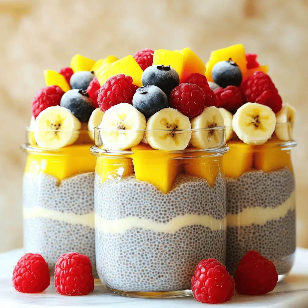 - 1/2 cup chia seeds - 2 cups almond milk (or any preferred milk) - 2 tablespoons maple syrup (or honey) - 1 teaspoon vanilla bean paste (or 1 vanilla bean, split and scraped) - A pinch of salt - Fresh fruits for topping (e.g., berries, banana, mango) - Nuts for crunch - Granola for texture - Mixing bowl - Whisk or spoon - Plastic wrap or lid - Serving bowls or jars Chia seeds are the star of this dish. They soak up the milk and thicken into a pudding. I love using almond milk, but any milk works. You can choose maple syrup or honey for sweetness. Vanilla bean paste gives a rich flavor, but a fresh vanilla bean is great too. Always add a pinch of salt to enhance the taste. For toppings, fresh fruits like berries, bananas, or mangoes add color and taste. If you want extra crunch, try adding nuts or granola. These ingredients make your pudding not just tasty but also healthy. In terms of equipment, you'll need a mixing bowl to combine everything. A whisk or spoon helps mix the ingredients well. Cover your bowl with plastic wrap or a lid, then refrigerate. When it’s ready, serve it in bowls or jars for a lovely presentation. In a large mixing bowl, combine the following ingredients: - 1/2 cup chia seeds - 2 cups almond milk - 2 tablespoons maple syrup - 1 teaspoon vanilla bean paste - A pinch of salt Whisk the mixture thoroughly until it is smooth. This ensures that the chia seeds blend well with the milk and sweetener. You want no clumps of chia seeds at this stage. After mixing, allow the mixture to sit for about 5 minutes. This helps the chia seeds start absorbing the liquid. Stir the mixture again to break up any clumps that form. Then, cover the bowl with plastic wrap or a lid. Refrigerate for at least 4 hours or overnight for the best results. The chia seeds will soak up the liquid and turn into a creamy pudding. Once your pudding is ready, take it out of the refrigerator and stir it well. This will make it nice and smooth again. Serve it in bowls or jars. You can top it with fresh fruits like berries, bananas, or mangoes for a burst of flavor. If you want some crunch, add nuts or granola on top. Enjoy this easy and healthy delight! Whisking is key to avoiding clumps in your chia pudding. Start strong! Mix all ingredients well. The chia seeds need to blend evenly with the milk and sweetener. After whisking, let the mixture rest for about 5 minutes. This gives the seeds a chance to soak up some liquid. Stir again to break up any clumps. For the best pudding, refrigerate it for at least 4 hours or overnight. This allows the chia seeds to fully expand and create a smooth texture. Want to mix it up? You can add extra flavors! Cocoa powder gives a rich chocolate taste. A sprinkle of cinnamon adds warmth. If you like it sweeter, add more maple syrup or honey. For a lighter taste, use less sweetener. Taste as you go, so you create your perfect blend of flavors. Make your chia pudding look special! Layer it in clear jars for a beautiful view. Add fresh fruits like berries or banana on top. This not only makes it pretty but adds color and taste. A drizzle of maple syrup on top will make it even sweeter. These little touches will impress anyone you serve! {{image_2}} You can make this pudding dairy-free by swapping almond milk for other options. Try coconut milk for a rich taste. Oat milk is another great choice with a mild flavor. For sweetening your pudding, maple syrup works well, but you can use agave nectar too. If you want a low-calorie option, try stevia. It adds sweetness without the calories. Want a chocolate chia pudding? Just mix in two tablespoons of cocoa powder. It gives a rich taste that you will love. Fruit-infused variations are fun too! Use fresh strawberries, mango, or blueberries. Blend them into the mix or layer them on top for a bright, colorful treat. Add different nuts for a crunchy bite! Almonds, walnuts, or pecans work great. Just chop them up and sprinkle them on top. You can also mix in yogurt for creaminess. Greek yogurt adds protein and makes the pudding even more delicious. Just stir it in before serving. Vanilla bean chia pudding lasts about 5 days in the fridge. Store it in a sealed glass jar. This keeps it fresh and tasty. You can also use plastic containers, but glass is best for flavor. To freeze chia pudding, spoon it into freezer-safe jars. Leave some space at the top for expansion. Seal tightly and freeze. For the best taste, eat it within 2 months. To thaw, place the jar in the fridge overnight. Stir well before serving. Chia pudding can spoil. Look for changes in smell or texture. If it smells sour or has a strange color, it's time to toss it. Always trust your senses when deciding if it's safe to eat. The chia pudding needs at least four hours to set. I often leave mine overnight for the best results. The chia seeds absorb the liquid and swell up. This creates a thick, creamy texture. Make sure to stir the mixture after five minutes. This helps break up any clumps that form before it goes into the fridge. Yes, you can use regular milk if you prefer. Whole milk or skim milk works well too. Almond milk adds a nutty flavor and is dairy-free. You can also try oat milk or coconut milk for different flavors. Each option gives the pudding a unique taste, so feel free to experiment. Chia pudding is very healthy. Chia seeds are packed with fiber, protein, and omega-3 fatty acids. They help keep you full and support digestion. The seeds also have antioxidants, which are good for your body. Plus, you can add fresh fruits on top, making it even more nutritious. Chia pudding is easy and versatile. You learned to make it using simple ingredients like chia seeds and almond milk. We discussed how to prepare, rest, and serve it for the best taste. Options like adding fruits or nuts make it even better. In the end, don’t be afraid to explore your own flavors and textures. Enjoy your delicious, healthy chia pudding!