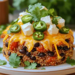 - 1 cup quinoa, rinsed - 1 can (15 oz) black beans, drained and rinsed - 1 can (15 oz) diced tomatoes with green chilies - 1 cup corn (frozen or canned) - 1 cup vegetable broth - 1 small onion, diced - 2 cloves garlic, minced These main ingredients make the heart of the dish. Quinoa is a great source of protein and adds a nutty flavor. Black beans boost fiber and protein content. Diced tomatoes with green chilies add a zesty kick. Corn adds sweetness and color, while vegetable broth enhances the overall taste. Dice the onion and mince the garlic for a strong base in the slow cooker. - 1 tablespoon chili powder - 1 teaspoon cumin - 1 teaspoon smoked paprika - Salt and pepper to taste These spices bring warmth and depth to the dish. Chili powder gives a bold flavor. Cumin adds earthiness. Smoked paprika lends a hint of smokiness. Adjust salt and pepper to your liking for the best taste. - 1 cup cream cheese, cut into cubes - 1 cup shredded cheese (cheddar or a Mexican blend) The cream cheese makes this dish rich and indulgent. It melts in the slow cooker, creating a smooth texture. Shredded cheese adds gooeyness and flavor. Together, they make a creamy delight that you'll love. - Fresh cilantro for garnish - Sliced jalapeños for garnish Garnishes add brightness and freshness. Fresh cilantro offers a burst of flavor. Sliced jalapeños bring heat and color. Sprinkle them on top before serving to make your dish pop visually and taste-wise. - Rinse quinoa in a fine mesh sieve. - Drain and rinse black beans under cool water. - In the slow cooker, layer the rinsed quinoa, black beans, diced tomatoes, corn, and vegetable broth. - Add diced onion, minced garlic, chili powder, cumin, smoked paprika, salt, and pepper. - Stir to mix ingredients well. - Place cubes of cream cheese on top. Do not stir yet. - Cook on low for 4-6 hours. - Alternatively, set to high for 2-3 hours. - Once cooked, stir the mixture. Incorporate the cream cheese until smooth. - Mix in shredded cheese until melted. Adjust seasoning to taste. - Let it sit for 10 minutes before serving. This helps thicken the dish. For the best texture, adjust the cooking time based on your slow cooker. If you use the low setting, cook for 4-6 hours. On high, 2-3 hours works well. This ensures the quinoa cooks perfectly without getting mushy. When adding cream cheese, cut it into small cubes. Place it on top of the other ingredients without stirring. This way, it melts nicely into the mix. Stir it in after cooking for a creamy finish. To boost flavor, consider adding extra spices like cayenne for heat or oregano for depth. You can also add bell peppers or zucchini for more veggies. Fresh ingredients, like tomatoes, add brightness. Canned items are great too but check for added salt. Using fresh herbs, like cilantro, gives a fresh taste. Fresh jalapeños add crunch and spice, while canned jalapeños offer convenience. This dish pairs well with sides like avocado, sour cream, or tortilla chips. You can also serve it with a simple salad or steamed veggies for balance. For meal prep, portion the quinoa into containers. It stores well in the fridge for up to four days. Reheat it easily in the microwave for a quick meal. {{image_2}} You can change the protein in this dish to fit your taste. - Adding chicken or beef: Cooked chicken or beef adds heartiness. Just shred or chop it before mixing. Aim for about 1 to 1.5 cups. - Making it vegetarian or vegan: Keep it plant-based by removing cream cheese and cheese. Use cashew cream for creaminess instead. You can also add more beans or veggies. Quinoa is great, but sometimes you want a switch. - Using brown rice or couscous: Brown rice works well. It adds a nutty flavor. Use the same amount as quinoa. Couscous cooks fast and can be a fun choice too. Just follow package instructions for best results. Spices can change the whole vibe of your dish. - Tweaking chili powder and jalapeños: Want it spicier? Add more chili powder or more jalapeños. Start small and taste as you go. If you like it mild, lessen both. You can also use less chili powder or skip the jalapeños. Once you finish your Slow Cooker Creamy Enchilada Quinoa, let it cool down. You can do this by leaving it on the counter for about 30 minutes. This helps prevent condensation in the storage container. For storage, use airtight containers. Glass or plastic containers work great. When you want to enjoy your leftovers, you have a few options. The best way to reheat is in the microwave. Place a portion in a bowl and cover it with a damp paper towel. Heat it for 1-2 minutes, stirring halfway through. This keeps the flavor and texture just right. You can also reheat it on the stove. Just add a splash of broth or water and warm it over low heat. If you have leftovers, freezing is a smart choice. Let the dish cool completely first. Then, scoop portions into freezer-safe bags or containers. Make sure to remove as much air as possible before sealing. To thaw, place it in the fridge overnight. For reheating, use the microwave or stove, just like before. This way, your creamy quinoa stays tasty and fresh! Yes, you can use other grains. Brown rice or couscous works well. Brown rice takes about 45 minutes to cook. Couscous cooks faster, usually in 10 minutes. Adjust the liquid and cooking time based on the grain you choose. Yes, this recipe is gluten-free. Check the labels on your beans and broth. Some brands may add gluten. Always look for certified gluten-free options to be safe. To add spice, use more chili powder or add sliced jalapeños. You can also mix in some cayenne pepper. If you love heat, try using hot salsa instead of regular. Yes, this dish is great for meal prep. You can combine all the ingredients in the slow cooker the night before. Just store it in the fridge and cook it in the morning. It’s a time-saver for busy days. This article covered a tasty slow cooker dish featuring quinoa, black beans, and many spices. You learned how to layer ingredients, adjust cooking times, and add creamy elements. I shared valuable tips for texture, flavor, and storage, plus variations to fit your needs. Remember, cooking should be fun and creative. Don't hesitate to experiment with spices or proteins. Enjoy making this dish your own, and dive into the world of slow cooker meals with confidence. Happy cooking!