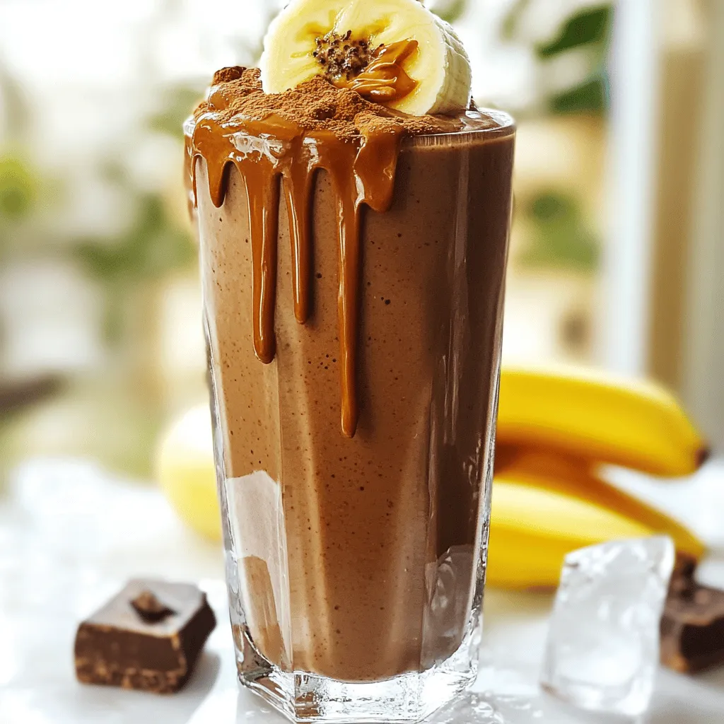To make the Protein Peanut Butter Brownie Smoothie, gather the following: - 1 ripe banana, frozen - 2 tablespoons natural peanut butter - 1 scoop chocolate protein powder - 1 tablespoon unsweetened cocoa powder - 1 cup almond milk (or milk of choice) - 1 tablespoon honey or maple syrup (optional, for extra sweetness) - A pinch of salt - 3-4 ice cubes (optional, for added chill) These ingredients work together to create a rich, creamy smoothie. The frozen banana adds a silky texture. Natural peanut butter gives a delicious nutty flavor. Chocolate protein powder adds protein and a chocolatey taste. Unsweetened cocoa powder enhances the brownie flavor. Almond milk keeps it light and creamy. The optional sweeteners let you control the sweetness. A pinch of salt boosts all the flavors. Ice cubes can chill the drink and make it thicker. Each ingredient plays a role in crafting this treat! - Freezing the banana for optimal texture: Start by peeling a ripe banana and placing it in the freezer. Freezing the banana makes your smoothie creamy and thick. A frozen banana is key to getting that perfect texture. - Adding ingredients in the correct order: Place the frozen banana in your blender first. Then, add two tablespoons of natural peanut butter. Next, scoop in one serving of chocolate protein powder. Follow that with one tablespoon of unsweetened cocoa powder. Pour in one cup of almond milk or your choice of milk. If you like it sweeter, add one tablespoon of honey or maple syrup now. - Adjusting sweetness before blending: After adding all ingredients, taste the mixture. If you want more sweetness, add more honey or maple syrup. Blend it again to mix everything well. This is your chance to get it just right. - Importance of blending thoroughly: Blend on high until the mix is smooth. Make sure there are no lumps. If you want it colder, add 3-4 ice cubes before blending. This gives your smoothie a refreshing chill. A good blend is key for a great smoothie. To make a great smoothie, start with a frozen banana. It gives the drink a thick and creamy feel. If your smoothie is too thick, add more almond milk. A little at a time can help you find the right texture. If you want it thicker, toss in some ice cubes. This will make it colder and more refreshing. For extra flavor, try adding more peanut butter or cocoa powder. A pinch of salt can also bring out the taste. If you love chocolate, add a bit more cocoa powder. This will make it taste richer. Using protein powder in your smoothie boosts your energy. It helps build and repair muscles. This is great after workouts or long days. Almond milk has fewer calories than regular milk. It is also dairy-free, making it great for those who are lactose intolerant. Almond milk is rich in vitamins and has healthy fats. Cocoa powder is full of antioxidants. It can help improve mood and reduce stress. Plus, it adds a rich chocolate flavor to your smoothie. The nutrients in cocoa powder make your drink even better. {{image_2}} You can change up this smoothie with different flavors. Try vanilla protein powder for a twist. If you want a nut-free option, use sunflower seed butter instead of peanut butter. You can also use almond butter for a new taste. Toppings can make your smoothie even better. Add granola for crunch or sprinkle nuts on top for an extra boost. Seeds like chia or flax can also work well. They add nutrition and texture. Do you want to adjust sweetness? You can change sweeteners based on what you need. If you want it less sweet, skip the honey or maple syrup. For a sugar-free version, use a natural sweetener like stevia. It gives the same flavor without the sugar. Just remember to blend well after adding any sweeteners so it mixes nicely. - Shelf life of ingredients: Most ingredients stay fresh for a while. Peanut butter can last months if sealed. Protein powder usually has a shelf life of 1-2 years. Cocoa powder lasts up to 3 years. Almond milk, once opened, should be used within 7-10 days. - How to store leftover smoothie: If you have extra smoothie, pour it into a sealed container. Keep it in the fridge. It will stay fresh for up to 24 hours. Shake or stir well before drinking. - Freezing smoothie for later consumption: You can freeze the smoothie if you want to save it longer. Pour it into ice cube trays or a freezer-safe container. When you want to drink it, let it thaw in the fridge overnight. - How to restore texture if smoothie separates: Sometimes, smoothies separate after sitting. This is normal and easy to fix. Just stir it well before drinking. If it’s too thick, add a bit of milk and stir again. - Blending in fresh ingredients to refresh: To make your smoothie taste fresh again, add a bit of banana or a scoop of peanut butter. Blend it all together until smooth. This will bring back its yummy flavor and texture. Yes, you can use a fresh banana. However, using a frozen banana gives a creamier texture. It also keeps your smoothie cold. If you use fresh, you may want to add ice cubes. You can use Greek yogurt or silken tofu. Both add protein and creaminess. You might also try ground nuts or seeds for added nutrition. Yes, this smoothie can work as a meal replacement. It has protein, healthy fats, and fiber. Just make sure to add enough calories based on your needs. To make this smoothie vegan, use plant-based protein powder. Substitute almond milk or coconut milk for regular milk. Also, skip honey and use maple syrup. This blog covered how to make a delicious smoothie using key ingredients like peanut butter and chocolate protein powder. I shared simple steps for preparation, tips for perfect texture, and variations to customize your drink. You learned about the health benefits of each ingredient and how to store your smoothie properly. Remember, making a great smoothie is easy and fun! Enjoy your tasty creation.