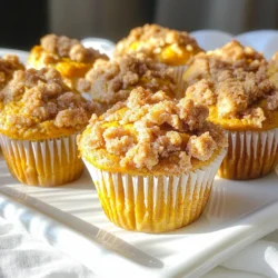 - 1 ½ cups all-purpose flour - 1 cup granulated sugar - ½ cup packed brown sugar - 1 teaspoon baking powder - ½ teaspoon baking soda - ½ teaspoon salt - 1 teaspoon ground cinnamon - ½ teaspoon ground nutmeg - ½ teaspoon ground ginger - 1 cup canned pumpkin puree - ½ cup vegetable oil - 2 large eggs - 1 teaspoon vanilla extract - ½ cup all-purpose flour - ¼ cup packed brown sugar - ¼ teaspoon ground cinnamon - ¼ cup cold unsalted butter, cubed The ingredients for bakery-style pumpkin streusel muffins make this treat special. Using canned pumpkin puree gives you a rich flavor and a moist texture. The blend of spices adds warmth and depth. When I bake these muffins, I love using a mix of both granulated and brown sugar. This combo brings out sweetness and a slight caramel note. The spices, like cinnamon and nutmeg, create that cozy fall scent. For the streusel topping, cold butter is key. It helps form those lovely crumbs. The texture and flavor of the streusel make each muffin feel like a bakery treat. Gather these ingredients, and you will be on your way to a delightful muffin experience. 1. Preheat your oven to 350°F (175°C). Line a muffin tin with paper liners or lightly grease it. 2. In a large bowl, mix together the dry ingredients. This includes the flour, granulated sugar, brown sugar, baking powder, baking soda, salt, cinnamon, nutmeg, and ginger. Whisk well until all the ingredients blend nicely. 3. In another bowl, combine the wet ingredients. Mix together the pumpkin puree, vegetable oil, eggs, and vanilla extract until smooth. 1. Make a well in the center of the dry mix. Carefully pour in the wet mixture. 2. Stir gently until just combined. Be careful not to overmix; this keeps your muffins light and fluffy. 1. In a small bowl, blend the streusel ingredients. Combine flour, brown sugar, and cinnamon. 2. Add the cold cubed butter. Use your fingers or a pastry cutter to blend until the mixture looks like coarse crumbs. 1. Fill each muffin cup about two-thirds full with batter. 2. Sprinkle the streusel topping evenly over each muffin. 3. Place the muffin tin in the oven. Bake for 20-25 minutes. Check for doneness by inserting a toothpick. It should come out clean. To make moist muffins, do not overmix the batter. Mixing too much makes the muffins tough. Stir just until you see no dry flour. Using room temperature ingredients helps too. Cold eggs or oil can cause the batter to clump. Let your eggs and oil sit out for about 30 minutes. This simple step helps create a smooth batter. For the best crumb texture in your streusel, mix cold butter with flour and sugar. Use your fingers to blend them until they look like coarse crumbs. This gives a nice crunch on top. Store your streusel in the refrigerator before using it. Chilling it helps to keep its shape when you bake. Cold butter creates a more crumbly topping. Ovens vary, so you may need to adjust your baking time. If your oven runs hot, check your muffins a few minutes early. If it runs cool, they may need extra time. To check for doneness, use the toothpick method. Insert a toothpick into the center of a muffin. If it comes out clean, your muffins are ready. If it has wet batter, bake for a few more minutes. {{image_2}} You can boost the flavor of your muffins easily. Adding chocolate chips gives a sweet twist. Sprinkle in about a cup for a rich taste. You can also mix in nuts for crunch. Walnuts or pecans work great. Just chop them up and fold them into the batter. If you need gluten-free muffins, swap out the flour. Use a gluten-free blend that fits your taste. This keeps your muffins soft and tasty. For vegan options, try using flax eggs. Mix one tablespoon of flaxseed meal with three tablespoons of water. Let it sit for five minutes to thicken, then use it in place of eggs. You can get creative with swaps in your recipe. If you want a lighter texture, use applesauce instead of pumpkin puree. This change adds sweetness and keeps it moist. You can also experiment with spices. Try adding allspice or cloves for a warm flavor. Just a teaspoon can make a big difference. To keep your muffins fresh, store them in an airtight container. This method keeps them soft for up to three days. If you want to keep them longer, freezing is your best option. Place the muffins in a freezer-safe bag. Remove as much air as possible before sealing. They can last up to three months in the freezer. For the best taste and texture, reheat your muffins in the oven. Preheat the oven to 350°F (175°C). Place the muffins on a baking sheet and warm for about 10 minutes. This method keeps the outside crisp and the inside soft. If you’re in a hurry, use a microwave. Heat each muffin for 15 to 20 seconds. This method is quick but might make them a bit soggy. Choose the method that fits your time and taste! Yes, you can use fresh pumpkin. First, cook the pumpkin until soft. Then, puree it until smooth. Use the same amount as canned pumpkin. This method adds a fresh taste to your muffins. Just remember to drain any excess water from the puree. Check your muffins at 20 minutes. Insert a toothpick into the center of a muffin. If it comes out clean, your muffins are done. If it has wet batter, bake for a few more minutes. Keep an eye on them to avoid overbaking. If your muffins are dense, they may be overmixed. Mix the batter just until combined. You can also add a touch more baking powder. Another tip is to use room-temperature eggs and oil. This helps the batter rise better. Yes! You can make mini muffins. Simply fill mini muffin tins about two-thirds full. Bake them for about 10-15 minutes. Keep an eye on them since they will bake faster. Enjoy bite-sized pumpkin treats! You now have all the tools to make delicious pumpkin muffins. Remember to mix wet and dry ingredients carefully to keep them light and fluffy. Use tips for the best streusel topping and don’t hesitate to try different flavors. Storing muffins properly is key for freshness. Feel free to experiment with variations to suit your taste. Enjoy baking these treats, and watch as they become a favorite for everyone!