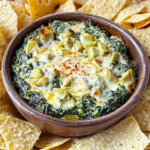 To make this creamy spinach artichoke dip, you will need the following items: - 1 (14-ounce) can artichoke hearts, drained and chopped - 1 cup frozen spinach, thawed and drained - 1 cup cream cheese, softened - 1 cup sour cream - 1 cup shredded mozzarella cheese - 1/2 cup grated Parmesan cheese - 2 cloves garlic, minced - 1 teaspoon onion powder - 1/2 teaspoon red pepper flakes (optional for heat) - Salt and pepper to taste - Tortilla chips or sliced baguette for serving For the best taste, always use fresh ingredients. Check that your cream cheese is soft before mixing. Drain the spinach well to avoid a watery dip. Quality cheeses make a big difference, so choose the best mozzarella and Parmesan you can find. You can boost the flavor of your dip with these optional ingredients: - 1/2 cup chopped sun-dried tomatoes for a tangy twist - Fresh herbs like basil or parsley for color and flavor - A splash of lemon juice for brightness - Cooked and crumbled bacon for a savory crunch These add-ins can change the taste and make it unique to your liking. Try different combinations for fun! Start by gathering your ingredients. You need: - 1 (14-ounce) can artichoke hearts, drained and chopped - 1 cup frozen spinach, thawed and drained - 1 cup cream cheese, softened - 1 cup sour cream - 1 cup shredded mozzarella cheese - 1/2 cup grated Parmesan cheese - 2 cloves garlic, minced - 1 teaspoon onion powder - 1/2 teaspoon red pepper flakes (optional) - Salt and pepper to taste First, mix the softened cream cheese, sour cream, and minced garlic in the slow cooker. Stir until the mixture is smooth and creamy. Next, add the chopped artichokes and drained spinach. Mix these well. Then, add the mozzarella, Parmesan, onion powder, and red pepper flakes. Season with salt and pepper to your liking. Cook the dip on low for 2 to 3 hours. If you’re short on time, set it on high for 1 to 1.5 hours. Stir the dip every 30 minutes. This helps it heat evenly. You want the dip to be hot and bubbly. When it’s ready, give it a final stir to blend all the flavors. Serve this creamy dip warm. It pairs well with tortilla chips or sliced baguette. You can also use veggies like carrots or celery for dipping. For a fun twist, try adding some fresh herbs on top. This adds color and flavor. Enjoy this dip at parties or as a cozy snack at home! To make your dip super creamy, use softened cream cheese. This helps it mix well. Stir the cream cheese and sour cream together first. This makes a smooth base. If you want extra creaminess, add more sour cream or cream cheese. Watch out for common mistakes. Don't skip draining the spinach. If you do, the dip gets watery. Also, avoid overcooking. Keep an eye on it as it cooks. Stir it every so often to keep it even. Using a slow cooker is easy, but a few tips help. Always check the seal on the lid. A tight seal keeps the heat in. Set your cooker to low for longer cooking. This gives flavors time to mix. Cleaning is simple, too. Most slow cooker pots are dishwasher-safe. If you hand wash, use warm soapy water. Wipe the outside with a damp cloth. This keeps it looking nice for your next dip. Serving your dip well makes it even more fun. Use a nice bowl that fits in your slow cooker. This keeps it warm and makes it look great. For dippers, use tortilla chips or sliced baguette. Add garnishes for color. Try fresh parsley or a sprinkle of paprika. You can even add a few artichoke hearts on top. These small touches make your dip pop on the table. {{image_2}} You can change the flavor of this creamy dip in many ways. Try adding cooked bacon bits for a smoky taste. You can also mix in sun-dried tomatoes for a touch of sweetness. If you love spices, add more red pepper flakes for a kick. For a fresh twist, stir in fresh herbs like basil or parsley. If you prefer a different cheese, swap mozzarella with pepper jack or gouda. For a dairy-free or vegan version, use plant-based cream cheese and sour cream. Nutritional yeast can replace cheese for a savory flavor. Look for vegan mozzarella to keep it cheesy. If you need gluten-free options, serve this dip with veggie sticks or gluten-free crackers. Always check labels to ensure they meet your needs. You can make this dip even better by adding seasonal ingredients. In spring, mix in fresh asparagus or peas for crunch. In fall, add roasted pumpkin or butternut squash for a cozy vibe. For the holidays, stir in cranberries for a festive look and taste. This dip can fit any season with a little creativity! To keep your dip fresh, store it in an airtight container. This helps prevent drying out. Refrigerate the dip within two hours of serving. It can last up to four days in the fridge. If you want to keep it longer, freeze the dip. Place it in a freezer-safe container. It can stay good for up to three months in the freezer. When you are ready to use it, thaw it overnight in the fridge. When it’s time to reheat, you want to keep the texture smooth. The best way is to use the microwave. Heat in short bursts of 30 seconds. Stir in between to help it warm evenly. You can also reheat it in the slow cooker. Set it on low and stir often. This keeps the dip creamy and delicious. Avoid using high heat, as it can make the dip too thick or burn it. Enjoy your warm dip with chips or bread! Yes, you can prepare this dip ahead. Start by mixing the cream cheese, sour cream, and garlic in your slow cooker. Then, add the artichoke hearts and spinach. Mix in the cheeses, onion powder, and spices. After mixing, cover it and store in the fridge for up to 24 hours. When ready to serve, just heat it in the slow cooker. This method keeps it fresh and tasty! You have many options for dippers! Here are some great ideas: - Tortilla chips - Sliced baguette - Fresh veggies like carrots and celery - Pita chips - Crackers These options will complement the creamy dip well and make your snack time fun! You can store this dip in the fridge for about 3 to 5 days. Make sure to keep it in an airtight container. If you want to keep it longer, you can freeze it for up to 2 months. Just remember to reheat it well before serving. Always check for any off smells or changes in texture before eating leftovers. Safety first! This blog post covered how to make a delicious dip. You learned about the key ingredients and optional add-ins. I shared step-by-step instructions and tips for cooking in a slow cooker. You also discovered variations for different diets and seasons. Finally, I provided storage tips and answered common questions. Remember, the right ingredients and techniques make all the difference. Enjoy your dip, and get creative with it!